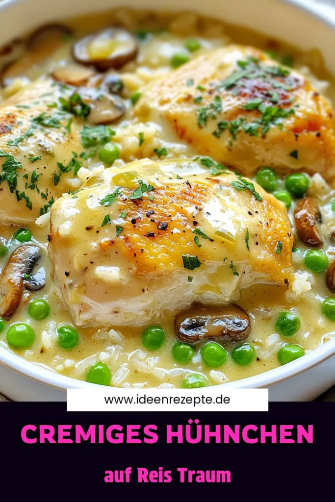 Entdecke das perfekte cremiges Hühnchen Rezept, das deine Geschmacksknospen verzaubert! Dieses einfache Hühnchen mit Reis vereint zarte Hühnchenbrust mit cremigen Reisgerichten und ist ideal für jede Gelegenheit. Schnelles und einfaches Rezept, das du unbedingt ausprobieren musst - Überbackenes Hühnchen in nur 40 Minuten. Ideal für Familienessen! Teile deine Kreation und speichere diese Idee! #cremigesHühnchenRezept #HühnchenmitReis #einfacheHühnchenrezepte #cremigeReisgerichte