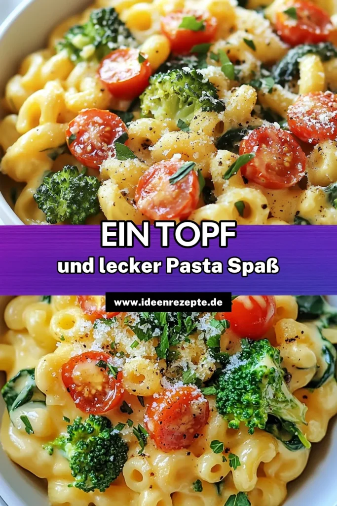 Entdecken Sie dieses leckere Ein-Pot Makaronis Rezept: vegetarische Käse-Makaronis mit frischem Gemüse! In nur 20 Minuten zaubern Sie ein schnelles Pasta Gericht, das perfekt für die ganze Familie ist. Mit Ellbogen-Makkaroni, Brokkoli und Kirschtomaten wird jede Portion zum Genuss. Probieren Sie es aus und genießen Sie jede Gabel! Speichern Sie dieses Rezept für später! #EinPotMakaronis #GemüseMakaronisRezept #KäseMakaronis #schnellesPastaRezept