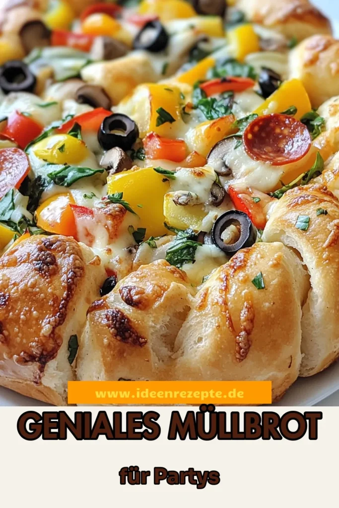 Entdecken Sie mit diesem Garbage Bread Rezept ein köstliches italienisches Brot, das einfach zuzubereiten ist! Füllen Sie Ihren Pizzateig mit einer Mischung aus Mozzarella, buntem Gemüse und leckeren Oliven. Ideal als Snack oder als Beilage zu jeder Mahlzeit. Lassen Sie sich von diesem Gemüserezept für Brot inspirieren! Probieren Sie es aus und teilen Sie Ihre Kreationen. #GarbageBread #PizzateigIdeen #GemüserezeptFürBrot #ItalienischesBrotRezept