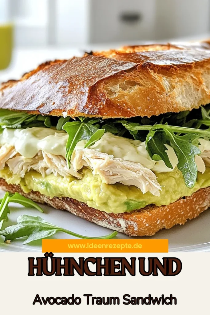 Genieße ein köstliches Hühnchen Avocado Sandwich Rezept, das perfekt für schnelle Mittagessen Ideen ist! Dieses gesunde Hühnchen Sandwich kombiniert zartes gegrilltes Hühnchen, cremige Avocado und geschmolzenen Mozzarella in einem Vollkorn Sandwich mit Avocado. Ideal für ein nahrhaftes Mittagessen, das sicher jedem schmeckt. Probiere es gleich aus und speichere das Rezept für später! #HühnchenAvocadoSandwich #gesundesHühnchenSandwich #VollkornSandwich #schnelleMittagessenIdeen