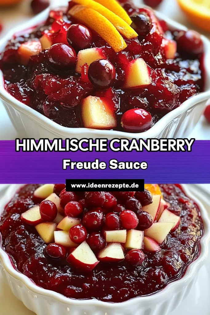 Entdecke dieses köstliche Cranberry Sauce Rezept, das mit Äpfeln und Birnen verfeinert wird. Diese festliche Beilage bringt fruchtige Aromen zu deinem Weihnachtsessen! Die hausgemachte Cranberry Sauce ist einfach zuzubereiten und passt perfekt zu Geflügel und anderen Festtagsgerichten. Lass dich von dieser Apfel Birnen Sauce inspirieren und mach sie zum Highlight deiner Feier. Speichere das Rezept für ein unvergessliches Weihnachtsfest! #CranberrySauceRezept #ApfelBirnenSauce #FestlicheBeilage #HausgemachteCranberrySauce