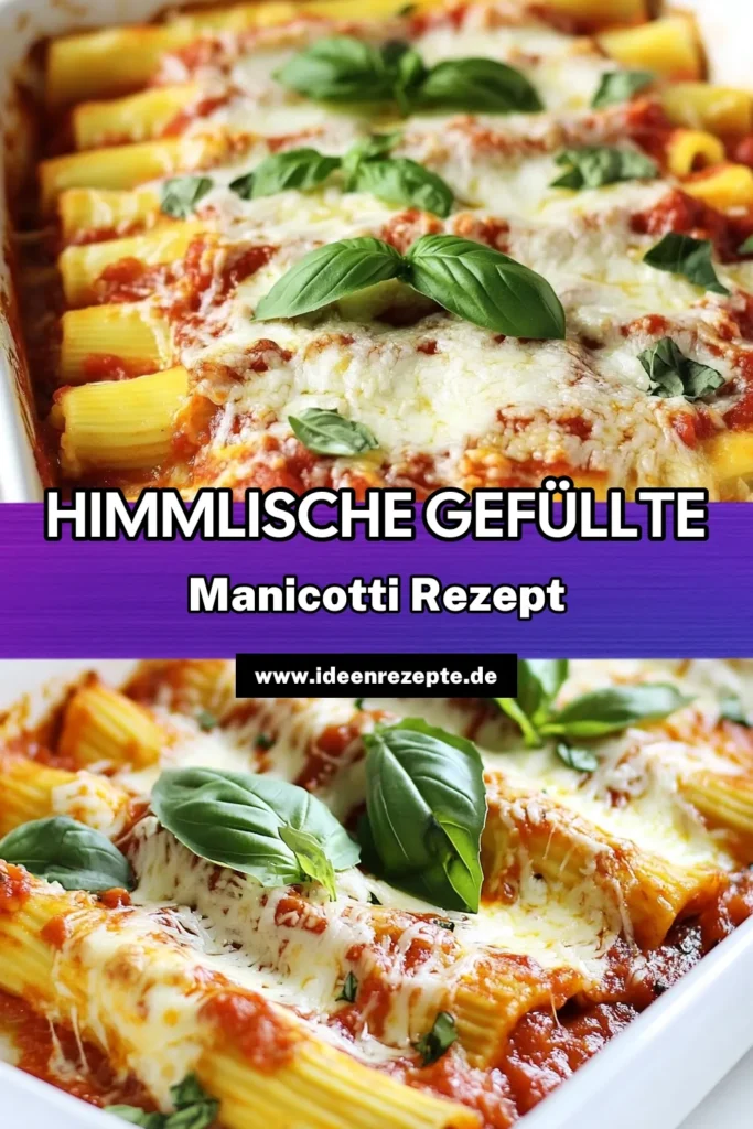 Entdecken Sie das perfekte Ricotta-Manicotti-Rezept mit unserer Ultimate Stuffed Manicotti. Diese gefüllte Manicotti ist ein köstliches italienisches Nudelgericht, das einfach zuzubereiten ist. Die einfache Manicotti-Füllung aus Ricotta und Käse harmoniert wunderbar mit hausgemachter Marinara-Soße. Ideal für Ihre nächste Familienmahlzeit! Speichern Sie dieses Rezept jetzt und genießen Sie die italienische Küche zu Hause! #gefüllteManicotti #RicottaManicottiRezept #Nudelgericht #HausgemachteSoße