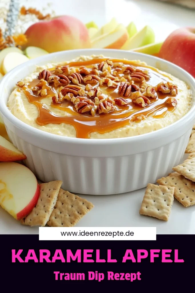 Entdecke den unwiderstehlichen Karamell-Apfel-Cheesecake-Dip, der in nur 10 Minuten zubereitet ist! Diese cremige Köstlichkeit, versüßt mit Karamellsauce und zarten Apfelstücken, ist der perfekte Snack für jede Einladung oder als Dessert. Serviere ihn mit frischen Apfelscheiben und Graham-Crackern für ein unvergessliches Geschmackserlebnis. Klicke hier für das vollständige Rezept und bring deinen Gaumen zum Schmelzen! #KaramellApfelCheesecakeDip #Dessert #Rezept #LeckerEssen