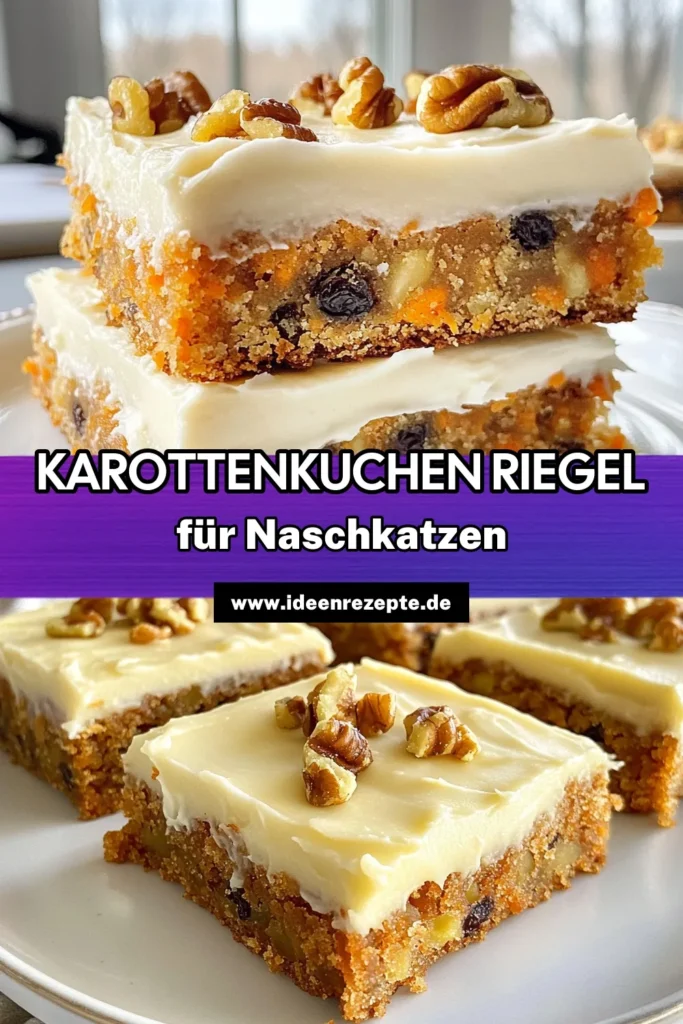Entdecken Sie unser unwiderstehliches Karottenkekse Rezept! Diese Karottenkuchen Riegel sind die perfekte Mischung aus süß und gesund. Mit frischen Karotten und einem köstlichen Frischkäsefrosting sind diese gesunden Karottenkekse ein Genuss für jeden Anlass. Einfach nachzubacken, perfekt für das Familienessen oder als Snack. Probieren Sie es aus und lassen Sie sich von diesem Rezept begeistern! #Karottenkekse #Karottenkuchen #BackenMitKarotten #GesundeRezepte