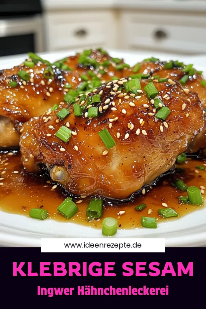 Entdecke das Rezept für köstliche Sticky Sesame Ginger Chicken Thighs! Dieses Gericht ist einfach zuzubereiten und ein echter Publikumsliebling. Mit einer köstlichen Marinade aus Sojasauce, Honig und frischem Ingwer wird jeder Bissen zum Genuss. Perfekt für dein nächstes Abendessen! Klicke jetzt, um die vollständige Anleitung zu erhalten und überrasche deine Familie mit einem unwiderstehlichen Gericht. #Hähnchenschenkel #Rezeptideen #Kochinspiration #SchnelleGerichte