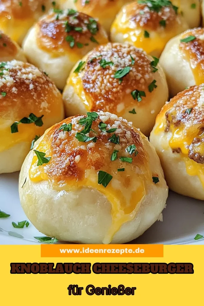 Entdecke das perfekte Rezept für knusprige Knoblauch Parmesan Cheeseburger Bomben! Diese einfache Burger Snack-Idee kombiniert herzhaftes Käsegericht mit einer unwiderstehlichen Pizzateig Füllung. Ideal für Partys oder einen Snack für zwischendurch. Probiere unser Cheeseburger Bomben Rezept und verwöhne deine Familie und Freunde. Speichere dir das Rezept und erlebe den Geschmack! #KnoblauchParmesan #CheeseburgerBombenRezept #einfacheBurgerSnacks #herzhaftesKäsegericht