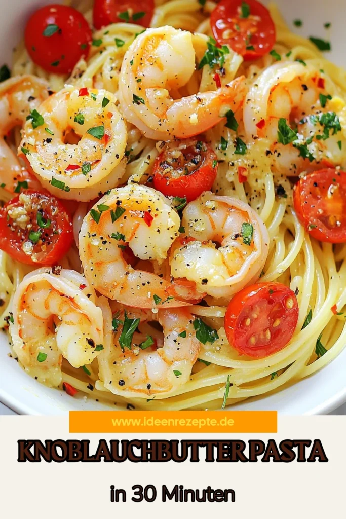 Entdecken Sie dieses köstliche Rezept für Knoblauchbutter Garnelen Pasta! Diese einfache Pasta mit Garnelen ist perfekt für ein schnelles Abendessen. Mit saftigen Garnelen und frischem Knoblauch wird dieses Spaghetti Garnelen Rezept ihr neuer Favorit. Bereiten Sie in nur 30 Minuten eine italienische Pasta mit Knoblauch zu, die alle begeistern wird. Speichern Sie das Rezept und genießen Sie diese schnell zubereitete Garnelen Pasta! #GarnelenPasta #PastaLovers #SchnelleRezepte #ItalischeKüche