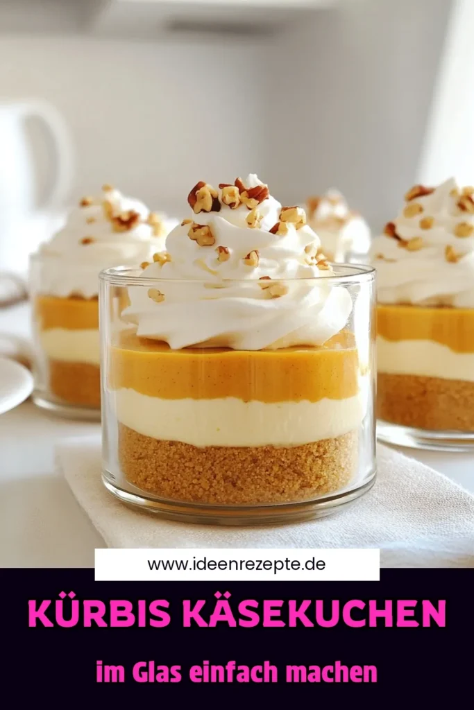 Entdecke das perfekte Dessert für den Herbst mit diesen köstlichen No Bake Pumpkin Cheesecake Cups! Diese einfachen und cremigen Kürbiskäsekuchen-Tassen sind in nur 20 Minuten zubereitet und werden mit einer knusprigen Kruste und luftiger Sahne gekrönt. Lass dir dieses köstliche Rezept nicht entgehen - klicke jetzt und verwandle deinen Herbst mit diesen unwiderstehlichen Leckereien! #Kürbiskuchen #NoBakeDessert #Herbstrezepte #Käsekuchen