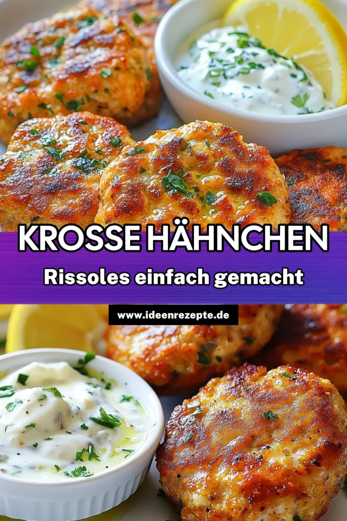 Entdecken Sie unser köstliches Hähnchen-Rissole Rezept! Diese herzhaften Hähnchen-Patties sind perfekte gesunde Hähnchen-Snacks für jeden Anlass. Schnell und einfach zubereitet, bringen sie Abwechslung in Ihre einfachen Hähnchen-Rezepte. Mit Parmesan verfeinert, sind diese Hähnchen-Rissole einfach unwiderstehlich. Probieren Sie es aus und überraschen Sie Ihre Familie! #HähnchenRissoleRezept #GesundeSnacks #EinfacheRezepte #HähnchenPatties