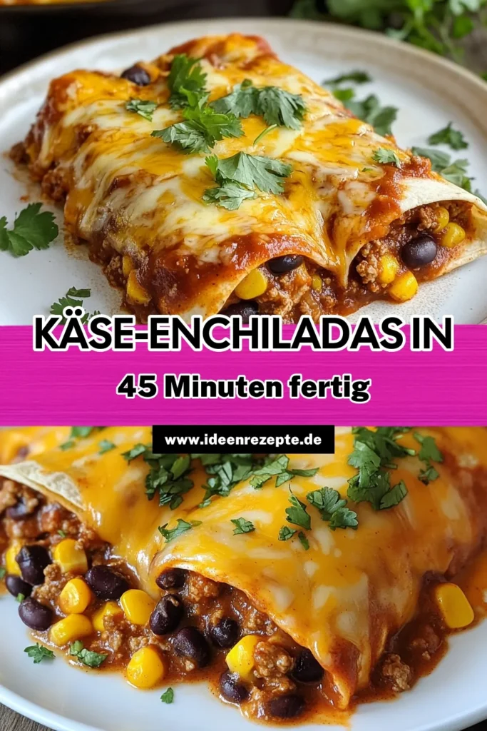 Entdecken Sie das perfekte Rezept für Käsegefüllte Enchiladas! Diese köstlichen Rinderfleisch Enchiladas sind einfach zuzubereiten und ideal für ein authentisches mexikanisches Gericht. Mit schwarzen Bohnen, würzigem Rinderhack und geschmolzenem Cheddar-Käse sind diese Enchiladas ein Hit für die ganze Familie. Probieren Sie unser einfaches Enchiladas Rezept aus und lassen Sie sich begeistern! Speichern Sie es jetzt! #Enchiladas #MexikanischeKüche #Rinderfleisch #KäsegefüllteEnchiladas