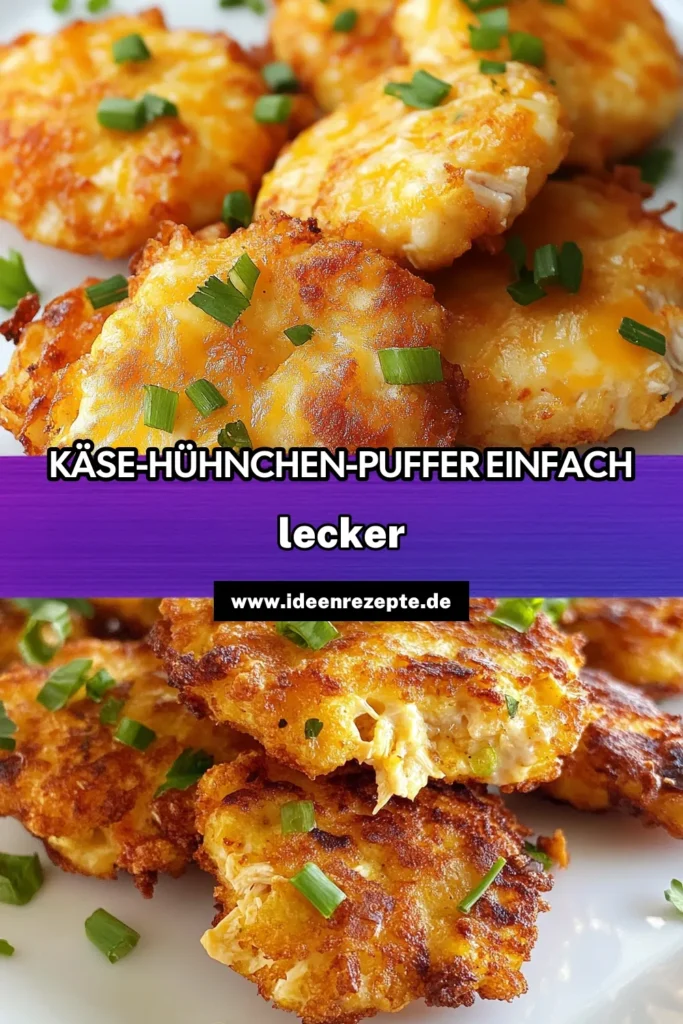 Entdecken Sie dieses köstliche Rezept für Käse-Hühnchen-Puffer, ideal für alle Liebhaber herzhaften Käsegerichts! Diese einfachen Pufferrezepte sind perfekt für ein schnelles Abendessen oder einen Snack. Verwöhnen Sie Ihre Familie mit gefüllten Hühnchenpuffern, die sowohl gesund als auch schmackhaft sind. Probieren Sie es aus und teilen Sie Ihre Kreationen! #KäseHühnchenPuffer #Hühnchenrezepte #Käsegericht #einfachePufferrezepte
