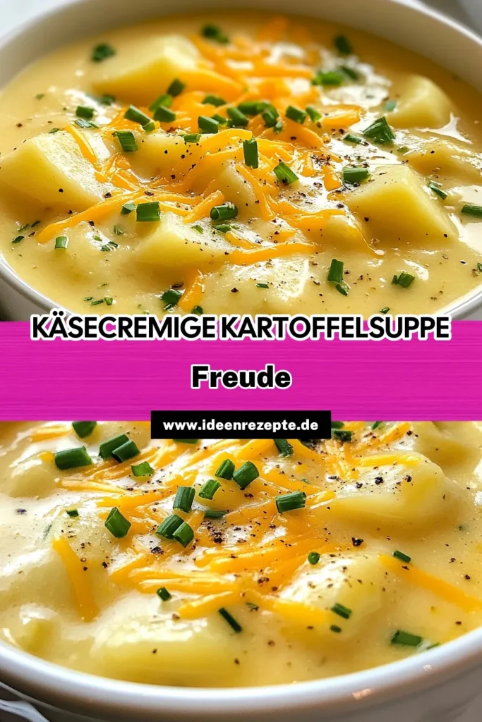 Entdecken Sie die köstliche Cheddar Knoblauch Kartoffelsuppe! Dieses cremige Kartoffelsuppe Rezept mit Yukon Gold Kartoffeln und frischen Kräutern ist einfach zuzubereiten und perfekt für kalte Tage. Verwöhnen Sie Ihre Familie mit dieser leicht nachzukochen Kartoffelsuppe mit Cheddar. Lassen Sie sich von der Kombination aus Käse, Knoblauch und Kräutern begeistern! Probieren Sie es jetzt aus und speichern Sie das Rezept! #Kartoffelsuppe #Cheddar #Kochen #Rezeptideen