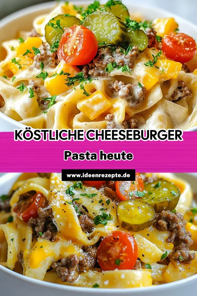 Entdecke das köstliche Rezept für Cheeseburger Alfredo Pasta! Dieses einfache Pasta Gericht kombiniert Fettuccine mit Rinderhack in einer cremigen Käsepasta, die perfekt zum Comfort Food passt. Mit nur wenigen Zutaten kannst du in 30 Minuten eine echte Geschmacksbombe zaubern. Lass dir diesen Genuss nicht entgehen! Probiere es aus und teile deine Kreationen! #CheeseburgerAlfredoPasta #EinfachePastaGerichte #CremigeKäsepastaRezept #ComfortFoodRezept