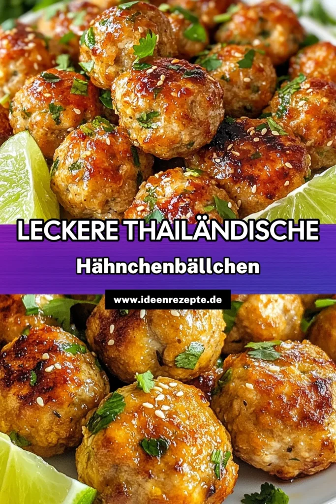 Entdecken Sie unser einfaches thailändisches Hähnchenfleischbällchen-Rezept! Diese gebackenen Fleischbällchen sind nicht nur lecker, sondern auch gesund. Perfekt für einen schnellen Abendessen und einfach zuzubereiten. Genießen Sie diese köstlichen asiatischen Küche Rezepte, die Ihre Familie begeistern werden. Probieren Sie es jetzt aus und bringen Sie den Geschmack Thailands in Ihre Küche! #thailändischeHähnchenfleischbällchen #asiatischeKüche #einfachesHähnchenrezept #gesundesEssen