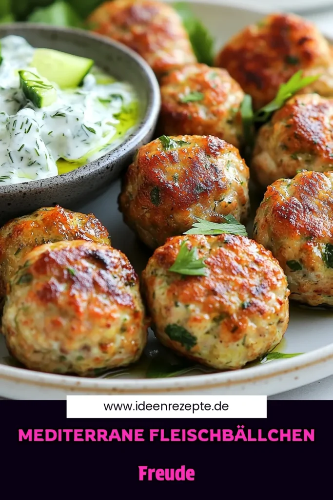 Entdecke das Rezept für köstliche Truthahnfleischbällchen, perfekt kombiniert mit einem Zesty Tzatziki Rezept! Diese mediterranen Rezepte sind nicht nur lecker, sondern auch gesunde Fleischbällchen, die sich ideal zum Dippen eignen. Lerne, wie du Tzatziki Soße zubereiten kannst, die deine Mahlzeiten bereichert. Probiere es aus und bringe frischen Wind in deine Küche! Speichere dieses Rezept für ein gesundes und schmackhaftes Essen! #Truthahnfleischbällchen #TzatzikiRezept #GesundeRezepte #MediterraneGerichte