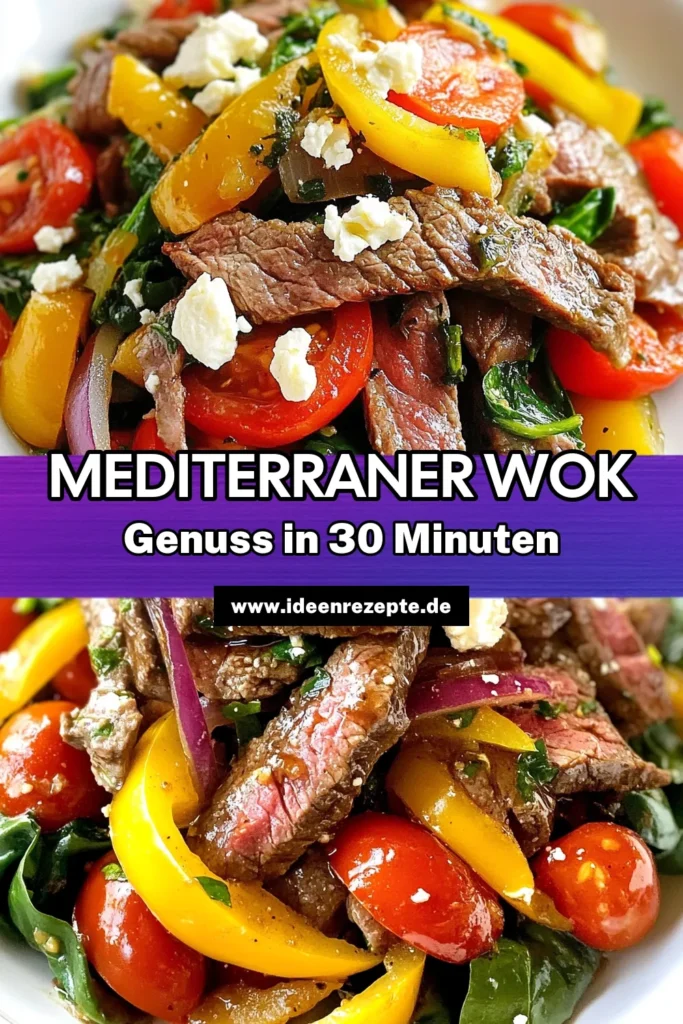 Entdecken Sie dieses köstliche Rinderfilet Rezept mit unserem mediterranen Rindfleisch-Wok. Dieses gesunde Rindfleischgericht vereint zartes Rindfleisch und frisches Gemüse wie Paprika und Spinat in einem einfachen Wokrezept. Perfekt für ein schnelles Abendessen. Überraschen Sie Ihre Familie mit diesem Rezept der mediterranen Küche. Jetzt ausprobieren und die Aromen genießen! #RindfleischWok #Wokrezepte #MediterraneKüche #GesundeRezepte