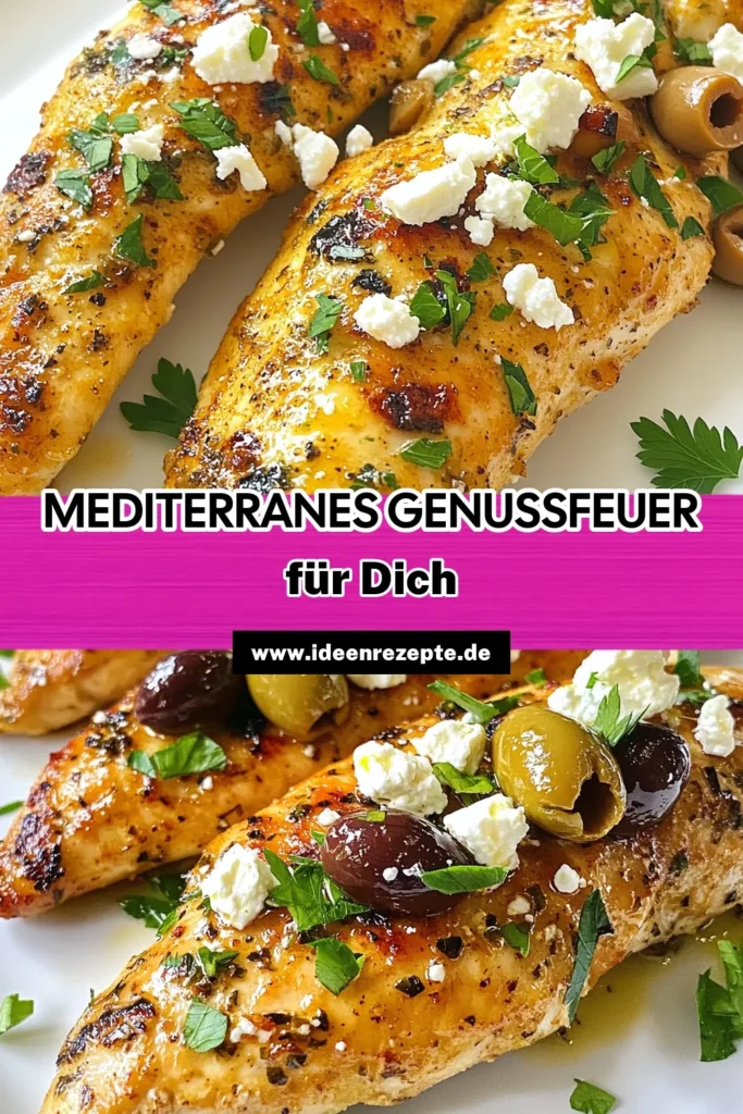 Entdecken Sie ein köstliches Rezept für Mediterrane Hähnchenstreifen, perfekt für die gesunde Küche! Diese saftigen Hähnchen mit griechischem Joghurt, umhüllt von einer aromatischen Marinade mit Feta, sind einfach zuzubereiten und ideal für jedes Abendessen. Mit nur wenigen Zutaten und in 40 Minuten bereit, werden Sie dieses Backrezept lieben. Speichern Sie dieses gesunde Hähnchenrezept für Ihre nächste Mahlzeit! #MediterraneHähnchenstreifen #GesundeRezepte #MediterraneKüche #HähnchenmitGriechischemJoghurt