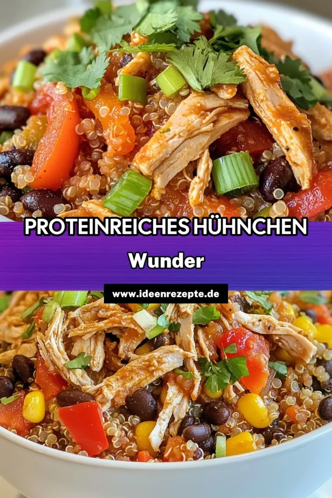 Entdecke das perfekte hohe Protein Hühnchen mit diesem Easy Slow Cooker Rezept! Dieses gesunde Quinoa Gericht kombiniert zartes Hähnchen, nährstoffreiche Quinoa und bunte Gemüse für eine proteinreiche Mahlzeit, die einfach zuzubereiten ist. Ideal für stressfreie Abendessen. Probiere es aus und bringe Abwechslung in deine einfache Hühnchenrezepte! Jetzt speichern und genießen! #hohesProteinHühnchen #EasySlowCookerRezept #gesundesQuinoaGericht #proteinreicheMahlzeit
