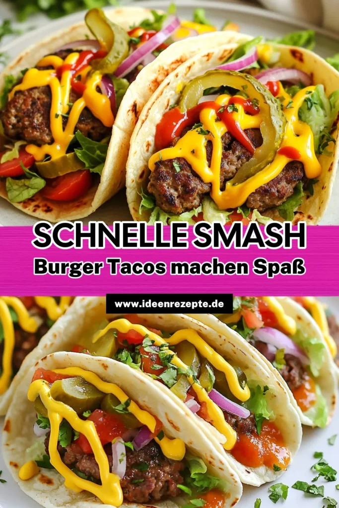 Entdecken Sie die leckeren Smash Burger Tacos, die eine perfekte Kombination aus saftigem Rinderhackfleisch und frischen Zutaten bieten. Dieses einfache Taco Rezept vereint die besten Geschmackserlebnisse der Tortilla Burger Tacos. Bereiten Sie sich auf einen Genuss vor, den Sie nicht vergessen werden! Ideal für jede Gelegenheit. Speichern Sie dieses Rezept und teilen Sie es mit Freunden! #SmashBurgerTacos #TacoRezept #BurgerTacos #einfacheRezepte