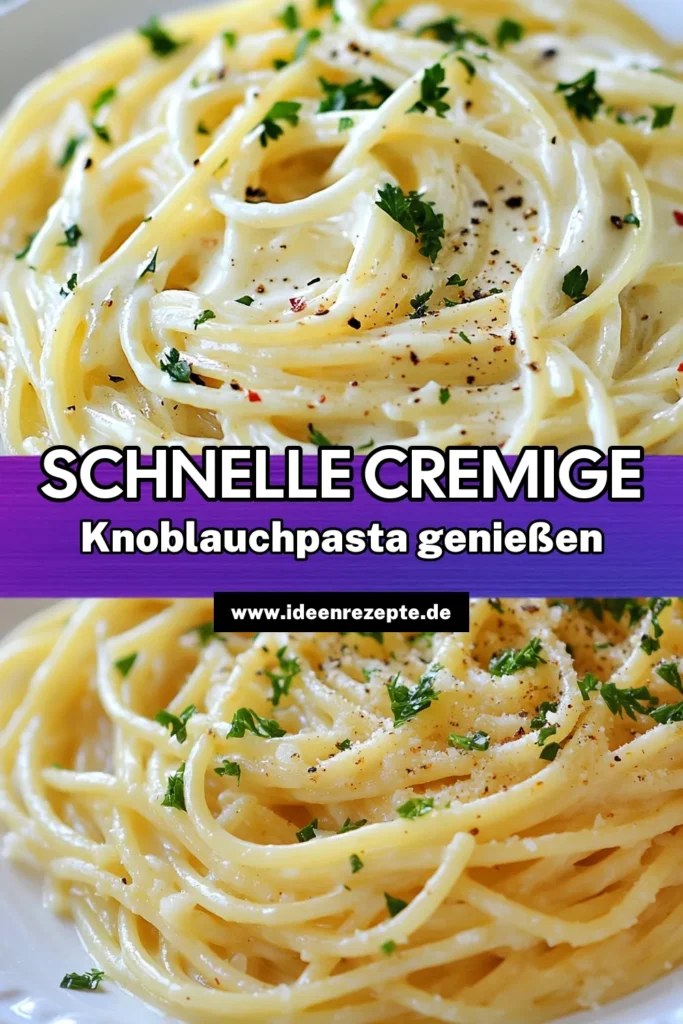 Entdecke das köstliche Knoblauch-Pasta Rezept für eine schnelle und einfache Mahlzeit! Diese cremige Knoblauch-Pasta ist in nur 20 Minuten zubereitet und kombiniert Spaghetti mit einer feinen Sahnesauce, die einfach himmlisch schmeckt. Ideal für alle, die schnelle Pasta Rezepte lieben! Probiere es aus und genieße eine köstliche Zeit am Tisch. Speichere dieses Rezept für dein nächstes Nudelgericht! #KnoblauchPasta #schnellePastaRezepte #cremigeKnoblauchPasta #SpaghettiMitSahnesauce