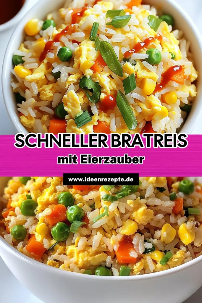Entdecke unser schnelles Rezept für Minute Ei Bratreis! Mit gekochtem Jasminreis, frischen Eiern und einer bunten Mischung aus asiatischem Gemüse ist dieser Bratreis mit Ei perfekt für eine schnelle Mahlzeit. In nur 15 Minuten zubereitet, ist dieses asiatisches Gemüse Rezept ideal für alle, die leckeres und schnelles Essen lieben. Probiere es jetzt aus und teile deine Kreationen! #BratreisMitEi #SchnellesBratreisRezept #JasminreisBratreis #AsiatischesGemüseRezept