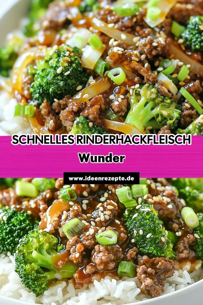 Entdecken Sie dieses köstliche Rinderhackfleisch Rezept, das perfekt für ein gesundes Abendessen ist! Dieses asiatisch inspirierte Brokkoli Gericht kombiniert zartes Rinderhackfleisch mit knackigem Brokkoli für ein schnelles Rezept für die Familie. In nur 25 Minuten zubereitet, ist es ideal für hektische Abende. Jetzt ausprobieren und Ihrer Familie leckere, nährstoffreiche Mahlzeiten bieten! #RinderhackfleischRezept #BrokkoliGericht #GesundesAbendessen #SchnelleRezepte