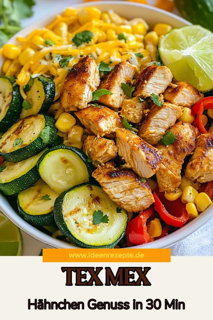 Entdecke dieses köstliche Tex Mex Hähnchen mit Zucchini Rezept! Diese gesunde Tex Mex Küche vereint würziges Hähnchen mit frischem Gemüse in einer einfachen Hähnchenpfanne mit Gemüse, perfekt für schnelle Abendessen Rezepte. Mit wenig Zeit und einfachen Zutaten zauberst du ein leckeres Gericht für die ganze Familie. Probiere es aus und genieße den Geschmack der Tex Mex Küche! #TexMexHähnchen #ZucchiniRezept #GesundeKüche #SchnelleRezepte