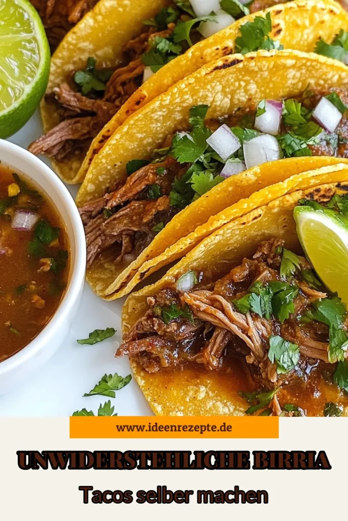 Entdecke die köstlichen Birria-Tacos aus dem Slow Cooker, die perfekt für echte Liebhaber der mexikanischen Küche sind! Dieses herzhafte Tacos-Rezept mit zarter Rinderbrust wird jeden begeistern. Die einfache Zubereitung macht es ideal für jedes Abendessen. Probiere jetzt dieses unwiderstehliche Rinderbrust-Rezept und bringe den Geschmack Mexikos zu dir nach Hause. Speichere das Rezept und teile es mit Freunden! #BirriaTacos #SlowCookerRezepte #herzhafteTacos #mexikanischeKüche