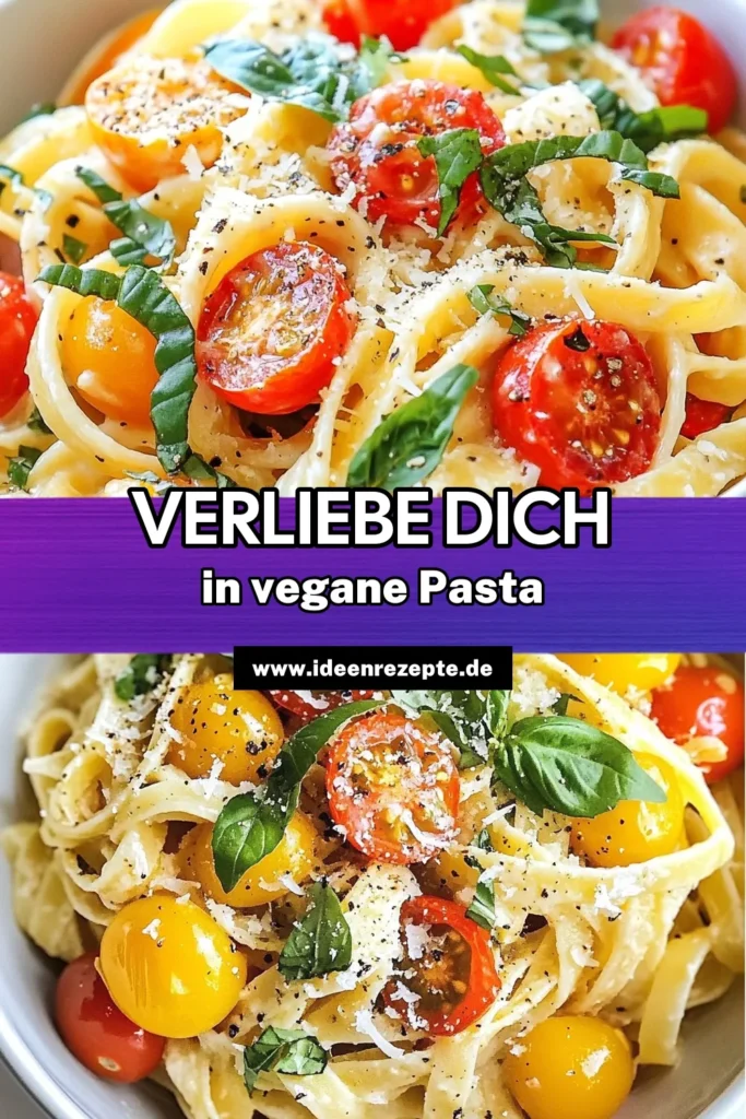 Entdecken Sie unser veganes Pasta Rezept für die himmlische Marry Me Pasta! Diese köstliche Pasta wird mit einer cremigen Tomatensauce vegan zubereitet und ist perfekt für schnelle vegane Rezepte. Mit frischen Kirschtomaten und aromatischen Kräutern wird jedes einfache Pasta Gericht zum Genuss. Probieren Sie es aus und überzeugen Sie sich selbst! Speichern Sie dieses Rezept für Ihren nächsten Kochabend! #Vegan #Pasta #MarryMePasta #SchnelleRezepte