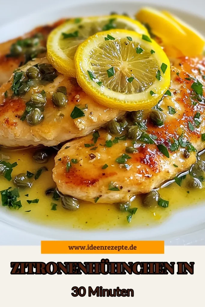 Entdecken Sie unser einfaches Zitronenhühnchen Rezept, perfekt für ein schnelles Abendessen! Dieses Piccata Hühnchen mit köstlicher Kapernsoße begeistert jeden Gaumen. Mit nur wenigen Zutaten zaubern Sie in 30 Minuten ein leckeres Gericht. Genießen Sie die Aromen von Zitronensaft und frischem Knoblauch! Probieren Sie es jetzt aus und teilen Sie Ihre Kreationen! #zitronenhühnchen #piccat Hühnchen #schnellesabendsessen #einfacheshühnchenrezept