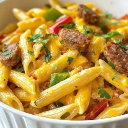 Für diese leckere Pasta brauchen Sie: - 340 g Penne-Pasta - 340 g geräucherter Wurst, in Scheiben geschnitten - 1 Esslöffel Olivenöl - 1 mittelgroße Zwiebel, gewürfelt - 3 Knoblauchzehen, fein gehackt - 1 rote Paprika, gewürfelt - 1 grüne Paprika, gewürfelt - 240 ml Hühnerbrühe - 240 ml Sahne - 100 g geriebener Cheddar-Käse - Salz nach Geschmack - Frische Petersilie, gehackt (zum Garnieren) Diese Zutaten geben der Pasta ihren einzigartigen Geschmack. Die Kombination aus Wurst und Paprika sorgt für eine tolle Textur. Die Sahne und der Käse machen die Sauce schön cremig. Die richtigen Gewürze bringen das Gericht zum Leben. Für diese Pasta verwende ich: - 1 Esslöffel Cajun-Gewürz - 1 Teelöffel Paprika - ½ Teelöffel schwarzer Pfeffer Cajun-Gewürz hat einen tollen Mix aus scharfen und aromatischen Noten. Es gibt der Pasta den typischen Cajun-Geschmack. Paprika und Pfeffer fügen eine feine Schärfe hinzu. Diese Gewürze machen das Gericht spannend und lecker. Frische Zutaten machen jedes Gericht besser. Hier sind einige Ideen, um die Pasta noch frischer zu gestalten: - Sie können frische Kräuter wie Thymian oder Oregano hinzufügen. - Verwenden Sie saisonales Gemüse wie Zucchini oder Spinat. - Ersetzen Sie die Wurst durch frische Hähnchenbrust für eine leichtere Variante. Diese Optionen helfen Ihnen, das Rezept anzupassen. So bleibt das Gericht immer interessant. Frische Zutaten geben der Pasta zusätzlichen Geschmack und Farbe. {{ingredient_image_2}} Zuerst erhitzen Sie einen großen Topf. Geben Sie 1 Esslöffel Olivenöl hinein. Fügen Sie dann die geschnittene Wurst hinzu. Braten Sie sie 5 Minuten, bis sie goldbraun ist. Jetzt sind die Aromen in diesem Schritt wichtig. Nehmen Sie 1 mittelgroße Zwiebel und schneiden Sie sie in kleine Stücke. Hacken Sie auch 3 Knoblauchzehen fein. Geben Sie beides in den Topf und sautieren Sie sie 3 Minuten. Die Zwiebel wird glasig, das sieht gut aus. Nehmen Sie nun 1 rote und 1 grüne Paprika. Würfeln Sie diese und fügen Sie sie hinzu. Lassen Sie sie 3 Minuten mitdünsten, bis sie weich sind. Jetzt sind die ersten Zutaten bereit und geben viel Geschmack. Jetzt ist es Zeit für die Pasta! Nehmen Sie 340 g Penne-Pasta und geben Sie sie in den Topf. Fügen Sie 240 ml Hühnerbrühe hinzu. Rühren Sie um, damit die Pasta gleichmäßig mit der Brühe bedeckt ist. Lassen Sie alles aufkochen. Reduzieren Sie dann die Hitze auf niedrig. Decken Sie den Topf ab und lassen Sie die Pasta 10 Minuten kochen. Rühren Sie gelegentlich um. Die Pasta sollte al dente sein und die meisten Flüssigkeiten aufnehmen. Dies ist ein wichtiger Schritt, um die perfekte Konsistenz zu erreichen. Jetzt kommt das Beste! Gießen Sie 240 ml Sahne in den Topf. Nehmen Sie 100 g geriebenen Cheddar-Käse und mischen Sie ihn unter. Rühren Sie kräftig, bis der Käse schmilzt. Die Sauce wird jetzt schön cremig. Schmecken Sie das Gericht mit Salz ab. Lassen Sie den Topf 2 Minuten stehen, damit die Sauce eindicken kann. Dies gibt Ihnen die perfekte Textur. Servieren Sie die Pasta in flachen Schalen. Garnieren Sie sie mit frisch gehackter Petersilie und etwas extra Cheddar. So sieht das Gericht nicht nur gut aus, es schmeckt auch fantastisch! Um die Sauce besonders cremig zu machen, ist die richtige Mischung entscheidend. Ich empfehle, die Sahne langsam hinzuzufügen. Rühren Sie gut, damit sie gleichmäßig verteilt wird. Der Käse sollte frisch gerieben sein, um eine glatte Textur zu erhalten. Verwenden Sie Cheddar oder eine Mischung aus verschiedenen Käsesorten. So erhalten Sie einen reichen, cremigen Geschmack. Ein häufiger Fehler ist, die Pasta zu lange zu kochen. Achten Sie darauf, die Nudeln al dente zu garen. Wenn die Pasta zu weich ist, wird die Sauce nicht so gut. Ein weiterer Fehler ist, die Gewürze nicht richtig zu vermischen. Rühren Sie gut um, damit der Geschmack gleichmäßig verteilt ist. Überprüfen Sie auch die Menge an Salz. Zu viel kann das Gericht ruinieren. Ein großer Topf ist ein Muss für dieses Rezept. Er sollte genügend Platz für die Pasta und die Sauce bieten. Ein Holzlöffel eignet sich perfekt zum Rühren. Er verhindert Kratzer im Topf und hilft, die Zutaten gut zu vermischen. Ein Schöpflöffel ist nützlich, um die Pasta servierfertig zu machen. Wenn Sie einen guten Messerblock haben, ist das ideal, um das Gemüse schnell zu schneiden. Pro Tipps Wurstvorbereitung: Verwenden Sie eine hochwertige, würzige Wurst, um den Geschmack der Pasta zu intensivieren. Räuchersorten verleihen dem Gericht ein zusätzliches Aroma. Pasta al dente: Achten Sie darauf, die Pasta nicht zu lange zu kochen. Al dente sorgt für eine bessere Textur und Geschmack im Endgericht. Gewürze anpassen: Passen Sie die Menge des Cajun-Gewürzes nach Ihrem persönlichen Geschmack an. Wenn Sie es gerne schärfer mögen, fügen Sie eine Prise Cayennepfeffer hinzu. Sahnealternative: Für eine leichtere Variante können Sie die Sahne durch griechischen Joghurt oder eine pflanzliche Sahne ersetzen, um eine cremige Konsistenz zu erhalten. {{image_4}} Wenn Sie eine vegetarische Variante der Cajun-Pasta möchten, sind die Möglichkeiten groß. Anstelle von Wurst können Sie gebratene Champignons oder geräucherten Tofu verwenden. Diese Optionen sorgen für einen herzhaften Geschmack. Fügen Sie zusätzlich mehr Gemüse hinzu, wie Zucchini oder Spinat. Diese Zutaten bringen Frische und Farbe in Ihr Gericht. Für eine andere Note können Sie verschiedene Wurstsorten ausprobieren. Chorizo oder Hähnchenwurst sind tolle Alternativen. Wenn Sie Käse ersetzen möchten, versuchen Sie veganen Käse oder Parmesan. Diese Optionen passen gut zu der cremigen Sauce. Achten Sie darauf, die Gewürze anzupassen, um den Geschmack zu harmonisieren. Liebhaber von scharfen Speisen können das Cajun-Gewürz erhöhen. Fügen Sie mehr Paprika oder Cayennepfeffer hinzu, um die Hitze zu steigern. Wenn Sie es milder mögen, reduzieren Sie die Gewürze oder verwenden Sie milde Paprika. So können Sie die Schärfe perfekt an Ihren Geschmack anpassen. Experimentieren Sie, bis Sie die ideale Mischung gefunden haben! Um deine cremige Cajun-Wurst-Pasta frisch zu halten, lass sie zuerst abkühlen. Fülle sie dann in einen luftdichten Behälter. Du kannst die Reste bis zu drei Tage im Kühlschrank aufbewahren. Wenn du die Pasta gut verpackst, bleibt sie auch nach ein paar Tagen noch lecker. Wenn du die Reste aufwärmen möchtest, gib die Pasta in einen Topf. Füge einen Schuss Hühnerbrühe oder Sahne hinzu, damit sie nicht trocken wird. Erhitze die Pasta bei mittlerer Hitze und rühre regelmäßig um. So bleibt die Sauce cremig und die Pasta wird gleichmäßig warm. Für eine längere Lagerung kannst du die Pasta auch einfrieren. Teile die Portionen in geeignete Behälter auf. Achte darauf, dass sie gut verschlossen sind. So bleibt die Pasta bis zu drei Monate frisch. Zum Auftauen, lasse die Pasta über Nacht im Kühlschrank. Erwärme sie dann wie oben beschrieben für ein schnelles, leckeres Essen. Ja, du kannst die Pasta im Voraus kochen. Bereite die Cajun-Wurst-Pasta bis zu dem Punkt vor, an dem du die Sahne und den Käse hinzufügst. Lass die Pasta abkühlen und bewahre sie in einem luftdichten Behälter im Kühlschrank auf. Wenn du bereit bist zu essen, erhitze die Pasta in einem Topf. Füge etwas zusätzliche Sahne hinzu, um die Cremigkeit zu erhalten. Zu dieser Pasta passen viele Beilagen. Ein einfacher grüner Salat bringt Frische ins Spiel. Auch ein knuspriges Baguette eignet sich gut. Wenn du es würziger magst, serviere etwas scharfen Pfeffer oder eine scharfe Soße dazu. Diese Beilagen ergänzen die Aromen der Pasta perfekt. Die Cajun-Wurst-Pasta hält sich gut im Kühlschrank. Du kannst sie bis zu drei Tage aufbewahren. Stelle sicher, dass du sie in einem luftdichten Behälter lagern. Wenn du die Pasta gut einfrierst, kann sie bis zu drei Monate halten. Achte darauf, sie gut zu verpacken, um Gefrierbrand zu vermeiden. Die Cajun-Wurst-Pasta ist einfach und lecker. Wir haben die wichtigsten Zutaten besprochen, einschließlich Gewürze und frische Optionen. Die Schritt-für-Schritt-Anleitung zeigt, wie Sie die Wurst und das Gemüse vorbereiten. Außerdem haben wir Tipps gegeben, um die Sauce cremig zu machen und häufige Fehler zu vermeiden. Sie können Variationen ausprobieren, auch vegetarische Alternativen. Denken Sie an die Aufbewahrung, um Reste frisch zu halten. Kochen kann Spaß machen und einfach sein, wenn Sie diese Hinweise befolgen. Viel Spaß beim Zubereiten Ihrer eigenen Cajun-Wurst-Pasta!