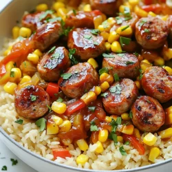 Um die perfekte Sweet Tangy BBQ Sausage Rice Skillet zu machen, ben&ouml;tigen Sie: - 2 Tassen gekochter Reis (braun oder wei&szlig;) - 450 g H&auml;hnchen- oder Truthahnw&uuml;rstchen, in Scheiben geschnitten - 1 Paprika (rot oder gelb), gew&uuml;rfelt - 1 mittelgro&szlig;e Zwiebel, gehackt - 2 Knoblauchzehen, gehackt - 1 Tasse Mais (gefroren oder frisch) - 180 ml BBQ-Sauce (w&auml;hlen Sie eine s&uuml;&szlig;-s&auml;uerliche Variante) - 1 Essl&ouml;ffel Apfelessig - 1 Teel&ouml;ffel ger&auml;uchertes Paprikapulver - 1 Teel&ouml;ffel Oregano - Salz und Pfeffer nach Geschmack - 2 Essl&ouml;ffel Oliven&ouml;l - Frische Petersilie, gehackt (zum Garnieren) W&auml;hlen Sie frische Zutaten f&uuml;r den besten Geschmack. Achten Sie auf die Qualit&auml;t der W&uuml;rstchen. H&auml;hnchen- oder Truthahnw&uuml;rstchen sind leicht und schmackhaft. Bei der Paprika sollten Sie auf eine feste Schale und leuchtende Farben achten. Dies zeigt Frische. F&uuml;r die BBQ-Sauce suchen Sie eine Marke, die s&uuml;&szlig; und leicht sauer ist. Dies bringt den perfekten Geschmack. Verwenden Sie frischen Knoblauch f&uuml;r mehr Aroma. Gefrorener Mais ist eine gute Wahl, wenn frischer nicht verf&uuml;gbar ist. Diese Mahlzeit ist nahrhaft und bietet viele Vorteile. Eine Portion hat ungef&auml;hr: - Kalorien: 400 - Protein: 25 g - Kohlenhydrate: 55 g - Fett: 10 g Die Kombination aus Reis und W&uuml;rstchen liefert eine gute Menge an Eiwei&szlig; und Ballaststoffen. Gem&uuml;se wie Paprika und Mais bringt Vitamine und Mineralien. Diese Zutaten machen das Gericht nicht nur lecker, sondern auch gesund. {{ingredient_image_2}} Die Vorbereitungszeit f&uuml;r die s&uuml;&szlig;e und w&uuml;rzige BBQ W&uuml;rstchen-Reis-Pfanne betr&auml;gt nur 10 Minuten. In dieser Zeit kannst du alle Zutaten bereitstellen. Das macht das Kochen einfach und schnell. 1. Erhitze 2 Essl&ouml;ffel Oliven&ouml;l in einer gro&szlig;en Pfanne bei mittlerer Hitze. 2. F&uuml;ge die gehackte Zwiebel hinzu und brate sie 2-3 Minuten an. Sie sollte weich werden. 3. Gib die gehackten Knoblauchzehen und die gew&uuml;rfelte Paprika in die Pfanne. Koche alles 3-4 Minuten, bis das Gem&uuml;se zart ist. 4. F&uuml;ge die in Scheiben geschnittenen H&auml;hnchen- oder Truthahnw&uuml;rstchen hinzu. Brate sie 5-7 Minuten, bis sie goldbraun sind. 5. Mische den Mais unter und lasse ihn 2 Minuten mitkochen. 6. Gie&szlig;e 180 ml BBQ-Sauce und 1 Essl&ouml;ffel Apfelessig dazu. R&uuml;hre um, bis alles gleichm&auml;&szlig;ig beschichtet ist. 7. Gib 2 Tassen gekochten Reis in die Pfanne. Mische alles vorsichtig, bis der Reis gut verteilt ist. 8. W&uuml;rze mit 1 Teel&ouml;ffel ger&auml;uchertem Paprikapulver, 1 Teel&ouml;ffel Oregano, Salz und Pfeffer nach Geschmack. 9. Lasse die Mischung 3-4 Minuten k&ouml;cheln, damit die Aromen gut verschmelzen. 10. Nimm die Pfanne vom Herd und garniere das Gericht mit frischer Petersilie, bevor du es servierst. Stelle die Hitze auf mittlere Stufe ein, um das Gem&uuml;se gleichm&auml;&szlig;ig zu garen. Vermeide hohe Temperaturen, da das Gem&uuml;se sonst anbrennen kann. R&uuml;hre h&auml;ufig um, damit alles gut durchmischt ist und gleichm&auml;&szlig;ig gart. Um den Geschmack deiner BBQ W&uuml;rstchen-Reis-Pfanne zu verbessern, kannst du folgende Tipps beachten: - W&auml;hle eine hochwertige BBQ-Sauce. Eine s&uuml;&szlig;-s&auml;uerliche Sauce macht das Gericht besonders lecker. - F&uuml;ge frische Kr&auml;uter hinzu, wie Thymian oder Basilikum. Das bringt frischen Geschmack. - Experimentiere mit verschiedenen Paprikasorten. Eine scharfe Paprika kann den Kick geben. - R&ouml;st die Gew&uuml;rze kurz in der Pfanne, bevor du die anderen Zutaten hinzuf&uuml;gst. Das verst&auml;rkt den Geschmack. Ein paar h&auml;ufige Fehler k&ouml;nnen das Gericht beeintr&auml;chtigen: - Verwende nicht zu viel oder zu wenig &Ouml;l. Das richtige Ma&szlig; hilft, die Zutaten gleichm&auml;&szlig;ig zu garen. - Lass das Gem&uuml;se nicht zu lange kochen. Es soll zart, aber nicht matschig sein. - Mische den Reis erst am Ende unter. So bleibt er locker und nimmt die Aromen gut auf. Um deine BBQ W&uuml;rstchen-Reis-Pfanne ansprechend zu servieren, beachte diese Tipps: - Verwende eine gro&szlig;e, flache Sch&uuml;ssel. So sieht das Gericht einladend aus. - Garniere mit frischer Petersilie. Das bringt Farbe und Frische. - Serviere das Gericht mit einem frischen Salat. Ein leichter Salat passt gut dazu. - Biete zus&auml;tzliche BBQ-Sauce zum Dippen an. Manche m&ouml;gen mehr Sauce zu ihrem Essen. Pro Tipps W&uuml;rstchen ausw&auml;hlen: W&auml;hlen Sie eine s&uuml;&szlig;-s&auml;uerliche BBQ-Sauce, die gut mit den W&uuml;rstchen harmoniert, um den Geschmack zu verst&auml;rken. Gem&uuml;sevariationen: F&uuml;gen Sie zus&auml;tzliches Gem&uuml;se wie Zucchini oder Karotten hinzu, um die N&auml;hrstoffe zu erh&ouml;hen und mehr Farbe ins Gericht zu bringen. Reiszubereitung: Verwenden Sie vorgekochten Reis, um die Kochzeit zu verk&uuml;rzen, oder bereiten Sie den Reis am Vortag vor. Garnierung: Frische Kr&auml;uter wie Koriander oder Basilikum k&ouml;nnen anstelle von Petersilie verwendet werden, um dem Gericht eine frische Note zu verleihen. {{image_4}} F&uuml;r eine vegetarische Version der BBQ W&uuml;rstchen-Reis-Pfanne k&ouml;nnen Sie Tofu oder Tempeh verwenden. Schneiden Sie diese in St&uuml;cke und braten Sie sie, bis sie goldbraun sind. Stellen Sie sicher, dass die BBQ-Sauce vegan ist, um den Geschmack zu erhalten. Das sorgt f&uuml;r eine &auml;hnliche Textur und Geschmack wie die Wurst. Wenn Sie keine H&auml;hnchen- oder Truthahnw&uuml;rstchen m&ouml;gen, probieren Sie andere Sorten. Rind- oder Schweinsw&uuml;rstchen sind gute Alternativen. Vegane W&uuml;rstchen gibt es auch in vielen Gesch&auml;ften. Sie sind oft aus Erbsenprotein oder Soja gemacht und bieten einen tollen Geschmack. Sie k&ouml;nnen die Art des Reises variieren. Brauner Reis hat mehr N&auml;hrstoffe, w&auml;hrend wei&szlig;er Reis milder schmeckt. Probieren Sie auch Quinoa f&uuml;r eine nussige Note. Als Beilage passen auch gr&uuml;ne Bohnen oder ein frischer Salat gut dazu. Diese Optionen erh&ouml;hen die Vielfalt und den N&auml;hrwert Ihres Gerichts. Um die Reste deiner BBQ W&uuml;rstchen-Reis-Pfanne frisch zu halten, lass sie zuerst abk&uuml;hlen. Verwende dann einen luftdichten Beh&auml;lter. So bleibt der Geschmack erhalten. Du kannst die Reste bis zu drei Tage im K&uuml;hlschrank lagern. Achte darauf, dass die Reste nicht l&auml;nger stehen bleiben. Im K&uuml;hlschrank bleibt dein Gericht frisch f&uuml;r zwei bis drei Tage. Wenn du l&auml;nger aufbewahren willst, friere die Pfanne ein. Teile die Portionen in kleine Beh&auml;lter auf. So taust du nur das auf, was du brauchst. Im Gefrierfach h&auml;lt sich die Pfanne bis zu drei Monate. Zum Auftauen stellst du den Beh&auml;lter einfach in den K&uuml;hlschrank. Du kannst die Reste auch f&uuml;r neue Gerichte nutzen. Mische sie in einen Burrito oder eine Quesadilla. F&uuml;ge etwas K&auml;se hinzu und backe es im Ofen. Eine andere Idee ist ein Auflauf. Lege die Reste in eine Auflaufform, f&uuml;ge etwas Br&uuml;he und K&auml;se hinzu. Backe es, bis der K&auml;se goldbraun ist. So hast du schnell ein neues, leckeres Essen. Um das Rezept glutenfrei zu machen, w&auml;hlen Sie eine glutenfreie BBQ-Sauce. Achten Sie darauf, dass alle Zutaten, wie die W&uuml;rstchen, auch glutenfrei sind. Viele Marken bieten glutenfreie Optionen an. Stellen Sie sicher, dass der gekochte Reis ebenfalls glutenfrei ist, was bei braunem oder wei&szlig;em Reis in der Regel der Fall ist. Ja, Sie k&ouml;nnen das Gericht im Voraus zubereiten. Kochen Sie die W&uuml;rstchen und das Gem&uuml;se wie beschrieben. Lassen Sie die Mischung abk&uuml;hlen und lagern Sie sie im K&uuml;hlschrank. Wenn Sie bereit sind, es zu servieren, erw&auml;rmen Sie alles in einer Pfanne und f&uuml;gen Sie den Reis hinzu. So bleibt das Gericht frisch und lecker. Um das Gericht sch&auml;rfer zu machen, f&uuml;gen Sie einige rote Chiliflocken oder frische Chili hinzu. Sie k&ouml;nnen auch scharfe BBQ-Sauce verwenden. Ein Spritzer scharfer So&szlig;e am Ende des Kochens gibt den n&ouml;tigen Kick. Achten Sie darauf, die Sch&auml;rfe nach Ihrem Geschmack anzupassen. Wir haben alles Wichtige besprochen. Du hast die Zutaten gelernt und Tipps zur Auswahl erhalten. Die Schritt-f&uuml;r-Schritt-Anleitung hilft dir beim Kochen. Ich habe dir Tricks gegeben, um den Geschmack zu verbessern und Fehler zu vermeiden. Au&szlig;erdem hast du Varianten und Lagerinformationen gesehen. Jetzt kannst du das Gericht selbst ausprobieren. Viel Spa&szlig; beim Kochen und Genie&szlig;en!