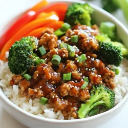 Für den perfekten Teriyaki Truthahn-Reis-Bowl brauchen wir einige Hauptzutaten. Hier sind sie: - 450 g mageres Putenhackfleisch - 480 ml gekochter Jasminreis - 60 ml Sojasauce (reduzierter Natriumgehalt) - 30 ml Honig - 15 ml Reisessig - 15 ml Sesamöl - 15 g frischer Ingwer, gerieben - 2 Knoblauchzehen, fein gehackt Diese Zutaten sind einfach zu finden. Das Putenhackfleisch gibt der Bowl Eiweiß und einen tollen Geschmack. Jasminreis ist weich und duftet wunderbar. Die richtigen Gewürze machen den Unterschied. Für diese Bowl nutzen wir: - 15 g frischer Ingwer, gerieben - 2 Knoblauchzehen, fein gehackt - Salz und Pfeffer nach Geschmack Ingwer und Knoblauch bringen Frische und Tiefe in das Gericht. Sie machen die Aromen lebendig und lecker. Gemüse gibt Farbe und Nährstoffe. Für meine Teriyaki Truthahn-Reis-Bowls benutze ich: - 150 g Brokkoliröschen - 1 rote Paprika, in Scheiben geschnitten - 2 Frühlingszwiebeln, gehackt Brokkoli ist knusprig und gesund. Die rote Paprika bringt Süße und einen schönen Farbkontrast. Frühlingszwiebeln sind frisch und sorgen für einen tollen Abschluss. Du kannst auch anderes Gemüse hinzufügen. Zuckerschoten oder Karotten passen sehr gut. {{ingredient_image_2}} Zuerst müssen wir die Teriyaki-Sauce machen. Nimm eine kleine Schüssel und gib die Sojasauce, den Honig, den Reisessig, das Sesamöl, den geriebenen Ingwer und den gehackten Knoblauch hinein. Vermische alles gut. Die Sauce ist jetzt bereit und du kannst sie zur Seite stellen. Jetzt ist es Zeit, das Putenhackfleisch zu braten. Erhitze eine große Pfanne auf mittlerer Hitze. Füge das Putenhackfleisch hinzu. Brate es an, bis es goldbraun und durchgegart ist. Während des Bratens zerbröselst du das Fleisch mit einem Spatel. Vergiss nicht, Salz und Pfeffer hinzuzufügen, um dem Fleisch Geschmack zu geben. Sobald das Putenhackfleisch gar ist, ist es Zeit für das Gemüse. Gib die Brokkoliröschen und die geschnittene rote Paprika in die Pfanne. Rühre alles gut um und koche es etwa 3 bis 5 Minuten lang. Das Gemüse soll zart und knackig bleiben. Jetzt kommt der spannende Teil. Gieße die vorbereitete Teriyaki-Sauce über das gebratene Putenhackfleisch und das Gemüse. Mische alles gut durch, sodass die Sauce gleichmäßig verteilt ist. Lass die Mischung für 2 bis 3 Minuten köcheln, bis alles schön heiß ist. Für die Bowls nimm eine Servierschale und gib eine großzügige Portion gekochten Jasminreis hinein. Darauf kommt die Teriyaki-Truthahn-Gemüse-Mischung. Achte darauf, alles gleichmäßig zu verteilen. Zum Schluss garnierst du die Bowls. Streue die gehackten Frühlingszwiebeln und die Sesamsamen darüber. Serviere die Bowls warm und genieße dein leckeres Gericht! Um das Putenhackfleisch perfekt zuzubereiten, halte einige Dinge im Kopf. Verwende eine große Pfanne für eine gleichmäßige Wärmeverteilung. Erhitze die Pfanne zuerst, bevor du das Fleisch hinzufügst. Das hilft dabei, das Fleisch schön braun zu machen. Zerkleinere das Hackfleisch mit einem Spatel, während es brät. So garst du es gleichmäßig. Achte darauf, das Putenhackfleisch nicht zu lange zu braten. Es sollte innen saftig bleiben. Gemüse sollte knackig und frisch sein. Brokkoli braucht etwa 3-5 Minuten in der Pfanne. Die roten Paprika benötigen nur 2-3 Minuten. Daher füge zuerst den Brokkoli hinzu und dann die Paprika. Rühre das Gemüse gut um, damit es gleichmäßig gart. Überprüfe die Konsistenz des Gemüses. Es sollte zart, aber nicht matschig sein. Das richtige Timing sorgt für mehr Geschmack und eine schöne Textur. Garnierungen machen das Gericht besonders. Frühlingszwiebeln fügen Frische hinzu. Sesamsamen bringen einen nussigen Geschmack. Du kannst auch geröstete Nüsse oder frische Kräuter verwenden. Experimentiere mit verschiedenen Zutaten. Auch etwas Limettensaft kann den Geschmack verstärken. Halte die Garnierungen einfach, um den Teriyaki-Geschmack nicht zu überdecken. Pro Tipps Frischer Ingwer: Verwenden Sie frischen Ingwer anstelle von Ingwerpulver für einen intensiveren Geschmack. Reis richtig kochen: Für die beste Textur den Jasminreis im Verhältnis 1:1,5 (Reis zu Wasser) kochen. Gemüse variieren: Experimentieren Sie mit anderen Gemüsesorten wie Zucchini oder Karotten für mehr Vielfalt. Servieren mit Crunch: Fügen Sie geröstete Nüsse oder knusprige Zwiebeln als Topping hinzu, um einen zusätzlichen Crunch zu erhalten. {{image_4}} Zuckerschoten bringen eine süße Knackigkeit in dein Gericht. Beginne, indem du 150 g Zuckerschoten in die Pfanne gibst, wenn das Gemüse fast gar ist. Diese kleinen Hülsenfrüchte brauchen nur ein paar Minuten. Sie ergänzen den Geschmack der Teriyaki-Sauce perfekt. Du möchtest eine vegetarische Option? Ersetze das Putenhackfleisch durch 450 g festen Tofu. Schneide den Tofu in Würfel und brate ihn goldbraun an. Das gibt dir eine tolle Textur. Füge dann die Teriyaki-Sauce und das Gemüse hinzu. Diese Variante ist leicht und lecker. Für mehr Schärfe, füge einfach 1–2 Esslöffel Sriracha-Sauce zur Teriyaki-Sauce hinzu. Es bringt einen feurigen Kick! Du kannst auch einige rote Chiliflocken über das fertige Gericht streuen. Diese Version ist perfekt für Liebhaber von scharfen Speisen. Diese Varianten bieten dir viele Möglichkeiten, um die Teriyaki Truthahn-Reis-Bowls nach deinem Geschmack zu gestalten. Um die Reste deiner Teriyaki Truthahn-Reis-Bowls frisch zu halten, lege sie in einen luftdichten Behälter. Achte darauf, dass die Bowls gut abgekühlt sind, bevor du sie in den Kühlschrank stellst. So verhinderst du, dass sich Feuchtigkeit bildet. Du kannst die Bowls auch in Portionen aufteilen. Das macht das Aufwärmen einfacher. Wenn du die Reste aufwärmen möchtest, gibt es ein paar einfache Tipps. Du kannst die Bowls in der Mikrowelle erhitzen. Decke sie mit einem feuchten Papiertuch ab. So bleibt das Gericht saftig. Alternativ kannst du die Mischung in einer Pfanne bei mittlerer Hitze aufwärmen. Achte darauf, hin und wieder umzurühren, damit alles gleichmäßig warm wird. Im Kühlschrank halten die Reste etwa 3 bis 4 Tage. Stelle sicher, dass der Behälter fest verschlossen ist. Wenn du die Bowls länger aufbewahren möchtest, friere sie ein. Im Gefrierschrank bleiben sie für bis zu 3 Monate frisch. Achte darauf, die Bowls gut zu verpacken, um Gefrierbrand zu vermeiden. Wenn du sie wieder auftauen möchtest, lasse sie über Nacht im Kühlschrank auftauen. Ja, du kannst eine glutenfreie Version der Teriyaki Truthahn-Reis-Bowls machen. Verwende glutenfreie Sojasauce statt der normalen. Achte darauf, dass auch der Honig und der Reisessig glutenfrei sind. Diese kleinen Anpassungen machen dein Gericht lecker und für alle geeignet. Du kannst verschiedene Reisarten verwenden. Basmati-Reis hat einen ähnlichen Geschmack. Quinoa ist auch eine gute Option, wenn du etwas anderes ausprobieren möchtest. Für eine kohlenhydratarme Variante kannst du Blumenkohlreis nehmen. Alle diese Optionen passen gut zu den Teriyaki-Sauce und dem Putenhackfleisch. Die Teriyaki Truthahn-Reis-Bowls sind nicht scharf. Die Süße von Honig und die Umami-Note der Sojasauce machen sie mild. Wenn du es schärfer magst, füge etwas Sriracha oder frische Chilis hinzu. So kannst du den Geschmack nach deinem Wunsch anpassen und deine Bowls interessanter machen. In diesem Artikel haben wir die Hauptzutaten für Teriyaki Truthahn-Reis-Bowls und deren Zubereitung ausführlich besprochen. Ich habe Ihnen eine Schritt-für-Schritt-Anleitung gegeben, um die Bowls perfekt hinzubekommen. Außerdem habe ich Tipps zur Aufbewahrung und viele Varianten vorgestellt. Diese Gerichte sind nicht nur lecker, sondern auch gesund und einfach zuzubereiten. Probieren Sie verschiedene Gemüse und Garnierungen aus, um neue Geschmäcker zu entdecken. Machen Sie sich keine Sorgen, wenn Sie Fragen haben; es gibt immer eine Lösung. Guten Appetit!