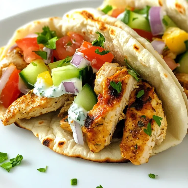 Um dieses leckere Gericht zuzubereiten, benötigen Sie folgende Zutaten: - 2 Hähnchenbrustfilets, ohne Haut und Knochen, in Streifen geschnitten - 2 Esslöffel Olivenöl - 2 Teelöffel getrockneter Oregano - 1 Teelöffel Knoblauchpulver - Salz und Pfeffer nach Geschmack - 4 Vollkorn-Pitabrote - 1 Tasse Tzatziki-Sauce (fertig gekauft oder selbstgemacht) - 1 Tasse Gurke, gewürfelt - 1 Tasse Tomaten, gewürfelt - 1/2 rote Zwiebel, dünn geschnitten - Frische Petersilie, gehackt, zum Garnieren Falls Sie einige Zutaten nicht haben, gibt es viele Alternativen: - Statt Hähnchen können Sie Tofu oder Halloumi verwenden. - Verwenden Sie statt Olivenöl auch Avocadoöl oder Sonnenblumenöl. - Für einen anderen Geschmack probieren Sie frischen Oregano oder Thymian. - Für eine schärfere Note fügen Sie etwas Cayennepfeffer hinzu. - Wenn Sie keine Vollkorn-Pitas haben, nutzen Sie Tortillas oder Fladenbrot. Für die Zubereitung benötigen Sie einige wichtige Utensilien: - Eine große Schüssel zum Marinieren - Eine beschichtete Pfanne zum Braten - Ein scharfes Messer zum Schneiden - Ein Schneidebrett für das Gemüse - Einen Toaster oder eine Pfanne zum Erwärmen der Pitas - Ein Löffel zum Verteilen der Tzatziki-Sauce Diese Zutaten und Utensilien machen es einfach, die schnellen mediterranen Hähnchen-Gyros zuzubereiten. Viel Spaß beim Kochen! {{ingredient_image_2}} Zuerst nimm die Hähnchenbrustfilets und schneide sie in Streifen. In einer großen Schüssel vermischst du die Hähnchenstreifen mit Olivenöl, Oregano, Knoblauchpulver, Salz und Pfeffer. Achte darauf, dass das Hähnchen gut bedeckt ist. Lass die Mischung mindestens 15 Minuten marinieren. Wenn du mehr Geschmack willst, lasse es bis zu einer Stunde im Kühlschrank. Erhitze eine beschichtete Pfanne bei mittlerer Hitze. Gib die marinierten Hähnchenstreifen in die Pfanne. Brate sie etwa 7 bis 10 Minuten. Rühre dabei gelegentlich um, bis das Hähnchen goldbraun und durchgegart ist. Nimm die Pfanne vom Herd, wenn das Hähnchen fertig ist. Während das Hähnchen brät, bereite die Vollkorn-Pitabrote vor. Du kannst sie im Toaster oder in einer Pfanne für etwa 1 Minute auf jeder Seite erwärmen. Sie sollten weich und biegsam sein, damit du sie gut füllen kannst. Jetzt kommt der Spaß! Nimm ein warmes Pitabrot und verteile eine großzügige Menge Tzatziki-Sauce darauf. Belege es mit den gebratenen Hähnchenstreifen, Gurken, Tomaten und der roten Zwiebel. Das sieht toll aus und schmeckt noch besser! Bestreue die Gyros mit frisch gehackter Petersilie. Das gibt Farbe und zusätzlichen Geschmack. Rolle das Pitabrot auf, um alles zu sichern. Wiederhole den Vorgang mit den restlichen Pitas. Serviere die Gyros sofort warm. Du kannst extra Tzatziki-Sauce zum Dippen an die Seite stellen. Es wird ein Genuss sein! Um das Hähnchen perfekt zu braten, achte auf die Marinade. Verwende frische Kräuter, wenn möglich. Lass das Hähnchen mindestens 15 Minuten marinieren. So nimmt es die Aromen besser auf. Brate das Hähnchen bei mittlerer Hitze. So bleibt es saftig und wird goldbraun. Rühre während des Bratens hin und wieder um. So garen alle Stücke gleichmäßig. Die Marinade ist der Schlüssel zu gutem Geschmack. Nutze gutes Olivenöl für eine reichhaltige Basis. Mische Oregano, Knoblauchpulver, Salz und Pfeffer gut. Du kannst auch Zitrone für zusätzliche Frische hinzufügen. Experimentiere mit Joghurt oder Honig für eine andere Note. Lass die Marinade mindestens 15 Minuten einziehen. Länger ist noch besser. Du wirst den Unterschied schmecken. Wenn du Reste hast, bewahre sie in einem luftdichten Behälter auf. So bleibt das Hähnchen frisch. Du kannst die Gyros auch ohne das Pitabrot aufbewahren. Halte das Brot separat, um es knusprig zu halten. Reste kannst du im Kühlschrank bis zu drei Tage lagern. Zum Aufwärmen, nutze eine Pfanne oder die Mikrowelle. So bleibt das Hähnchen zart. Pro Tipps Hähnchen richtig marinieren: Lass das Hähnchen mindestens 15 Minuten marinieren, um die Aromen gut aufzunehmen. Für intensiveren Geschmack kannst du es bis zu einer Stunde im Kühlschrank lassen. Die richtige Pfanne wählen: Verwende eine beschichtete Pfanne, um ein Ankleben des Hähnchens zu vermeiden und eine gleichmäßige Bräunung zu gewährleisten. Pitabrote aufwärmen: Erwärme die Pitabrote nur kurz, damit sie weich und biegsam bleiben. Achte darauf, sie nicht zu überhitzen, da sie sonst trocken werden können. Frische Zutaten verwenden: Verwende frisches Gemüse und Kräuter, um das Gericht geschmacklich zu bereichern und eine schöne Präsentation zu erzielen. {{image_4}} Wenn du eine vegetarische Option wünschst, nutze falafels oder gegrilltes Gemüse. Diese Optionen bieten viel Geschmack und Textur. Du kannst auch gebratene Auberginen oder Zucchini verwenden. Diese Gemüse sind sehr lecker und passen gut zu Tzatziki. Gyros sind sehr vielseitig. Probiere auch Hähnchen mit Feta oder gegrillte Garnelen. Du kannst auch eine Mischung aus verschiedenen Gemüsesorten verwenden, wie Paprika und Champignons. Für einen würzigen Kick füge etwas scharfe Sauce hinzu. So wird dein Gyros einzigartig und köstlich. Serviere die Gyros mit einem frischen Salat oder Ofenkartoffeln. Ein einfacher griechischer Salat mit Feta, Oliven und Gurken passt perfekt. Du kannst auch einige Oliven und einen Dip dazugeben. Dies macht das Essen noch spannender. Achte darauf, die Gyros warm zu servieren. Das bringt die Aromen gut zur Geltung. Um Gyros aufzubewahren, lege sie in einen luftdichten Behälter. Du kannst das Hähnchen, das Gemüse und die Pitas getrennt aufbewahren. So bleiben die Pitas weich und das Hähnchen saftig. Achte darauf, dass alles abgekühlt ist, bevor du es in den Kühlschrank stellst. Zum Aufwärmen der Gyros empfehle ich die Pfanne. Erhitze die Pfanne ohne Öl und lege die Gyros hinein. Brate sie für etwa 3-4 Minuten, bis sie warm sind. Du kannst auch die Mikrowelle nutzen, aber die Pitas werden weich. Wenn du die Pitas knusprig magst, nutze die Pfanne. Die Gyros halten sich im Kühlschrank etwa 3-4 Tage. Wenn du sie einfrierst, halte sie etwa 2 Monate frisch. Achte darauf, die Gyros gut einzupacken, um Gefrierbrand zu vermeiden. Vor dem Essen auftauen und erneut aufwärmen. Um das Hähnchen zu würzen, benutze Olivenöl, Oregano und Knoblauchpulver. Diese Zutaten geben dem Hähnchen einen tollen Geschmack. Du kannst auch Salz und Pfeffer hinzufügen, um die Aromen zu verstärken. Für mehr Würze kannst du Paprikapulver oder Kreuzkümmel ausprobieren. Lass das Hähnchen mindestens 15 Minuten marinieren, damit es die Gewürze gut aufnimmt. Ja, du kannst die Gyros im Voraus zubereiten. Marinier das Hähnchen und brate es dann. Lass das gebratene Hähnchen abkühlen. Bewahre es in einem luftdichten Behälter im Kühlschrank auf. Du kannst die Gyros auch schon zusammenstellen, aber die Pitas werden weich. Es ist besser, sie kurz vor dem Servieren zu füllen. Zu Gyros passen viele leckere Beilagen. Salate wie griechischer Salat sind eine gute Wahl. Auch gebratene Kartoffeln oder Reis passen gut. Du kannst auch Gemüse auf dem Grill zubereiten. Für einen frischen Touch sind Oliven oder Feta-Käse empfehlenswert. Ja, dieses Rezept ist gesund. Hähnchenbrust ist mager und enthält viel Protein. Vollkorn-Pitabrote liefern Ballaststoffe. Die frischen Gemüse wie Gurken, Tomaten und Zwiebeln bringen Vitamine. Wenn du weniger Tzatziki verwendest, kannst du die Kalorien reduzieren. Achte darauf, gesunde Fette in Olivenöl zu nutzen. Um Tzatziki selbst zu machen, brauchst du Joghurt, Gurken, Knoblauch, Zitronensaft und Gewürze. Reibe eine halbe Gurke und drücke das Wasser aus. Mische es mit einem Becher Joghurt. Füge einen Teelöffel gehackten Knoblauch und etwas Zitronensaft hinzu. Würze mit Salz und Pfeffer. Lass das Tzatziki für mindestens 30 Minuten im Kühlschrank ziehen. In diesem Blogpost ging es um die Zubereitung von leckerem Hähnchen-Gyros. Wir haben die Zutaten, Alternativen und Kochutensilien besprochen. Die Schritt-für-Schritt-Anleitung zeigt, wie du das Hähnchen marinierst, brätst und alles zusammenstellst. Tipps helfen dir, das perfekte Hähnchen zu erzielen, und Variationen bieten andere leckere Optionen. Zu guter Letzt, entdecke die besten Lagerinformationen. Jetzt bist du bereit, dein eigenes köstliches Gyros zu machen. Viel Spaß beim Kochen und Genießen!