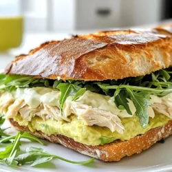 Um dieses köstliche Sandwich zuzubereiten, benötigen Sie: - 2 Vollkorn-Sandwichbrötchen - 1 Tasse gekochtes Hühnchen, zerkleinert - 1 reife Avocado, zerdrückt - 1/2 Tasse geriebener Mozzarella-Käse - 1/4 Tasse Mayonnaise - 1 Esslöffel Dijon-Senf - 1 Teelöffel Knoblauchpulver - 1/2 Teelöffel Paprika - Salz und Pfeffer nach Geschmack - Frische Rucola- oder Spinatblätter - 1 Esslöffel Olivenöl zum Grillen Die Gewürze in diesem Rezept bringen den Geschmack nach vorne. Knoblauchpulver gibt Tiefe. Paprika fügt eine sanfte Würze hinzu. Salz und Pfeffer runden alles ab. Frische Kräuter wie Rucola oder Spinat bringen Frische. Sie sind auch eine gute Wahl für den Crunch. Wählen Sie reife Avocados. Sie sollten leicht drücken, aber nicht matschig sein. Für das Hühnchen ist gekochtes, zerkleinertes Hühnchen ideal. Es spart Zeit. Verwenden Sie frischen Mozzarella für einen tollen Schmelz. Vollkornbrötchen sind gesünder und geben einen nussigen Geschmack. Achten Sie auf gute Qualität bei Mayonnaise und Senf. Bio-Optionen sind oft besser für den Geschmack. {{ingredient_image_2}} Zuerst nehmen Sie eine große Schüssel. Fügen Sie das zerkleinerte Hühnchen hinzu. Dann geben Sie die Mayonnaise dazu. Ein Esslöffel Dijon-Senf kommt jetzt hinein. Streuen Sie das Knoblauchpulver und die Paprika darüber. Schmecken Sie mit Salz und Pfeffer ab. Rühren Sie alles gut um. Das Hühnchen sollte gleichmäßig mit der Sauce bedeckt sein. Nehmen Sie eine reife Avocado und schneiden Sie sie auf. Mit einer Gabel zerdrücken Sie das Fruchtfleisch in einer kleinen Schüssel. Achten Sie darauf, dass die Avocado schön cremig wird. Fügen Sie dann eine Prise Salz und Pfeffer hinzu. Mischen Sie alles gut, damit die Aromen sich verbinden. Heizen Sie eine Pfanne oder einen Grill auf mittlere Hitze vor. Geben Sie einen Esslöffel Olivenöl hinein, um die Pfanne zu beschichten. Schneiden Sie die Vollkorn-Sandwichbrötchen auf. Verteilen Sie die zerdrückte Avocado gleichmäßig auf die untere Hälfte. Dann geben Sie eine dicke Schicht der Hühnchenmischung darauf. Streuen Sie den geriebenen Mozzarella über das Hühnchen. Fügen Sie frische Rucola- oder Spinatblätter hinzu. Legen Sie die obere Brötchenhälfte darauf. Legen Sie die Sandwiches vorsichtig in die heiße Pfanne. Drücken Sie sie sanft an. Grillen Sie sie etwa 3-4 Minuten auf jeder Seite. Das Brot sollte goldbraun sein und der Käse geschmolzen. Nehmen Sie die Sandwiches von der Pfanne. Lassen Sie sie kurz abkühlen, bevor Sie sie in der Mitte durchschneiden. Um das beste Sandwich zu grillen, beginne mit der richtigen Hitze. Stelle deine Pfanne auf mittlere Hitze. So wird das Brot goldbraun und knusprig. Nutze Olivenöl, um die Pfanne leicht zu fetten. Dies sorgt für ein gleichmäßiges Grillen. Drücke das Sandwich sanft an, damit der Käse gut schmilzt. Wende das Sandwich nach etwa drei bis vier Minuten. Achte darauf, dass der Käse schmelzen kann, bevor du es herausnimmst. Ein häufiger Fehler ist, das Sandwich zu früh zu wenden. Lass es zuerst richtig bräunen. Ein anderer Fehler ist, zu viel Füllung zu verwenden. Wenn das Sandwich überläuft, wird es schwierig zu essen. Achte auch darauf, die Avocado nicht zu salzig zu machen. Sie sollte frisch schmecken und die anderen Aromen ergänzen. Wenn du das Sandwich zu lange kochst, wird das Brot hart. Halte die Grillzeit im Auge. Du kannst das Sandwich ganz einfach anpassen. Füge z.B. frische Kräuter wie Basilikum oder Koriander hinzu. Diese geben dem Sandwich mehr Aroma. Du kannst auch andere Käsesorten ausprobieren, wie Cheddar oder Gouda. Das bringt einen neuen Geschmack. Wenn du es etwas schärfer magst, füge Jalapeños oder Peperoni hinzu. Für eine leichtere Variante benutze Hähnchenbrust ohne Haut. Experimentiere mit verschiedenen Zutaten, um dein perfektes Sandwich zu finden. Profi Tipps Frische Zutaten verwenden: Verwenden Sie frische Avocados und hochwertiges Hühnchen für den besten Geschmack und die beste Textur. Variationen ausprobieren: Experimentieren Sie mit verschiedenen Käsesorten wie Cheddar oder Gouda, um dem Sandwich eine neue Note zu verleihen. Richtig grillen: Stellen Sie sicher, dass die Pfanne gut vorgeheizt ist, um ein gleichmäßiges Grillen und ein perfektes Schmelzen des Käses zu gewährleisten. Beilagen für den Crunch: Fügen Sie knusprige Zutaten wie geröstete Nüsse oder frische Sprossen hinzu, um dem Sandwich mehr Textur zu verleihen. {{image_4}} Wenn du kein Hühnchen magst, gibt es viele tolle Alternativen. Du kannst Putenfleisch verwenden. Es hat einen ähnlichen Geschmack und ist leicht. Eine andere Option ist Thunfisch. Zerkleinere ihn und mische ihn mit der gleichen Sauce. So hast du den gleichen cremigen Genuss. Für eine vegane Version lässt du das Hühnchen weg. Du kannst stattdessen geräucherten Tofu verwenden. Schneide den Tofu in kleine Stücke und brate ihn leicht an. Mische die Avocado mit veganer Mayonnaise. Das gibt einen tollen Geschmack. Für den Käse kannst du veganen Käse nehmen. Er schmilzt gut und schmeckt lecker. Käse macht das Sandwich besonders. Probiere verschiedene Sorten für neuen Geschmack. Cheddar gibt einen scharfen Kick. Feta hat einen salzigen, würzigen Geschmack. Für eine cremigere Textur ist Gouda perfekt. Mische sogar zwei Sorten, um deinen eigenen Mix zu kreieren. Sei kreativ und finde deine Lieblingskombination! Um die Reste deines Chicken Avocado Melt Sandwichs frisch zu halten, solltest du sie schnell kühlen. Lege die Sandwiches in einen luftdichten Behälter. Achte darauf, dass sie gut verschlossen sind, um das Austrocknen zu verhindern. Du kannst auch Frischhaltefolie verwenden. So bleibt der Geschmack länger erhalten. Die Sandwiches sind im Kühlschrank etwa 3 bis 4 Tage haltbar. Du solltest sie innerhalb dieser Zeit essen, um die beste Qualität zu genießen. Wenn du sie länger aufbewahren möchtest, friere sie ein. So bleiben sie bis zu 3 Monate frisch. Achte darauf, sie gut zu verpacken, damit sie keine Gefrierbrand bekommen. Um die Sandwiches wieder aufzuwärmen, benutze eine Pfanne oder einen Grill. Erhitze die Pfanne auf mittlerer Stufe und lege das Sandwich hinein. Grill es für 2-3 Minuten auf jeder Seite. So wird das Brot knusprig und der Käse schmilzt perfekt. Vermeide die Mikrowelle, da sie das Brot matschig machen kann. Ja, du kannst das Hühnchen und die Avocado im Voraus zubereiten. Koche das Hühnchen und zerkleinere es. Mische es dann mit Mayonnaise, Senf und Gewürzen. Bewahre es im Kühlschrank auf. Die Avocado kannst du auch vorbereiten, aber sie wird schnell braun. Füge etwas Zitronensaft hinzu, um die Farbe zu erhalten. Bereite die Sandwiches erst kurz vor dem Servieren zu, um sie frisch zu halten. Für eine gute Beilage empfehle ich Süßkartoffelpommes oder einen leichten Salat. Die Süßkartoffeln bringen eine süße Note. Ein frischer Salat ergänzt die Sandwiches gut und sorgt für einen knackigen Biss. Du kannst auch Gemüse-Sticks mit Hummus oder eine leichte Suppe servieren. Diese Optionen sind schmackhaft und gesund. Um das Sandwich gesünder zu gestalten, kannst du einige Änderungen vornehmen. Nutze griechischen Joghurt anstelle von Mayonnaise. Das reduziert Fett und erhöht Proteine. Wähle auch Vollkornbrötchen für mehr Ballaststoffe. Füge mehr frisches Gemüse hinzu, wie Tomaten oder Gurken. Diese Tipps machen das Gericht nahrhafter und halten es lecker. Zusammenfassend haben wir die besten Zutaten für dein Sandwich besprochen. Wir haben auch Schrit-für-Schritt-Anleitungen gegeben, um das Hühnchen und die Avocado zuzubereiten. Tipps zum Grillen helfen dir, das perfekte Sandwich zu machen. Variationen zeigen dir kreative Alternativen, auch für eine vegane Version. Mit den Aufbewahrungstipps bleibst du beim Essen flexibel. Achte darauf, die häufigsten Fehler zu vermeiden. So genießt du dein Sandwich optimal!