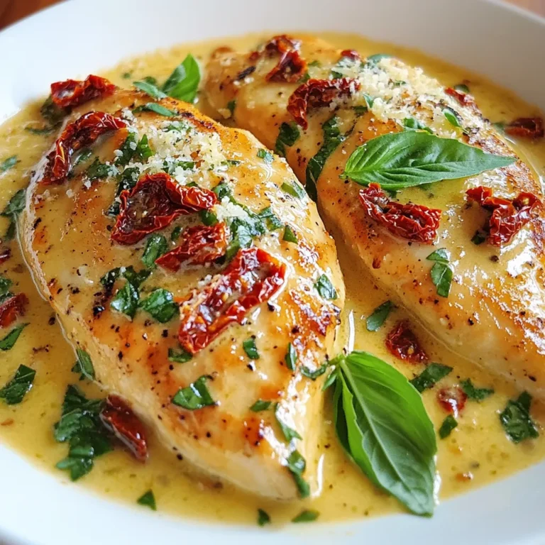 - 4 Hähnchenbrustfilets ohne Haut und Knochen - 1 Tasse getrocknete Tomaten, grob gehackt - 1 Tasse Sahne Die Hauptzutaten sind einfach zu finden und sehr lecker. Hähnchenbrustfilets sind zart und saftig. Getrocknete Tomaten bringen einen tollen Geschmack. Die Sahne macht alles schön cremig. - 1 Tasse Hühnerbrühe - 1 Teelöffel italienische Kräuter - 1 Teelöffel Knoblauchpulver Die Gewürze sind wichtig für den Geschmack. Hühnerbrühe gibt Tiefe und Aroma. Italienische Kräuter bringen frische Noten. Knoblauchpulver sorgt für einen guten Kick. Diese Zutaten machen das Gericht besonders lecker. - ½ Tasse geriebener Parmesan - Frische Basilikumblätter zur Dekoration Garnierungen sind das i-Tüpfelchen für dein Gericht. Der geriebene Parmesan schmilzt und gibt einen herzhaften Geschmack. Frische Basilikumblätter sorgen für Farbe und duftenden Frische. Diese kleinen Details machen das Essen noch schöner und appetitlicher. {{ingredient_image_2}} - Hähnchenbrustfilets vorbereiten Beginnen Sie mit vier Hähnchenbrustfilets. Diese sollten ohne Haut und Knochen sein. Legen Sie die Filets gleichmäßig in den Boden des Crockpots. So können sie die Sauce gut aufnehmen. - Getrocknete Tomaten hacken Nehmen Sie eine Tasse getrocknete Tomaten und hacken Sie sie grob. Diese Tomaten bringen einen tollen Geschmack in das Gericht. Sie sind wichtig für die Sauce. - Zutaten vermengen In einer großen Schüssel vermengen Sie die gehackten Tomaten, eine Tasse Sahne, eine Tasse Hühnerbrühe, einen Teelöffel italienische Kräuter und einen Teelöffel Knoblauchpulver. Fügen Sie Salz und Pfeffer nach Geschmack hinzu. Rühren Sie die Mischung gut um, bis sie gleichmäßig ist. - Würzen der Mischung Achten Sie darauf, dass die Mischung gut gewürzt ist. Probieren Sie sie, um sicherzustellen, dass sie gut schmeckt. Diese Sauce macht Ihr Hähnchen besonders lecker. - Schichten im Crockpot Gießen Sie die cremige Sauce über die Hähnchenbrustfilets. Stellen Sie sicher, dass die Filets vollständig bedeckt sind. Bestreuen Sie die Mischung mit einer halben Tasse geriebenem Parmesan. - Kochzeit und -temperatur Setzen Sie den Deckel auf den Crockpot. Kochen Sie das Gericht auf niedriger Stufe für 6-7 Stunden oder auf hoher Stufe für 3-4 Stunden. Das Hähnchen sollte zart und durchgegart sein. Nach dem Kochen lassen Sie das Hähnchen ein paar Minuten ruhen, bevor Sie es in Scheiben schneiden. - Kochzeiten anpassen: Du kannst die Kochzeit je nach Crockpot-Modell anpassen. Bei niedrigem Setting koche das Hähnchen 6-7 Stunden. Auf hohem Setting genügen 3-4 Stunden. - Temperatureinstellungen im Crockpot: Die Temperatur muss gleichmäßig sein. Stelle sicher, dass der Deckel immer gut schließt, um die Wärme zu halten. - Dickere oder dünnere Sauce: Wenn die Sauce dickflüssiger sein soll, füge mehr Parmesan hinzu. Für eine dünnere Sauce, verwende mehr Hühnerbrühe oder Sahne. - Anpassungen an den Zutaten: Du kannst die Menge der getrockneten Tomaten erhöhen oder frische Tomaten verwenden. Das verändert den Geschmack und die Konsistenz. - Serviervorschläge: Serviere das Hähnchen mit Reis oder Pasta. Beides passt gut zur Sauce. - Präsentationstipps: Garniere das Gericht mit frischen Basilikumblättern. Das macht es einladend und schön. Achte darauf, die Sauce gleichmäßig über das Hähnchen zu träufeln. Pro Tipps Hähnchenbrust marinieren: Um dem Hähnchen mehr Geschmack zu verleihen, marinieren Sie die Hähnchenbrustfilets vor dem Kochen in einer Mischung aus Olivenöl, Zitronensaft und italienischen Kräutern für mindestens 30 Minuten. Frische Kräuter hinzufügen: Für ein intensiveres Aroma können Sie frische Kräuter wie Thymian oder Oregano in die Sauce geben, während das Hähnchen kocht. Variationen der Sauce: Experimentieren Sie mit der Sauce, indem Sie zusätzliches Gemüse wie Spinat oder Zucchini hinzufügen, um das Gericht nahrhafter zu gestalten. Resteverwendung: Die Reste dieser köstlichen Sauce eignen sich hervorragend als Pasta- oder Risottobasis für weitere Mahlzeiten. {{image_4}} Du kannst das Rezept nach deinem Geschmack anpassen. - Gemüse hinzufügen: Möhren, Paprika oder Zucchini passen gut. Sie machen das Gericht bunter und gesünder. - Alternative Fleischsorten: Du kannst auch Hähnchenschenkel oder Pute verwenden. Beide geben einen anderen Geschmack und eine andere Textur. Die Gewürze sind wichtig für den Geschmack. - Gewürze variieren: Probiere Paprikapulver oder Chili für mehr Schärfe. Diese Gewürze bringen mehr Tiefe ins Gericht. - Verschiedene Kräuterkombinationen: Frischer Thymian oder Oregano sind tolle Alternativen. Sie verleihen dem Gericht eine neue Note. Wenn du keinen Crockpot hast, kannst du das Gericht auch im Ofen machen. - Alternative Zubereitungsmethoden: Lege die Hähnchenbrust in eine Auflaufform. Gieße die Sauce darüber und decke es mit Folie ab. - Abwandlungen für den Backofen: Backe das Gericht bei 180 Grad Celsius für 30 bis 40 Minuten. Achte darauf, dass das Hähnchen gut durchgegart ist. Du kannst mit diesen Variationen viel Spaß haben und das Gericht ganz nach deinem Geschmack gestalten. Lagere dein Crockpot Marry Me Chicken im Kühlschrank. Stelle sicher, dass das Hähnchen in einem luftdichten Behälter ist. So bleibt es frisch. Du kannst die Reste bis zu drei Tage aufbewahren. Vor dem Essen einfach aufwärmen. Um das Gericht einzufrieren, lasse es zuerst abkühlen. Fülle es dann in einen gefriergeeigneten Behälter. Achte darauf, etwas Platz zu lassen, da es sich beim Einfrieren ausdehnt. Du kannst das Hähnchen bis zu drei Monate einfrieren. Zum Auftauen stelle es über Nacht in den Kühlschrank. Erhitze es dann in der Mikrowelle oder auf dem Herd, bis es heiß ist. Hast du Reste? Nutze sie kreativ! Du kannst die Stücke in Salaten verwenden oder mit Pasta mischen. Auch als Füllung für Wraps sind sie lecker. Du kannst auch eine neue Suppe machen, indem du die Reste mit Brühe vermischst. So schaffst du schnell eine neue, schmackhafte Mahlzeit. Crockpot Marry Me Chicken bleibt im Kühlschrank 3 bis 4 Tage frisch. Bewahre das Hähnchen in einem luftdichten Behälter auf. Wenn du es länger aufbewahren willst, friere es ein. Im Gefrierschrank hält es bis zu 3 Monate. Achte darauf, das Gericht gut zu verpacken, um Gefrierbrand zu vermeiden. Ja, du kannst die Sahne durch griechischen Joghurt ersetzen. Das macht das Gericht leichter. Eine andere Option ist Kokosmilch. Diese gibt dem Gericht einen anderen Geschmack, ist aber auch lecker. Du kannst auch pflanzliche Sahne verwenden, wenn du eine vegane Variante bevorzugst. Ja, dieses Rezept ist glutenfrei. Alle Zutaten enthalten kein Gluten. Achte jedoch darauf, dass die Hühnerbrühe auch glutenfrei ist. Es gibt viele Marken, die glutenfreie Brühe anbieten. Lies die Etiketten, um sicherzugehen. So kannst du das Gericht ohne Bedenken genießen. In diesem Blogbeitrag haben wir ein einfaches und leckeres Rezept für Crockpot Marry Me Chicken erkundet. Wir haben die Hauptzutaten, die Zubereitung und die Aufbewahrung behandelt. Ich hoffe, Sie fühlen sich bereit, dieses Gericht auszuprobieren. Denken Sie daran, mit den Gewürzen zu experimentieren und die Sauce nach Ihren Vorlieben anzupassen. Kochen Sie mit Spaß und genießen Sie die Ergebnisse! Guten Appetit!