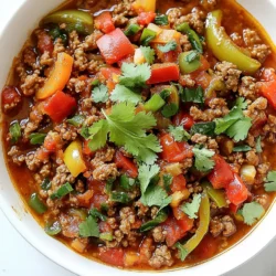 Für mein Gericht benötigst du einige frische Zutaten. Hier ist, was du brauchst: - 450 g gemahlenes Putenfleisch - 2 Paprika (eine rote, eine grüne), gewürfelt - 1 mittelgroße Zwiebel, grob gehackt - 3 Knoblauchzehen, fein gehackt - 240 ml Dosentomaten, gewürfelt (mit Saft) Diese Zutaten bringen viel Geschmack und Farbe in die Pfanne. Die Gewürze machen das Gericht besonders lecker. Hier sind die wichtigen: - 1 Teelöffel geräuchertes Paprikapulver - 1 Teelöffel Oregano - ½ Teelöffel Kreuzkümmel - Salz und Pfeffer nach Geschmack - 2 Esslöffel Olivenöl Diese Gewürze verleihen dem Gericht eine tolle Tiefe. Ein paar frische Kräuter machen alles besser. Nutze: - Frischer Koriander oder Petersilie zum Garnieren - Optional: 240 ml gekochter Quinoa oder brauner Reis Die Garnierungen sorgen für Farbe und Frische auf dem Teller. Sie sind auch eine tolle Ergänzung, wenn du etwas mehr Füllung möchtest. {{ingredient_image_2}} Zuerst müssen wir alle Zutaten bereitstellen. Nehmen Sie das gemahlene Putenfleisch, die Paprika, Zwiebel und Knoblauch. Schneiden Sie die Paprika in kleine Würfel. Hacken Sie die Zwiebel grob und die Knoblauchzehen fein. So haben Sie alles zur Hand, wenn es losgeht. Erhitzen Sie das Olivenöl in einer großen Pfanne bei mittlerer Hitze. Geben Sie die Zwiebel und den Knoblauch in die Pfanne. Sautieren Sie sie für etwa drei bis vier Minuten. Die Zwiebel wird glasig und verleiht dem Gericht viel Geschmack. Erhöhen Sie die Hitze auf mittelhoch. Fügen Sie das gemahlene Putenfleisch hinzu. Braten Sie es an, bis es braun ist, etwa fünf bis sieben Minuten. Zerteilen Sie das Fleisch mit einem Spatel in kleine Stücke. Dann kommen die gewürfelten Paprika dazu. Kochen Sie sie für drei bis vier Minuten, bis sie weich sind. Fügen Sie jetzt die gewürfelten Dosentomaten, geräuchertes Paprikapulver, Oregano, Kreuzkümmel, Salz und Pfeffer hinzu. Mischen Sie alles gut. Lassen Sie das Gericht für zehn bis fünfzehn Minuten köcheln. Decken Sie die Pfanne ab, damit die Aromen sich entfalten. Wenn Sie möchten, rühren Sie Quinoa oder braunen Reis kurz vor dem Servieren unter. Probieren Sie das Gericht und passen Sie die Gewürze nach Ihrem Geschmack an. Um den Geschmack zu steigern, probiere frische Kräuter. Frischer Koriander oder Petersilie geben mehr Aroma. Füge etwas mehr geräuchertes Paprikapulver hinzu. Es bringt eine tolle Tiefe. Ein Spritzer Limettensaft kann die Aromen aufhellen. Das macht das Gericht lebendiger und frischer. Wähle eine große Pfanne für gleichmäßiges Garen. Erhitze das Olivenöl gut, bevor du das Putenfleisch hinzufügst. So brät es besser an und wird saftiger. Zerteile das Fleisch mit einem Spatel in kleine Stücke. So garen sie gleichmäßiger und werden zart. Achte darauf, dass du das Fleisch nicht überkochst. Es sollte noch leicht rosa sein, wenn du es servierst. Präsentiere das Gericht in einer schönen Schale. Garniere es mit frischem Koriander oder Petersilie. Ein Spritzer Olivenöl um den Rand sorgt für einen tollen Look. Du kannst auch einen kleinen Haufen Quinoa oder Reis daneben platzieren. Das macht die Farben lebendiger und sieht lecker aus. Pro Tipps Frisches Gemüse verwenden: Verwenden Sie frische Paprika und Zwiebeln für einen intensiveren Geschmack und eine bessere Textur in Ihrem Gericht. Variationen des Gewürzes: Experimentieren Sie mit verschiedenen Gewürzen wie Cayennepfeffer oder Chili-Pulver, um dem Gericht eine zusätzliche Schärfe zu verleihen. Quinoa oder Reis hinzufügen: Fügen Sie gekochten Quinoa oder braunen Reis hinzu, um das Gericht proteinreicher und sättigender zu machen. Richtige Garzeit: Achten Sie darauf, das Gericht nicht zu lange zu kochen, damit das Gemüse seine Knackigkeit behält und die Aromen frisch bleiben. {{image_4}} Gemüse macht das Gericht bunt und lecker. Sie können viele verschiedene Gemüsesorten verwenden. Probieren Sie statt Paprika Zucchini oder Brokkoli. Auch Mais passt gut. Mögen Sie es scharf? Fügen Sie Jalapeños hinzu. Karotten geben eine süße Note. Das Gemüse sollten Sie in kleine Stücke schneiden, damit es gleichmäßig gar wird. Gemahlenes Putenfleisch ist eine gute Wahl, aber Sie können auch andere Fleischsorten nutzen. Rinderhack oder Hähnchen sind ebenfalls lecker. Für eine vegetarische Version verwenden Sie Linsen oder schwarze Bohnen. Diese bieten viel Protein und sind gesund. Sie können auch Tofu verwenden, wenn Sie es mögen. Die Gewürze machen das Gericht einzigartig. Sie können experimentieren! Nutzen Sie italienische Kräuter wie Basilikum oder Thymian. Für mehr Schärfe fügen Sie Cayennepfeffer hinzu. Ein Hauch von Zitronensaft gibt Frische. Wenn Sie es süß mögen, probieren Sie einen Teelöffel Honig. So passen Sie das Gericht gut an Ihre Vorlieben an. Nach dem Kochen können Sie das Gericht in einem luftdichten Behälter aufbewahren. Lassen Sie das Essen zuerst abkühlen. Dann decken Sie es gut ab. Im Kühlschrank hält sich das Gericht bis zu drei Tage. Ideal für schnelle Mahlzeiten unter der Woche. Wenn Sie das Gericht länger aufbewahren möchten, können Sie es einfrieren. Teilen Sie das Essen in Portionen auf. Legen Sie die Portionen in gefriergeeignete Behälter oder Beutel. Drücken Sie die Luft heraus, bevor Sie sie schließen. So bleibt das Gericht bis zu drei Monate frisch. Denken Sie daran, das Essen zu beschriften. Um das Gericht wieder aufzuwärmen, nehmen Sie eine Portion heraus. Sie können es in der Mikrowelle oder auf dem Herd warm machen. Bei der Mikrowelle erhitzen Sie es in 1-Minuten-Intervallen. Rühren Sie zwischendurch um, um eine gleichmäßige Erwärmung zu erzielen. Auf dem Herd sollten Sie es bei niedriger Hitze erhitzen. Fügen Sie einen Spritzer Wasser oder Brühe hinzu, um es saftig zu halten. So bleibt der Geschmack frisch und lecker. Das Gericht hält sich im Kühlschrank bis zu drei Tage. Packen Sie es in einen luftdichten Behälter. So bleibt der Geschmack frisch und lecker. Achten Sie darauf, das Gericht gut abzukühlen, bevor Sie es lagern. Ja, Sie können das Rezept im Voraus zubereiten. Kochen Sie das Gericht und lassen Sie es abkühlen. Lagern Sie es dann im Kühlschrank oder sogar im Gefrierfach. Das macht es einfach, eine schnelle Mahlzeit zu haben. Zu diesem Gericht passen viele Beilagen. Hier sind einige Ideen: - Gekochter Quinoa - Brauner Reis - Ein frischer Salat - Tortillas oder Brot Diese Beilagen ergänzen die Aromen und machen das Essen noch besser. In diesem Blogbeitrag haben wir die Hauptzutaten und Gewürze untersucht. Wir haben Schritt für Schritt erklärt, wie du das Gericht zubereitest. Tipps zur Verbesserung des Geschmacks und Lagervarianten helfen dir, das Beste aus deinem Essen herauszuholen. Du kannst auch kreativ mit Variationen spielen. Nutze diese Anleitung, um leckere Gerichte zu machen. Experimentiere und finde deinen eigenen Stil! So wird jedes Essen besonders und bleibt frisch. Lass die Küche deinen Spielplatz sein!