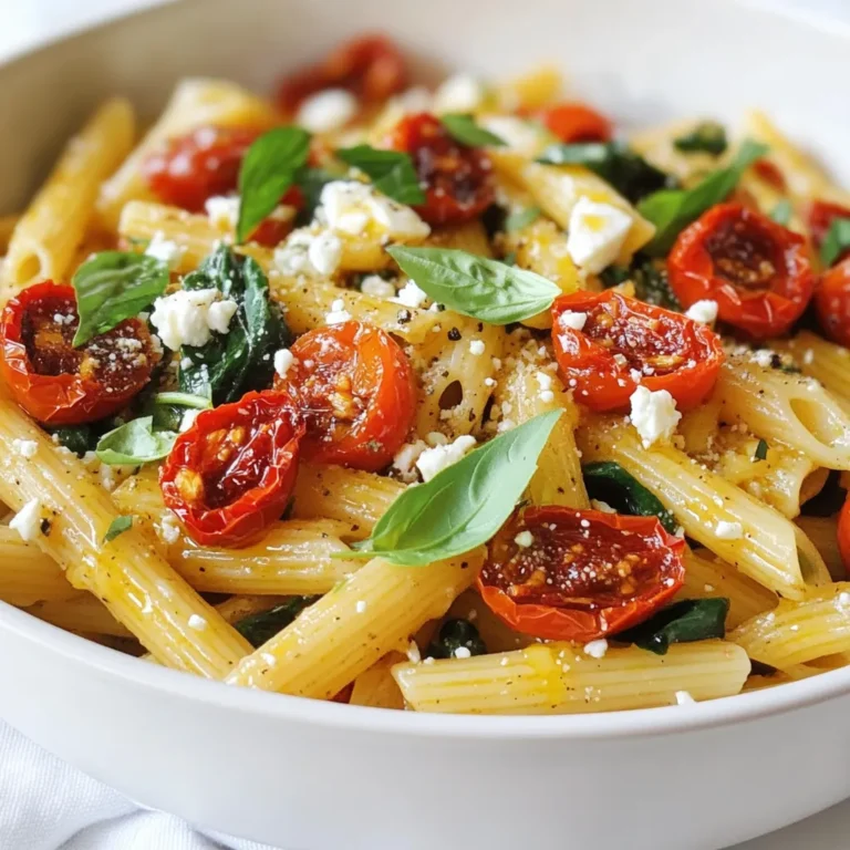 - 300g Pasta (Penni oder Fusilli) - 100g sonnengetrocknete Tomaten, grob gehackt - 2 Esslöffel Olivenöl - 3 Knoblauchzehen, fein gehackt - 1 Tasse Kirschtomaten, halbiert - 1/2 Teelöffel rote Chiliflocken (optional) - Salz und Pfeffer nach Geschmack - 1 Tasse frischer Spinat - 50g Feta-Käse, zerbröselt - Frische Basilikumblätter zur Garnitur - 1 Esslöffel Balsamico-Essig (optional für zusätzlichen Geschmack) Wenn du die besten Zutaten wählst, achte auf Qualität. Kaufe frische Kirschtomaten. Sie bringen Süße und Geschmack. Achte auch auf die sonnengetrockneten Tomaten. Diese sollten weich und saftig sein. Olivenöl ist wichtig für das Aroma. Wähle ein gutes, extra natives Öl. Frischer Spinat gibt der Pasta Farbe und Nährstoffe. Um den Geschmack zu verbessern, kannst du einige Dinge hinzufügen. Rote Chiliflocken geben Schärfe. Ein Spritzer Zitronensaft kann Frische bringen. Du kannst auch geröstete Pinienkerne oder Oliven probieren. Diese Zutaten bringen neue Texturen und Aromen in dein Gericht. Experimentiere und finde deinen eigenen Geschmack! {{ingredient_image_2}} Um die Pasta richtig zu kochen, bringe einen großen Topf mit gesalzenem Wasser zum Kochen. Die Menge an Wasser sollte ausreichend sein, damit die Pasta genug Platz hat, um zu schwimmen. Füge die Pasta nach Packungsanweisung hinzu und koche sie al dente. Das bedeutet, dass sie innen noch leicht fest ist. Nach dem Kochen gieße die Pasta ab, aber bewahre etwas Nudelwasser auf. Dieses Wasser hilft, die Sauce später zu binden. Jetzt kommt der Duft! Erhitze das Olivenöl in einer großen Pfanne bei mittlerer Hitze. Füge den fein gehackten Knoblauch hinzu und brate ihn für etwa eine Minute an. Achte darauf, dass der Knoblauch nicht verbrennt. Dann gib die halbierten Kirschtomaten dazu. Brate sie für 3 bis 4 Minuten, bis sie etwas weich werden. Sie geben der Pasta einen frischen Geschmack. Jetzt wird es bunt! Gib die grob gehackten sonnengetrockneten Tomaten in die Pfanne. Wenn du es gerne scharf magst, füge die optionalen Chiliflocken hinzu. Rühre alles gut um und lasse es für 2 weitere Minuten köcheln. Dann kommt die gekochte Pasta dazu. Mische alles gut, sodass die Sauce die Pasta umhüllt. Wenn die Mischung zu trocken ist, kannst du etwas vom reservierten Nudelwasser hinzufügen. Zum Schluss füge den frischen Spinat hinzu und rühre ihn vorsichtig unter. Nach 1 bis 2 Minuten ist die Pasta bereit. Streue den zerbröselten Feta darüber und genieße den leckeren Duft. Um die perfekte Konsistenz für Ihre Sonnengetrocknete Tomaten Pasta zu erreichen, ist das Nudelwasser wichtig. Bewahren Sie immer etwas von dem Wasser auf, wenn Sie die Pasta abgießen. Dieses Wasser hat Stärke, die hilft, die Sauce zu binden. Fügen Sie nach Bedarf ein wenig Nudelwasser hinzu, um die Sauce cremiger zu machen. Dieses Rezept ist sehr anpassbar. Sie können verschiedene Gemüsesorten hinzufügen. Zucchini oder Paprika passen gut dazu. Für mehr Protein können Sie Hähnchen oder Garnelen verwenden. Auch Käsearten wie Parmesan oder Mozzarella sind eine tolle Wahl. Experimentieren Sie mit Kräutern, um den Geschmack zu ändern. Oregano oder Thymian geben einen anderen Twist. Präsentation ist wichtig. Servieren Sie die Pasta in flachen Schalen. Garnieren Sie sie mit frischen Basilikumblättern und einem Spritzer Feta. Ein zusätzlicher Schuss Olivenöl kann das Gericht aufwerten. Ein Hauch von frisch gemahlenem Pfeffer gibt dem Gericht den letzten Schliff. Achten Sie darauf, dass die Farben lebendig sind. Das macht das Essen noch appetitlicher. Pro Tipps Perfekte Pasta: Kochen Sie die Pasta al dente für die beste Textur. Sie wird beim Mischen mit den anderen Zutaten nicht überkochen. Verstärken Sie den Geschmack: Verwenden Sie zusätzlich frische Kräuter wie Oregano oder Thymian, um einen intensiveren Geschmack zu erzielen. Feta-Variationen: Probieren Sie verschiedene Käsesorten wie Ziegenkäse oder Parmesan, um der Pasta Ihre persönliche Note zu verleihen. Resteverwertung: Diese Pasta schmeckt auch kalt als Nudelsalat hervorragend. Ideal für die Zubereitung im Voraus! {{image_4}} Eine tolle Möglichkeit, den Geschmack zu verändern, ist die Sonnengetrocknete Tomaten Pesto Pasta. Hierbei kannst du einfach ein Pesto aus sonnengetrockneten Tomaten herstellen. Mixe die Tomaten mit frischem Basilikum, Nüssen, Parmesan und Olivenöl. Diese Mischung wird dann unter die gekochte Pasta gerührt. Es ist einfach und gibt deiner Pasta ein neues Aroma. Für eine cremigere Variante empfehle ich die Sonnengetrocknete Tomaten mit Sahnesauce. Koche die Pasta wie gewohnt. In einer Pfanne erhitzt du etwas Olivenöl und brätst den Knoblauch an. Füge dann die Kirschtomaten und die sonnengetrockneten Tomaten hinzu. Gieße Sahne darüber und lasse es kurz köcheln. Mische die gekochte Pasta hinein. Garniere mit frischem Spinat und Feta. Diese Sauce macht die Pasta besonders reichhaltig und lecker. Wenn du eine vegane Option suchst, ersetze die Sahne durch Kokosmilch oder Cashewcreme. Koche die Pasta wie üblich. Mische die sonnengetrockneten Tomaten und den Knoblauch in etwas Olivenöl. Füge dann die Kokosmilch oder Cashewcreme hinzu. Dies gibt der Pasta eine tolle, cremige Textur, ohne tierische Produkte. Du kannst auch vegane Feta-Alternativen verwenden, um den Geschmack zu intensivieren. Um die Reste der Sonnengetrocknete Tomaten Pasta frisch zu halten, lasse sie zuerst auf Raumtemperatur abkühlen. Danach fülle sie in einen luftdichten Behälter. So bleibt der Geschmack erhalten. Du kannst auch etwas Olivenöl über die Pasta geben, um sie saftig zu halten. Im Kühlschrank hält sich die Pasta bis zu drei Tage. Achte darauf, den Behälter gut zu verschließen. Wenn du die Pasta länger aufbewahren willst, ist das Einfrieren eine gute Option. Um die Pasta einzufrieren, teile sie in Portionen auf. Fülle die Portionen in gefriergeeignete Beutel oder Behälter. So bleibt die Pasta bis zu drei Monate haltbar. Zum Auftauen lege die Pasta einfach über Nacht in den Kühlschrank. Du kannst sie dann in einer Pfanne sanft erhitzen. Füge etwas Wasser oder Olivenöl hinzu, um sie wieder cremig zu machen. Die Zubereitung dauert etwa 25 Minuten. Die meisten Schritte sind schnell und einfach. Man kann die Pasta in 10 Minuten kochen. Das Anbraten der Zutaten braucht nur 15 Minuten. So bleibt viel Zeit für den Genuss. Ja, du kannst frische Tomaten nutzen. Sie geben einen anderen Geschmack und eine andere Textur. Verwende etwa 300g frische Tomaten. Schneide sie in kleine Stücke und brate sie länger an, damit sie weich werden. Das Gericht wird dann frischer, aber weniger intensiv im Geschmack. Ich empfehle Penne oder Fusilli für dieses Rezept. Diese Nudeln nehmen die Sauce gut auf. Sie halten die kleinen Stücke der Tomaten und den Feta gut fest. Du kannst auch Spaghetti verwenden, wenn du möchtest. Die Wahl der Nudeln ist ganz dir überlassen. Du hast gelernt, wie man sonnengereifte Tomaten Pasta macht. Wir haben die besten Zutaten und die Schritte zum Kochen besprochen. Dazu kamen nützliche Tipps und viele Variationen. Denke daran, die Reste richtig zu lagern, um nichts zu verschwenden. Dieses Gericht ist einfach und kann für jeden Geschmack angepasst werden. Mit diesen Informationen kannst du jetzt ein köstliches Gericht zaubern, das allen schmeckt. Viel Spaß beim Kochen!