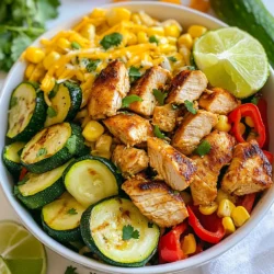 F&uuml;r dieses leckere Gericht ben&ouml;tigst du diese frischen Zutaten: - 2 H&auml;hnchenbrustfilets, ohne Haut und Knochen, gew&uuml;rfelt - 2 mittelgro&szlig;e Zucchini, in Halbmonde geschnitten - 1 rote Paprika, gew&uuml;rfelt - 1 gelbe Zwiebel, gehackt - 2 Knoblauchzehen, fein gehackt - 1 Essl&ouml;ffel Oliven&ouml;l - 1 Tasse Maisk&ouml;rner (frisch oder gefroren) - 1 Dose schwarze Bohnen, abgesp&uuml;lt und abgetropft - 1 Tasse geriebener Cheddar-K&auml;se - Frischer Koriander zur Garnierung - Limettenspalten zum Servieren Die richtigen Gew&uuml;rze machen den Unterschied. Verwende: - 1 Teel&ouml;ffel Kreuzk&uuml;mmel - 1 Teel&ouml;ffel ger&auml;uchertes Paprikapulver - 1 Teel&ouml;ffel Chilipulver - Salz und Pfeffer nach Geschmack Diese Gew&uuml;rze bringen den typischen Tex Mex Geschmack. Sie geben dem H&auml;hnchen und Gem&uuml;se Tiefe und W&auml;rme. Kreuzk&uuml;mmel hat einen erdigen Geschmack. Ger&auml;ucherter Paprika f&uuml;gt eine sanfte Rauchnote hinzu und Chilipulver sorgt f&uuml;r die richtige Sch&auml;rfe. Zu diesem Gericht passen viele Beilagen. Hier sind meine Ideen: - Serviere das H&auml;hnchen und die Zucchini auf einem gro&szlig;en Teller. - Dekoriere es mit frischen Korianderbl&auml;ttern. - Eine Beilage aus Reis oder Nachos erg&auml;nzt das Essen perfekt. - F&uuml;ge Limettenspalten hinzu, damit jeder nach Belieben einen Spritzer dar&uuml;ber geben kann. Diese Kombination macht dein Essen bunt und einladend. Es wird sicher jeder lieben! {{ingredient_image_2}} Erhitze das Oliven&ouml;l in einer gro&szlig;en Pfanne. Nutze mittlere Hitze f&uuml;r die beste Kontrolle. Sobald das &Ouml;l hei&szlig; ist, f&uuml;ge die gew&uuml;rfelten H&auml;hnchenbrustst&uuml;cke hinzu. W&uuml;rze sie mit Salz, Pfeffer, Kreuzk&uuml;mmel, ger&auml;uchertem Paprikapulver und Chilipulver. Brate das H&auml;hnchen f&uuml;r 5 bis 7 Minuten an. R&uuml;hre gelegentlich um, bis es goldbraun und durchgegart ist. Jetzt ist es Zeit f&uuml;r das Gem&uuml;se! Gib die gehackte Zwiebel und den fein gehackten Knoblauch in die Pfanne. Brate sie 2 bis 3 Minuten, bis die Zwiebel glasig wird. F&uuml;ge dann die geschnittenen Zucchini und die gew&uuml;rfelte rote Paprika hinzu. Lasse das Gem&uuml;se weitere 5 bis 7 Minuten kochen. Es soll weich, aber noch bissfest bleiben. Gib die Maisk&ouml;rner und die schwarzen Bohnen in die Pfanne. Vermische alles gut und lass es f&uuml;r 3 bis 4 Minuten k&ouml;cheln. Dann streue den geriebenen Cheddar-K&auml;se gleichm&auml;&szlig;ig dar&uuml;ber. Decke die Pfanne ab und lasse sie 2 bis 3 Minuten ruhen, bis der K&auml;se geschmolzen ist. Nimm die Pfanne vom Herd und bestreue das Gericht mit frischem Koriander. Serviere es mit Limettenspalten, damit jeder nach Belieben einen Spritzer frischer Limette hinzuf&uuml;gen kann. F&uuml;r das perfekte H&auml;hnchen ist die Temperatur wichtig. Erhitze das Oliven&ouml;l gut, bevor du das H&auml;hnchen hinzuf&uuml;gst. Das H&auml;hnchen sollte beim Braten nicht zu eng liegen. So wird es gleichm&auml;&szlig;ig gar. W&uuml;rze das Fleisch vor dem Braten gut mit Salz und Pfeffer. Das verst&auml;rkt den Geschmack. Achte darauf, das H&auml;hnchen nicht zu lange zu braten. Es sollte goldbraun und saftig bleiben. Um dein Gericht aufregender zu machen, kannst du verschiedene Gew&uuml;rze ausprobieren. F&uuml;ge zum Beispiel frischen Limettensaft hinzu, um Frische zu bringen. Auch Jalape&ntilde;os sorgen f&uuml;r eine scharfe Note. F&uuml;r mehr Komplexit&auml;t kannst du auch frische Kr&auml;uter wie Oregano oder Thymian nutzen. Experimentiere mit verschiedenen Gem&uuml;sesorten. Paprika, Auberginen oder sogar Spinat passen gut. Ein gro&szlig;er Pfannenwender ist ein Muss. Damit wendest du das H&auml;hnchen leicht. Verwende eine gro&szlig;e Pfanne, damit alles gut Platz hat. Ein scharfes Messer hilft dir beim Schneiden des Gem&uuml;ses. Eine Reibe ist n&uuml;tzlich, um den K&auml;se gleichm&auml;&szlig;ig zu verteilen. Ein guter Messbecher f&uuml;r die Zutaten ist auch hilfreich. So bleibt alles im richtigen Verh&auml;ltnis. Pro Tipps H&auml;hnchen marinieren: Marinieren Sie das H&auml;hnchen mindestens 30 Minuten vor dem Kochen, um den Geschmack zu intensivieren. Gem&uuml;se richtig schneiden: Achten Sie darauf, das Gem&uuml;se gleichm&auml;&szlig;ig zu schneiden, damit es gleichm&auml;&szlig;ig gart und eine sch&ouml;ne Pr&auml;sentation bietet. Schmelztechnik: Decken Sie die Pfanne ab, w&auml;hrend der K&auml;se schmilzt, um sicherzustellen, dass er gleichm&auml;&szlig;ig schmilzt und nicht austrocknet. Frische Kr&auml;uter: F&uuml;gen Sie die frischen Kr&auml;uter erst kurz vor dem Servieren hinzu, damit sie ihr Aroma und ihre Farbe behalten. {{image_4}} Wenn du das Rezept ohne Fleisch magst, kannst du das H&auml;hnchen ganz ersetzen. Nutze stattdessen Tofu oder Tempeh. Beide nehmen Gew&uuml;rze gut auf. Du kannst auch zus&auml;tzlich Kichererbsen hinzuf&uuml;gen. Diese bringen Protein und machen das Gericht s&auml;ttigender. Die Zucchini und Paprika bleiben gleich. Das gibt dir einen bunten und leckeren Teller. Wenn du es sch&auml;rfer magst, gibt es viele M&ouml;glichkeiten. F&uuml;ge frische Jalape&ntilde;os oder Serrano-Chilis hinzu. Du kannst mehr Chilipulver verwenden oder sogar etwas scharfe Sauce. Denke daran, die Sch&auml;rfe langsam zu steigern. So kannst du den perfekten Grad finden, den du magst. Die Kombination von Sch&auml;rfe und K&auml;se ist einfach k&ouml;stlich. Um das Gericht authentischer zu machen, nutze lokale Zutaten. Probiere, frische Tortillas aus Mais zu finden. Diese passen perfekt zu deinem Gericht. Du kannst auch frischen Koriander oder Avocado verwenden, um mehr Geschmack hinzuzuf&uuml;gen. Wenn du die Chance hast, frische Limetten zu nutzen, solltest du das nicht verpassen. Diese kleinen Anpassungen machen dein Gericht noch besser. Wenn du Reste hast, lass das Essen zuerst abk&uuml;hlen. Dann lege es in einen luftdichten Beh&auml;lter. Du kannst es im K&uuml;hlschrank bis zu drei Tage aufbewahren. F&uuml;r l&auml;ngere Haltbarkeit, friere das Gericht ein. Achte darauf, das Essen in Portionen zu teilen. So kannst du es sp&auml;ter einfach aufw&auml;rmen. Um das Gericht aufzuw&auml;rmen, benutze die Mikrowelle oder eine Pfanne. In der Mikrowelle stelle die Hitze auf mittel und erw&auml;rme es f&uuml;r 1-2 Minuten. R&uuml;hre das Essen zwischendurch um, damit es gleichm&auml;&szlig;ig warm wird. In einer Pfanne erhitzt du es bei mittlerer Hitze. F&uuml;ge einen Spritzer Wasser hinzu, um das Gericht feucht zu halten. Das Tex Mex H&auml;hnchen und Zucchini h&auml;lt sich im K&uuml;hlschrank etwa drei Tage. Im Gefrierfach kann es bis zu drei Monate frisch bleiben. Achte darauf, das Gericht gut zu verpacken, um Gefrierbrand zu vermeiden. Wenn du das Gericht auftauen m&ouml;chtest, lasse es &uuml;ber Nacht im K&uuml;hlschrank. So bleibt der Geschmack gut erhalten. Du kannst viele leckere Beilagen zu diesem Gericht anbieten. Hier sind einige Ideen: - Reis: Basmati oder Jasminreis passen gut. - Nachos: Knusprige Nachos sind immer ein Hit. - Guacamole: Frische Guacamole bringt einen tollen Geschmack. - Salsa: Eine scharfe Salsa erg&auml;nzt die Aromen perfekt. - Salat: Ein frischer Salat sorgt f&uuml;r eine leichte Note. Ja, das ist sehr einfach. Du kannst das H&auml;hnchen und Gem&uuml;se im Voraus braten. Lass alles abk&uuml;hlen und packe es in den K&uuml;hlschrank. Am Tag des Servierens kannst du es einfach aufw&auml;rmen und den K&auml;se schmelzen lassen. So sparst du Zeit! Es gibt viele M&ouml;glichkeiten, das Rezept anzupassen. Hier sind einige Vorschl&auml;ge: - Fleischalternativen: Nutze Tofu oder Tempeh f&uuml;r eine vegetarische Option. - Gem&uuml;se: F&uuml;ge zus&auml;tzliches Gem&uuml;se wie Paprika oder Brokkoli hinzu. - W&uuml;rze: Erh&ouml;he die Gew&uuml;rze, wenn du es sch&auml;rfer magst. - K&auml;se: Probiere andere K&auml;sesorten wie Mozzarella oder Feta. Mit diesen Tipps kannst du das Rezept nach deinem Geschmack gestalten! In diesem Blogbeitrag haben wir die Zutaten f&uuml;r Tex Mex H&auml;hnchen & Zucchini besprochen. Ich habe die wichtigsten Gew&uuml;rze erl&auml;utert und Empfehlungen f&uuml;r Beilagen gegeben. Das Schritt-f&uuml;r-Schritt-Rezept zeigt, wie du H&auml;hnchen anbr&auml;tst und das Gericht fertigstellst. Tipps helfen dir, das H&auml;hnchen perfekt zuzubereiten und Variationen auszuprobieren. Du kannst Reste einfach lagern und wiedererw&auml;rmen. Experimentiere mit diesem Rezept! Es ist vielseitig und macht Spa&szlig;. Tex Mex ist eine k&ouml;stliche Art, neue Aromen zu entdecken.