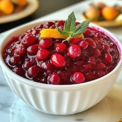 - 340 g frische Cranberries - 150 g entsteinte Medjool-Daten, gehackt - 120 ml Wasser Die Hauptzutaten sind einfach. Frische Cranberries geben der Soße ihren tollen Geschmack. Die Medjool-Daten sind süß und machen die Soße natürlich süß. Das Wasser hilft, die Datteln zu einer Paste zu kochen. - 1 Esslöffel frisch geriebene Orangenschale - 1 Esslöffel frisch gepresster Orangensaft - 1 Teelöffel gemahlener Zimt - 1/2 Teelöffel Salz Wir fügen Aromen hinzu, um die Soße zu verbessern. Die Orangenschale bringt Frische. Der Orangensaft fügt eine zarte Süße hinzu. Zimt gibt einen warmen Geschmack. Salz hebt alle Aromen hervor. - 30 g gehackte Walnüsse oder Pekannüsse für den Biss Die Nüsse sind optional, aber sie sind eine tolle Ergänzung. Sie fügen Crunch und einen nussigen Geschmack hinzu. So wird die Soße noch interessanter. Wer mag, kann die Nüsse einfach in die Soße mischen, bevor sie kocht. {{ingredient_image_2}} - Zuerst vermenge die gehackten Datteln mit 120 ml Wasser in einem Topf. - Koche die Mischung bei mittlerer Hitze für etwa 5 Minuten. Rühre dabei oft um. - Die Datteln werden weich und bilden eine Paste. - Gib 340 g frische Cranberries in den Topf. - Erhöhe die Hitze auf mittelhoch. Füge 1 Esslöffel Orangenschale, 1 Esslöffel Orangensaft, 1 Teelöffel Zimt und 1/2 Teelöffel Salz hinzu. - Rühre alles gut um. Bringe die Mischung zum Kochen. - Reduziere die Hitze und lasse die Soße 10 bis 15 Minuten köcheln. Die Cranberries platzen und die Soße wird dick. Rühre regelmäßig um, damit nichts anbrennt. - Wenn du magst, füge 30 g gehackte Walnüsse oder Pekannüsse in den letzten Minuten hinzu. - Nimm den Topf vom Herd, wenn die Soße dick ist und die Cranberries gut gekocht sind. - Lass die Soße etwas abkühlen, bevor du sie in eine Servierschüssel umfüllst. Um die perfekte Konsistenz für deine Cranberry-Soße zu erreichen, ist ständiges Rühren wichtig. Rühre die Mischung oft, damit nichts anbrennt. Achte auch auf die Kochzeit. Die Cranberries platzen nach 10-15 Minuten. Wenn die Soße dicker wird, ist sie fast fertig. Die Cranberry-Soße passt gut zu vielen Gerichten. Sie schmeckt hervorragend zu gebratenem Fleisch. Du kannst sie auch auf festlichem Brot servieren. Für eine schöne Präsentation gib die Soße in eine dekorative Schüssel. Garniere sie mit Orangenschale oder frischen Minzblättern. Das sieht toll aus und bringt frische Aromen. Datteln sind sehr nahrhaft. Sie enthalten viele Ballaststoffe, Vitamine und Mineralstoffe. Sie bieten auch natürliche Süße, die besser ist als raffinierter Zucker. Datteln können den Blutzucker stabilisieren und Energie liefern. Sie sind eine gesunde Wahl für deine Soße und bieten viel Geschmack. Pro Tipps Cranberries vorbereiten: Wasche die frischen Cranberries gründlich und entferne beschädigte oder unreife Früchte, um die beste Qualität der Soße zu gewährleisten. Dattenpaste herstellen: Achte darauf, die Datteln gut zu pürieren, damit sie sich gleichmäßig mit den Cranberries vermischen und eine cremige Konsistenz entsteht. Geschmack anpassen: Experimentiere mit der Menge von Zimt oder Orangensaft, um die Soße nach deinem persönlichen Geschmack anzupassen, besonders wenn du eine süßere oder würzigere Note bevorzugst. Vorrat halten: Diese Cranberry-Soße lässt sich hervorragend im Kühlschrank aufbewahren. Bereite sie im Voraus zu, um Zeit beim Kochen zu sparen, insbesondere während der Feiertage. {{image_4}} Süßungsalternativen Du kannst andere süße Zutaten ausprobieren. Honig oder Ahornsirup passen gut. Diese Optionen bieten neue Geschmäcker. Wenn du weniger Süße möchtest, verwende weniger Datteln. Weitere Gewürze hinzufügen Füge etwas Muskatnuss oder Ingwer hinzu, um den Geschmack zu verändern. Diese Gewürze bringen eine neue Tiefe. Du kannst auch Vanille verwenden, um die Soße zu verfeinern. Verwendung von saisonalem Obst Im Herbst kannst du Birnen oder Äpfel hinzufügen. Diese Früchte ergänzen die Cranberries perfekt. Im Sommer probiere Pfirsiche oder Beeren für eine frische Note. Angepasste Zutaten für Feiertage Für Feiertage kannst du Zimtstangen oder Sternanis hinzufügen. Diese Gewürze schaffen eine festliche Stimmung. Sie machen die Soße besonders und einladend. Vegane und glutenfreie Optionen Diese Soße ist bereits vegan und glutenfrei. Achte darauf, dass alle Zutaten keine tierischen Produkte enthalten. So kannst du sie unbesorgt genießen. Low-Carb-Anpassungen Für Low-Carb-Optionen verwende weniger Datteln. Du kannst mehr Gewürze hinzufügen, um den Geschmack zu verstärken. So bleibt die Soße lecker, ohne viele Kohlenhydrate. - Optimale Behälter: Bewahre die Cranberry-Soße in einem luftdichten Behälter auf. Ein Glasbehälter ist ideal. Er hält die Soße frisch und verhindert Gerüche im Kühlschrank. - Kühlschrank und Haltbarkeit: Im Kühlschrank bleibt die Soße bis zu einer Woche gut. Achte darauf, die Soße vor dem Servieren gut umzurühren. Sie kann sich etwas setzen. - Schritt-für-Schritt-Anleitung zum Einfrieren: Um die Soße einzufrieren, lasse sie zuerst abkühlen. Fülle sie dann in einen gefrierfesten Behälter. Lasse dabei etwas Platz, damit sie beim Gefrieren expandieren kann. Verschließe den Behälter gut. - Auftau-Methoden: Zum Auftauen lege die Soße über Nacht in den Kühlschrank. Alternativ kannst du sie auch in der Mikrowelle auftauen. Rühre die Soße nach dem Auftauen gut um, um die Konsistenz zu verbessern. - Rezepte zur Weiterverwendung: Reste der Cranberry-Soße sind vielseitig. Du kannst sie auf Pfannkuchen oder Joghurt geben. Sie passt auch gut zu Käseplatten oder als Füllung für Muffins. - Serviervorschläge für Reste: Serviere die Soße als dip für herzhaftes Brot oder Cracker. Sie ergänzt auch gut gebratenes Fleisch oder Gemüsegerichte. Die Cranberry-Soße bleibt im Kühlschrank etwa eine Woche frisch. Lagere sie in einem luftdichten Behälter. So bleibt der Geschmack erhalten. Du kannst die Soße auch einfrieren, wenn du sie länger aufbewahren möchtest. Gefroren hält sie bis zu drei Monate. Achte darauf, die Soße gut abzukühlen, bevor du sie einfrierst. So vermeidest du eine Veränderung der Textur. Ja, du kannst getrocknete Datteln verwenden. Sie sind süß und praktisch. Allerdings kann es einige Unterschiede geben. Getrocknete Datteln sind oft fester und brauchen mehr Flüssigkeit. Frische Medjool-Datteln sind weicher und süßer. So wird die Soße cremiger. Wenn du getrocknete Datteln verwendest, weiche sie vorher in Wasser ein. Das hilft, sie geschmeidiger zu machen. Ja, diese Cranberry-Soße ist vegan. Alle Zutaten stammen von Pflanzen. Die frischen Cranberries und Datteln sind rein pflanzlich. Auch die Gewürze und der Orangensaft sind vegan. Achte darauf, dass keine tierischen Produkte in den Nüssen sind. Diese Soße ist gesund und perfekt für alle, die eine pflanzliche Ernährung bevorzugen. In diesem Blogbeitrag haben wir alles über die perfekte Cranberry-Soße behandelt. Wir haben die Hauptzutaten wie frische Cranberries und Medjool-Daten besprochen. Die Schritt-für-Schritt-Anleitung hilft Ihnen, die Soße einfach zuzubereiten. Wir haben Tipps zur Konsistenz, kreative Serviervorschläge und gesundheitliche Vorteile von Datteln erwähnt. Variationen und Lagerungsmöglichkeiten runden das Thema ab. Nutzen Sie diese Informationen für Ihr nächstes Gericht. Experimentieren Sie und finden Sie Ihre Lieblingsversion der Cranberry-Soße!
