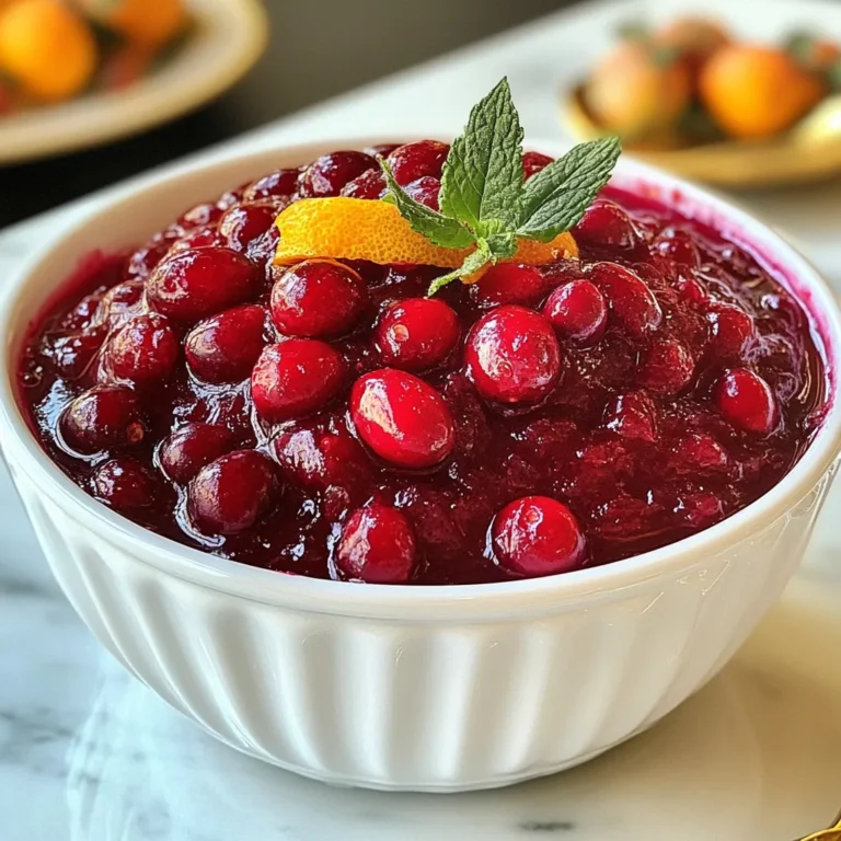 - 340 g frische Cranberries - 150 g entsteinte Medjool-Daten, gehackt - 120 ml Wasser Die Hauptzutaten sind einfach. Frische Cranberries geben der Soße ihren tollen Geschmack. Die Medjool-Daten sind süß und machen die Soße natürlich süß. Das Wasser hilft, die Datteln zu einer Paste zu kochen. - 1 Esslöffel frisch geriebene Orangenschale - 1 Esslöffel frisch gepresster Orangensaft - 1 Teelöffel gemahlener Zimt - 1/2 Teelöffel Salz Wir fügen Aromen hinzu, um die Soße zu verbessern. Die Orangenschale bringt Frische. Der Orangensaft fügt eine zarte Süße hinzu. Zimt gibt einen warmen Geschmack. Salz hebt alle Aromen hervor. - 30 g gehackte Walnüsse oder Pekannüsse für den Biss Die Nüsse sind optional, aber sie sind eine tolle Ergänzung. Sie fügen Crunch und einen nussigen Geschmack hinzu. So wird die Soße noch interessanter. Wer mag, kann die Nüsse einfach in die Soße mischen, bevor sie kocht. {{ingredient_image_2}} - Zuerst vermenge die gehackten Datteln mit 120 ml Wasser in einem Topf. - Koche die Mischung bei mittlerer Hitze für etwa 5 Minuten. Rühre dabei oft um. - Die Datteln werden weich und bilden eine Paste. - Gib 340 g frische Cranberries in den Topf. - Erhöhe die Hitze auf mittelhoch. Füge 1 Esslöffel Orangenschale, 1 Esslöffel Orangensaft, 1 Teelöffel Zimt und 1/2 Teelöffel Salz hinzu. - Rühre alles gut um. Bringe die Mischung zum Kochen. - Reduziere die Hitze und lasse die Soße 10 bis 15 Minuten köcheln. Die Cranberries platzen und die Soße wird dick. Rühre regelmäßig um, damit nichts anbrennt. - Wenn du magst, füge 30 g gehackte Walnüsse oder Pekannüsse in den letzten Minuten hinzu. - Nimm den Topf vom Herd, wenn die Soße dick ist und die Cranberries gut gekocht sind. - Lass die Soße etwas abkühlen, bevor du sie in eine Servierschüssel umfüllst. Um die perfekte Konsistenz für deine Cranberry-Soße zu erreichen, ist ständiges Rühren wichtig. Rühre die Mischung oft, damit nichts anbrennt. Achte auch auf die Kochzeit. Die Cranberries platzen nach 10-15 Minuten. Wenn die Soße dicker wird, ist sie fast fertig. Die Cranberry-Soße passt gut zu vielen Gerichten. Sie schmeckt hervorragend zu gebratenem Fleisch. Du kannst sie auch auf festlichem Brot servieren. Für eine schöne Präsentation gib die Soße in eine dekorative Schüssel. Garniere sie mit Orangenschale oder frischen Minzblättern. Das sieht toll aus und bringt frische Aromen. Datteln sind sehr nahrhaft. Sie enthalten viele Ballaststoffe, Vitamine und Mineralstoffe. Sie bieten auch natürliche Süße, die besser ist als raffinierter Zucker. Datteln können den Blutzucker stabilisieren und Energie liefern. Sie sind eine gesunde Wahl für deine Soße und bieten viel Geschmack. Pro Tipps Cranberries vorbereiten: Wasche die frischen Cranberries gründlich und entferne beschädigte oder unreife Früchte, um die beste Qualität der Soße zu gewährleisten. Dattenpaste herstellen: Achte darauf, die Datteln gut zu pürieren, damit sie sich gleichmäßig mit den Cranberries vermischen und eine cremige Konsistenz entsteht. Geschmack anpassen: Experimentiere mit der Menge von Zimt oder Orangensaft, um die Soße nach deinem persönlichen Geschmack anzupassen, besonders wenn du eine süßere oder würzigere Note bevorzugst. Vorrat halten: Diese Cranberry-Soße lässt sich hervorragend im Kühlschrank aufbewahren. Bereite sie im Voraus zu, um Zeit beim Kochen zu sparen, insbesondere während der Feiertage. {{image_4}} Süßungsalternativen Du kannst andere süße Zutaten ausprobieren. Honig oder Ahornsirup passen gut. Diese Optionen bieten neue Geschmäcker. Wenn du weniger Süße möchtest, verwende weniger Datteln. Weitere Gewürze hinzufügen Füge etwas Muskatnuss oder Ingwer hinzu, um den Geschmack zu verändern. Diese Gewürze bringen eine neue Tiefe. Du kannst auch Vanille verwenden, um die Soße zu verfeinern. Verwendung von saisonalem Obst Im Herbst kannst du Birnen oder Äpfel hinzufügen. Diese Früchte ergänzen die Cranberries perfekt. Im Sommer probiere Pfirsiche oder Beeren für eine frische Note. Angepasste Zutaten für Feiertage Für Feiertage kannst du Zimtstangen oder Sternanis hinzufügen. Diese Gewürze schaffen eine festliche Stimmung. Sie machen die Soße besonders und einladend. Vegane und glutenfreie Optionen Diese Soße ist bereits vegan und glutenfrei. Achte darauf, dass alle Zutaten keine tierischen Produkte enthalten. So kannst du sie unbesorgt genießen. Low-Carb-Anpassungen Für Low-Carb-Optionen verwende weniger Datteln. Du kannst mehr Gewürze hinzufügen, um den Geschmack zu verstärken. So bleibt die Soße lecker, ohne viele Kohlenhydrate. - Optimale Behälter: Bewahre die Cranberry-Soße in einem luftdichten Behälter auf. Ein Glasbehälter ist ideal. Er hält die Soße frisch und verhindert Gerüche im Kühlschrank. - Kühlschrank und Haltbarkeit: Im Kühlschrank bleibt die Soße bis zu einer Woche gut. Achte darauf, die Soße vor dem Servieren gut umzurühren. Sie kann sich etwas setzen. - Schritt-für-Schritt-Anleitung zum Einfrieren: Um die Soße einzufrieren, lasse sie zuerst abkühlen. Fülle sie dann in einen gefrierfesten Behälter. Lasse dabei etwas Platz, damit sie beim Gefrieren expandieren kann. Verschließe den Behälter gut. - Auftau-Methoden: Zum Auftauen lege die Soße über Nacht in den Kühlschrank. Alternativ kannst du sie auch in der Mikrowelle auftauen. Rühre die Soße nach dem Auftauen gut um, um die Konsistenz zu verbessern. - Rezepte zur Weiterverwendung: Reste der Cranberry-Soße sind vielseitig. Du kannst sie auf Pfannkuchen oder Joghurt geben. Sie passt auch gut zu Käseplatten oder als Füllung für Muffins. - Serviervorschläge für Reste: Serviere die Soße als dip für herzhaftes Brot oder Cracker. Sie ergänzt auch gut gebratenes Fleisch oder Gemüsegerichte. Die Cranberry-Soße bleibt im Kühlschrank etwa eine Woche frisch. Lagere sie in einem luftdichten Behälter. So bleibt der Geschmack erhalten. Du kannst die Soße auch einfrieren, wenn du sie länger aufbewahren möchtest. Gefroren hält sie bis zu drei Monate. Achte darauf, die Soße gut abzukühlen, bevor du sie einfrierst. So vermeidest du eine Veränderung der Textur. Ja, du kannst getrocknete Datteln verwenden. Sie sind süß und praktisch. Allerdings kann es einige Unterschiede geben. Getrocknete Datteln sind oft fester und brauchen mehr Flüssigkeit. Frische Medjool-Datteln sind weicher und süßer. So wird die Soße cremiger. Wenn du getrocknete Datteln verwendest, weiche sie vorher in Wasser ein. Das hilft, sie geschmeidiger zu machen. Ja, diese Cranberry-Soße ist vegan. Alle Zutaten stammen von Pflanzen. Die frischen Cranberries und Datteln sind rein pflanzlich. Auch die Gewürze und der Orangensaft sind vegan. Achte darauf, dass keine tierischen Produkte in den Nüssen sind. Diese Soße ist gesund und perfekt für alle, die eine pflanzliche Ernährung bevorzugen. In diesem Blogbeitrag haben wir alles über die perfekte Cranberry-Soße behandelt. Wir haben die Hauptzutaten wie frische Cranberries und Medjool-Daten besprochen. Die Schritt-für-Schritt-Anleitung hilft Ihnen, die Soße einfach zuzubereiten. Wir haben Tipps zur Konsistenz, kreative Serviervorschläge und gesundheitliche Vorteile von Datteln erwähnt. Variationen und Lagerungsmöglichkeiten runden das Thema ab. Nutzen Sie diese Informationen für Ihr nächstes Gericht. Experimentieren Sie und finden Sie Ihre Lieblingsversion der Cranberry-Soße!