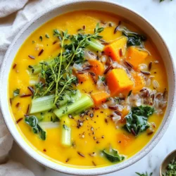 Für die Herbstliche Wildreis-Suppe brauchen Sie einige einfache, aber leckere Zutaten. Hier ist eine Liste der Hauptzutaten: - 1 Tasse Wildreis-Mischung - 4 Tassen Gemüsebrühe - 1 Tasse Kürbispüree - 1 mittelgroße Zwiebel, gewürfelt - 2 Karotten, gewürfelt - 2 Selleriestangen, gewürfelt - 2 Knoblauchzehen, gehackt - 1 Teelöffel getrockneter Thymian - 1 Teelöffel getrockneter Salbei - 1/2 Teelöffel Zimt - Salz und Pfeffer nach Geschmack - 1 Tasse Spinat oder Grünkohl, gehackt - 1/4 Tasse Schlagsahne (optional) - 2 Esslöffel Olivenöl Diese Zutaten bringen den Herbst direkt in Ihre Küche. Sie können viele dieser Zutaten leicht anpassen. Wenn Sie keinen Wildreis haben, probieren Sie normalen Reis oder Quinoa. Anstelle von Kürbispüree können Sie auch Süßkartoffeln verwenden. Für die Brühe können Sie Gemüse- oder Hühnerbrühe wählen, je nach Ihrem Geschmack. Ersetzen Sie auch Spinat durch Grünkohl oder andere grüne Blätter. Achten Sie beim Einkauf auf frische Zutaten. Wählen Sie Gemüse, das fest und knackig ist. Zwiebeln sollten keine dunklen Flecken haben. Kaufen Sie Wildreis in einem gut sortierten Geschäft. Überprüfen Sie das Haltbarkeitsdatum bei jedem Produkt. Frische Kräuter sind ein großer Vorteil. Wenn Sie frische Kräuter verwenden, sind die Aromen viel intensiver. {{ingredient_image_2}} Zuerst spülen Sie die Wildreis-Mischung unter kaltem Wasser ab. Achten Sie darauf, dass kein Schmutz oder Staub bleibt. Lassen Sie den Reis gut abtropfen. Dies hilft, die Körner sauber und bereit für das Kochen zu machen. Erhitzen Sie das Olivenöl in einem großen Topf bei mittlerer Hitze. Fügen Sie die gewürfelte Zwiebel, Karotten und Sellerie hinzu. Sautieren Sie diese Mischung etwa 5 bis 7 Minuten. Das Gemüse wird weich und duftet lecker. Dann rühren Sie den gehackten Knoblauch, Thymian, Salbei und Zimt ein. Lassen Sie alles für eine weitere Minute kochen. Der Duft wird einfach himmlisch sein. Geben Sie nun den abgespülten Wildreis, die Gemüsebrühe und das Kürbispüree in den Topf. Rühren Sie gut um, bis alles gleichmäßig vermischt ist. Bringen Sie die Mischung zum Kochen. Reduzieren Sie dann die Hitze auf niedrig und decken Sie den Topf ab. Lassen Sie die Suppe etwa 45 bis 50 Minuten lang simmern. Der Reis wird zart und die Aromen werden sich wunderbar entfalten. Sobald der Wildreis gar ist, fügen Sie den gehackten Spinat oder Grünkohl hinzu. Lassen Sie die Suppe weitere 5 Minuten köcheln, bis das Grün verwelkt ist. Wenn Sie möchten, rühren Sie die Schlagsahne ein. Dies macht die Suppe cremig. Passen Sie die Gewürze mit Salz und Pfeffer nach Geschmack an. Servieren Sie die Suppe heiß. Genießen Sie die wohltuenden Aromen des Herbstes! Um den Geschmack der herbstlichen Wildreis-Suppe zu verbessern, gibt es einfache Tricks. Beginne mit frischen Kräutern. Petersilie oder Thymian bringen Frische. Röste die Zwiebeln und das Gemüse leicht an, um mehr Geschmack zu erhalten. Ein Spritzer Zitronensaft am Ende kann die Aromen aufhellen. Das Hinzufügen von geräuchertem Paprika gibt einen tiefen, erdigen Geschmack. Experimentiere auch mit Gewürzen. Ein wenig mehr Zimt oder Muskatnuss kann die Aromen verstärken. Die perfekte Konsistenz ist wichtig. Die Suppe sollte cremig, aber nicht zu dick sein. Wenn sie zu dick ist, füge etwas mehr Gemüsebrühe hinzu. Wenn sie zu dünn ist, koche sie länger ohne Deckel. Rühre die Suppe gut um, um Klumpen zu vermeiden. Der Wildreis wird beim Kochen weich und dickt die Suppe an. Wenn du eine cremigere Suppe magst, rühre am Ende Schlagsahne ein. Berücksichtige Allergien bei der Zubereitung. Verwende glutenfreie Brühe, wenn nötig. Wenn jemand Nüsse nicht verträgt, achte darauf, dass die verwendeten Zutaten keine Nüsse enthalten. Du kannst die Schlagsahne durch Kokosmilch ersetzen, um eine milchfreie Variante zu machen. Achte darauf, frisches Gemüse zu verwenden, um Allergene zu vermeiden. Wenn du die Suppe für Kinder zubereitest, teste die Gewürze vorher, um sicherzustellen, dass sie mild genug sind. Pro Tipps Wildreis gut vorbereiten: Stellen Sie sicher, dass Sie den Wildreis gründlich abspülen, um überschüssige Stärke zu entfernen und eine bessere Textur zu erzielen. Gemüse variieren: Fühlen Sie sich frei, andere Gemüsesorten wie Paprika oder Zucchini hinzuzufügen, um der Suppe mehr Farbe und Geschmack zu verleihen. Kürbispüree selbst herstellen: Für einen intensiveren Geschmack können Sie frischen Kürbis rösten und pürieren, anstatt fertiges Kürbispüree zu verwenden. Einige Gewürze anpassen: Experimentieren Sie mit zusätzlichen Gewürzen wie Muskatnuss oder Kreuzkümmel für einen einzigartigen Geschmack der Suppe. {{image_4}} Um die Suppe vegetarisch zu machen, lassen Sie einfach die Schlagsahne weg. Sie können auch pflanzliche Sahne verwenden. Diese gibt einen ähnlichen Geschmack. Für vegane Optionen verwenden Sie Gemüsebrühe ohne tierische Zutaten. So bleibt die Suppe rein pflanzlich. Einige Zutaten können leicht ersetzt werden. Statt der Schlagsahne können Sie ungesüßte Kokosmilch nutzen. Das macht die Suppe cremig und gibt einen neuen Geschmack. Auch das Gemüse kann variieren. Probieren Sie Brokkoli oder Blumenkohl. Beide sind reich an Nährstoffen und passen gut zu der Suppe. Herbst ist die beste Zeit, um frisches Gemüse zu nutzen. Fügen Sie geröstete Kürbiswürfel hinzu. Sie geben eine süße Note und machen die Suppe sättigender. Auch Äpfel können einen neuen Twist geben. Würfeln Sie sie klein und kochen Sie sie mit. Der süße Geschmack passt gut zu den Gewürzen. Um Ihre herbstliche Wildreis-Suppe frisch zu halten, lassen Sie sie zuerst abkühlen. Stellen Sie sicher, dass die Suppe nicht mehr dampft. Füllen Sie die Suppe dann in luftdichte Behälter. Verwenden Sie kleine Behälter für einzelne Portionen. So können Sie die Suppe einfach portionieren und aufbewahren. Im Kühlschrank hält die Suppe etwa 3 bis 5 Tage. Achten Sie darauf, sie gut zu verschließen. Wenn Sie die Suppe länger aufbewahren möchten, können Sie sie einfrieren. Im Gefrierschrank bleibt die Suppe bis zu 3 Monate frisch. Beschriften Sie die Behälter mit Datum und Inhalt, um den Überblick zu behalten. Um die Suppe aufzuwärmen, geben Sie sie in einen Topf. Erhitzen Sie sie bei mittlerer Hitze. Rühren Sie gelegentlich um, damit sie gleichmäßig warm wird. Wenn die Suppe zu dick ist, fügen Sie etwas Gemüsebrühe hinzu. Sie können die Suppe auch in der Mikrowelle aufwärmen. Stellen Sie sicher, dass Sie einen mikrowellengeeigneten Behälter verwenden. Die Gesamtzeit beträgt etwa 1 Stunde und 5 Minuten. Davon sind 15 Minuten für die Vorbereitung nötig. Dann köchelt die Suppe etwa 45 bis 50 Minuten. In dieser Zeit wird der Wildreis zart und saugt die Aromen auf. Ja, du kannst die Suppe im Voraus machen. Sie schmeckt sogar noch besser, wenn sie etwas zieht. Bereite die Suppe einfach und lasse sie abkühlen. Bewahre sie dann im Kühlschrank auf. So hast du ein schnelles Abendessen bereit. Diese Suppe passt gut zu verschiedenen Beilagen. Hier sind einige Vorschläge: - Frisches Brot oder Brötchen - Ein einfacher grüner Salat - Käseplatte mit verschiedenen Käsesorten Ja, du kannst gerne andere Gemüsearten hinzufügen. Zum Beispiel passen Kürbis, Süßkartoffeln oder Erbsen gut zur Suppe. Achte darauf, die Garzeiten der Gemüse zu berücksichtigen. So bleibt alles schön zart. Ja, die Suppe lässt sich gut einfrieren. Fülle sie in luftdichte Behälter. So bleibt die Suppe frisch und schmackhaft. Wenn du sie wieder aufwärmst, kann sie etwas dickflüssig werden. Füge dann einfach etwas Gemüsebrühe hinzu, um die Konsistenz anzupassen. Bei unserer Übersicht zur herbstlichen Wildreis-Suppe haben wir alles abgedeckt. Wir haben die besten Zutaten ausgewählt, Tipps zur Zubereitung gegeben und Variationen vorgestellt. Du kannst frisches Gemüse wählen und die Suppe nach deinem Geschmack anpassen. Denke daran, die Suppe richtig zu lagern und aufzuwärmen. So bleibt sie frisch und lecker. Mit diesen Ideen machst du die perfekte Suppe für kühle Tage. Experimentiere und genieße deine Kreation!