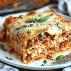 Für eine einfache Woche Lasagne brauchen Sie einige Hauptzutaten. Hier sind die Zutaten, die Sie sammeln sollten: - 9 Lasagne-Nudeln (ohne Vorkochen) - 450 g gemahlenes Truthahn- oder Rindfleisch - 500 g Ricotta-Käse - 500 g geriebener Mozzarella-Käse - 100 g geriebener Parmesan-Käse - 480 ml marinara Sauce - 1 Ei - 2 Esslöffel frisches Basilikum, gehackt (oder 1 Esslöffel getrocknetes Basilikum) Diese Zutaten sind leicht zu finden. Sie machen die Lasagne herzhaft und lecker. Die richtigen Gewürze und Kräuter sind wichtig für den Geschmack. Hier sind die, die ich empfehle: - 1 Teelöffel Knoblauchpulver - 1 Teelöffel Zwiebelpulver - Salz und Pfeffer nach Geschmack Knoblauchpulver und Zwiebelpulver bringen Tiefe in die Lasagne. Frisches Basilikum sorgt für einen frischen Geschmack. Wählen Sie frische Zutaten, wenn möglich. Das verbessert den Geschmack. Hier sind einige Tipps: - Kaufen Sie frisches Gemüse im örtlichen Markt. - Wählen Sie hochwertigen Käse. Er schmilzt besser und hat mehr Geschmack. - Achten Sie auf die Frische des Fleisches. Fragen Sie im Geschäft nach dem Lieferdatum. Diese Tipps helfen Ihnen, die beste Lasagne zu machen. Achten Sie immer auf Qualität. So wird Ihre einfache Woche Lasagne ein Hit! {{ingredient_image_2}} Zuerst müssen wir den Ofen auf 190°C vorheizen. Das dauert nur ein paar Minuten. Während der Ofen heizt, können wir die anderen Schritte vorbereiten. So sparen wir Zeit und sind bereit, wenn der Ofen heiß ist. Für die Fleischsauce nehmen wir eine große Pfanne. Bei mittlerer Hitze braten wir das gemahlene Truthahn- oder Rindfleisch. Das Fleisch braten wir, bis es schön braun ist. Danach gießen wir das überschüssige Fett ab. Jetzt fügen wir die Marinara-Sauce hinzu. Geben Sie auch das Knoblauchpulver, das Zwiebelpulver, Salz und Pfeffer hinein. Lassen Sie die Sauce 5 Minuten köcheln. Die Aromen werden sich gut vermischen und das Fleisch wird noch leckerer. Jetzt kommt der spaßige Teil! Nehmen Sie eine Auflaufform von 23x33 cm. Verteilen Sie eine dünne Schicht der Fleischsauce auf dem Boden. Legen Sie dann 3 Lasagne-Nudeln auf die Sauce. Nehmen Sie die Ricotta-Mischung und geben Sie die Hälfte gleichmäßig über die Nudeln. Streuen Sie ein Drittel des Mozzarella-Käses darüber. Fügen Sie nun eine weitere Schicht Fleischsauce hinzu und legen Sie 3 weitere Nudeln darauf. Die restliche Ricotta-Mischung kommt jetzt drauf, gefolgt von der Hälfte des restlichen Mozzarella-Käses. Für die letzte Schicht legen wir die restlichen Nudeln obendrauf. Decken Sie die Lasagne mit der restlichen Fleischsauce ab. Streuen Sie dann den restlichen Mozzarella- und Parmesan-Käse darüber. Decken Sie die Auflaufform mit Aluminiumfolie ab, so dass der Käse nicht berührt wird. Backen Sie die Lasagne 25 Minuten lang. Danach entfernen wir die Folie und backen sie weitere 15-20 Minuten, bis der Käse sprudelnd und goldbraun ist. Lassen Sie die Lasagne 10 Minuten ruhen, bevor Sie sie schneiden. So wird sie perfekt! Um Zeit zu sparen, plane deine Lasagne im Voraus. Du kannst die Fleischsauce und die Ricotta-Mischung am Vorabend zubereiten. Lagere sie im Kühlschrank. So musst du am Kochtag nur noch die Lasagne schichten und backen. Dies macht das Kochen an deinem Wochentag viel einfacher und schneller. Wenn du keinen Ricotta-Käse hast, verwende Hüttenkäse. Das gibt einen ähnlichen Geschmack. Für die Fleischsauce kannst du auch Hühnchen oder Gemüse anstelle von Rindfleisch nutzen. Möchtest du die Lasagne leichter machen? Nutze Zucchini-Nudeln oder Vollkornlasagne. Diese Optionen sind auch sehr lecker. Beginne mit einer Schicht Fleischsauce auf dem Boden der Form. Dies verhindert, dass die Nudeln ankleben. Lege dann die Lasagne-Nudeln darauf. Achte darauf, die Zutaten gleichmäßig zu verteilen. Nutze die Ricotta-Mischung und dann den Käse. Wiederhole dies, bis du alle Zutaten verbraucht hast. Die letzte Schicht sollte immer Käse sein. So wird die Lasagne schön goldbraun. Pro Tipps Frische Kräuter hinzufügen: Frisches Basilikum oder Oregano können der Lasagne eine zusätzliche Geschmacksnote verleihen. Fügen Sie diese einfach zu den Fleisch- oder Ricotta-Mischungen hinzu. Lasagne-Nudeln richtig schichten: Achten Sie darauf, die Nudeln gleichmäßig zu schichten, um eine gleichmäßige Garung zu gewährleisten. Dies verhindert, dass bestimmte Teile zu weich oder zu fest werden. Käsevariationen ausprobieren: Experimentieren Sie mit verschiedenen Käsesorten wie Gouda oder Gruyère für einen einzigartigen Geschmack. Diese Käsesorten schmelzen gut und verleihen der Lasagne eine cremige Textur. Vorbereitung im Voraus: Bereiten Sie die Lasagne am Vortag vor und bewahren Sie sie im Kühlschrank auf. Das verbessert die Aromen und spart Ihnen Zeit am Tag des Servierens. {{image_4}} Eine vegetarische Lasagne ist einfach und lecker. Ersetzen Sie das Fleisch durch Gemüse. Zucchini, Spinat und Pilze sind großartige Optionen. Sie geben der Lasagne Geschmack und Textur. Fügen Sie etwas geriebenen Käse hinzu, um es cremig zu machen. Eine Mischung aus Ricotta und etwas Feta kann auch spannend sein. So bleibt die Lasagne frisch und leicht. Käse macht Lasagne besonders gut. Experimentieren Sie mit verschiedenen Käsesorten für neuen Geschmack. Verwenden Sie zum Beispiel Gouda oder Gruyère. Diese Käsesorten schmelzen gut und geben einen tollen Geschmack. Eine Mischung aus Mozzarella und Parmesan sorgt für eine schöne goldene Kruste. Vergessen Sie nicht, die Käseschichten gleichmäßig zu verteilen. Warum nicht neue Geschmäcker ausprobieren? Für eine asiatische Lasagne verwenden Sie Tofu oder Huhn. Fügen Sie etwas Sojasauce und Ingwer hinzu. Das ergibt eine spannende Note. Für eine mexikanische Version nutzen Sie Bohnen und Jalapeños. Statt Marinara verwenden Sie Salsa. Toppen Sie die Lasagne mit Avocado und frischem Koriander. So wird Ihre Woche ganz anders! Wenn Sie Lasagne übrig haben, lassen Sie sie zuerst abkühlen. Dann schneiden Sie sie in Portionen. Legen Sie die Stücke in einen luftdichten Behälter. Sie können die Lasagne bis zu vier Tage im Kühlschrank aufbewahren. Denken Sie daran, die Lasagne mit Frischhaltefolie oder einem Deckel gut zu verschließen. So bleibt sie frisch und lecker. Einfrieren ist eine großartige Möglichkeit, Lasagne länger aufzubewahren. Lassen Sie die Lasagne vollständig abkühlen. Schneiden Sie sie in Portionen oder frieren Sie sie als ganze Form ein. Wickeln Sie die Lasagne gut in Folie ein und legen Sie sie in einen gefrierfesten Beutel. So bleibt die Lasagne bis zu drei Monate haltbar. Beschriften Sie den Beutel mit dem Datum, um den Überblick zu behalten. Um Lasagne aufzuwärmen, gibt es einige gute Methoden. Die beste Methode ist, sie im Ofen aufzuwärmen. Heizen Sie den Ofen auf 180°C vor. Legen Sie die Lasagne in eine Auflaufform und decken Sie sie mit Folie ab. Backen Sie sie etwa 25 Minuten. Für eine schnellere Methode können Sie die Mikrowelle verwenden. Stellen Sie die Lasagne in eine mikrowellengeeignete Schüssel. Erwärmen Sie sie in 1-Minuten-Intervallen, bis sie heiß ist. Achten Sie darauf, dass sie nicht austrocknet. Die Lasagne braucht insgesamt 40 bis 45 Minuten im Ofen. Zuerst backen Sie sie 25 Minuten mit Folie. Dann entfernen Sie die Folie und backen sie weitere 15 bis 20 Minuten. So wird der Käse schön goldbraun und sprudelnd. Ja, Sie können die Lasagne im Voraus zubereiten. Schichten Sie sie in die Form und decken Sie sie gut ab. Sie können sie bis zu 24 Stunden im Kühlschrank aufbewahren. Wenn Sie bereit sind, sie zu backen, heizen Sie den Ofen vor und backen Sie sie wie gewohnt. Möglicherweise müssen Sie die Backzeit etwas verlängern, wenn die Lasagne kalt ist. Zu Lasagne passen viele Beilagen gut. Hier sind einige Ideen: - Knuspriges Knoblauchbrot - Frischer grüner Salat - Gegrilltes Gemüse - Eine einfache Tomatensuppe Jede dieser Beilagen ergänzt den herzhaften Geschmack der Lasagne. Lasagne ist ein tolles Gericht mit vielen Möglichkeiten. Wir haben die besten Zutaten und Tipps geteilt. Du kannst sogar Varianten wie vegetarische oder asiatische Lasagne ausprobieren. Achte bei der Zubereitung auf die Schritte zur perfekten Schichtung. Vergiss nicht, Reste richtig aufzubewahren oder einzufrieren. Lasagne ist nicht nur lecker, sondern auch vielseitig. Probiere die Tipps aus und koche deine perfekte Lasagne zu Hause. Genieß die kreativen Möglichkeiten, die dir zur Verfügung stehen!