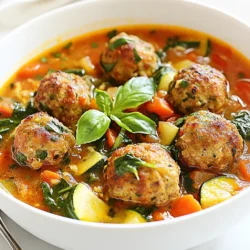 Für die köstlichen Fleischbällchen nutzen wir: - 450 g Rinderhackfleisch - 450 g Putenhackfleisch - 125 g Semmelbrösel - 30 g frisch geriebener Parmesan - 30 g frische Petersilie, gehackt - 1 Ei - 2 Knoblauchzehen, fein gehackt - 1 Teelöffel italienische Gewürzmischung - Salz und Pfeffer nach Geschmack Diese Mischung sorgt für eine saftige und schmackhafte Basis. Für die Brühe und das Gemüse verwenden wir: - 1,5 l natriumarme Hühnerbrühe - 1 Dose (400 g) gehackte Tomaten (mit Saft) - 150 g Karotten, gehackt - 150 g Zucchini, gewürfelt - 150 g frischer Spinat - 125 g Orzo-Nudeln Das Gemüse bringt frische und Farbe in die Suppe. Für den perfekten Geschmack fügen wir hinzu: - Salz und Pfeffer - Italienische Gewürzmischung Mit diesen Zutaten wird die Suppe zu einem echten Genuss. Denke daran, alles gut abzustimmen, um den besten Geschmack zu erzielen. {{ingredient_image_2}} Um die Fleischbällchen zu machen, mische ich Rinder- und Putenhackfleisch. Ich füge Semmelbrösel, frisch geriebenen Parmesan, gehackte Petersilie, ein Ei, fein gehackten Knoblauch und italienische Gewürze hinzu. Vergiss nicht, mit Salz und Pfeffer zu würzen. Es ist wichtig, alles gut zu vermengen, bis die Mischung gleichmäßig aussieht. Jetzt forme ich kleine Fleischbällchen, die etwa 2,5 cm groß sind. In einer Pfanne erhitze ich einen Esslöffel Olivenöl bei mittlerer Hitze. Ich lege die Fleischbällchen in die Pfanne und brate sie, bis sie goldbraun sind. Das dauert etwa fünf Minuten. Dann nehme ich sie aus der Pfanne und lege sie beiseite. Für die Suppenbasis nehme ich einen großen Topf. Ich füge 1,5 Liter natriumarme Hühnerbrühe hinzu und bringe sie zum Simmern. Dann gebe ich eine Dose gehackte Tomaten, die gehackten Karotten und die gewürfelte Zucchini in die Brühe. Das Gemüse sorgt für Geschmack und Farbe. Sobald das Gemüse weich wird, gebe ich die gebräunten Fleischbällchen vorsichtig in den Topf. Jetzt ist es Zeit, 125 g Orzo-Nudeln hinzuzufügen. Ich lasse die Suppe weitere 10 bis 12 Minuten köcheln, bis die Nudeln gar sind. Das ist der Moment, in dem alles zusammenkommt. Kurz bevor ich die Suppe serviere, rühre ich frischen Spinat unter. Ich lasse ihn für ein paar Minuten in der heißen Suppe welken. Das gibt der Suppe eine frische Note und eine schöne grüne Farbe. Ich schmecke die Suppe mit Salz und Pfeffer ab. Ich schöpfe die Suppe in Schüsseln und garniere sie mit frischem Basilikum. Das Basilikum bringt einen tollen Duft und zusätzlichen Geschmack. Jetzt ist meine italienische Fleischbällchen-Suppe bereit zum Genießen! Um eine perfekte Fleischbällchen-Suppe zu machen, folge diesen Tipps: - Frische Zutaten: Nutze frisches Hackfleisch und frisches Gemüse. Das macht die Suppe besser. - Richtige Größe: Forme die Fleischbällchen gleichmäßig. Sie sollten etwa 2,5 cm im Durchmesser sein. - Braten: Brate die Fleischbällchen goldbraun. Dadurch bekommen sie einen tollen Geschmack. Es gibt einige Fehler, die du vermeiden solltest: - Zu viel Wasser: Füge nicht zu viel Brühe hinzu. Das kann die Suppe wässrig machen. - Überkochen: Lass die Suppe nicht zu lange kochen. Das Gemüse soll knackig bleiben. - Würzen: Schmecke die Suppe regelmäßig ab. So passt du den Geschmack an. Für mehr Geschmack kannst du Folgendes tun: - Kräuter: Füge frische Kräuter wie Basilikum oder Oregano hinzu. Sie geben einen tollen Duft. - Zwiebeln: Brate Zwiebeln mit dem Gemüse an. Sie geben eine süße Note. - Zitrone: Ein Spritzer Zitronensaft kann die Aromen aufhellen. Probiere, es macht einen Unterschied. Pro Tipps Fleischbällchen gut würzen: Achten Sie darauf, die Fleischmischung gründlich zu würzen, um die besten Aromen zu erzielen. Schmecken Sie die Mischung vor dem Formen der Bällchen ab. Braten bei mittlerer Hitze: Braten Sie die Fleischbällchen bei mittlerer Hitze, damit sie gleichmäßig garen und eine schöne goldbraune Kruste erhalten, ohne dass sie innen roh bleiben. Gemüse variieren: Fühlen Sie sich frei, das Gemüse in der Suppe anzupassen. Brokkoli, Paprika oder grüne Bohnen sind ebenfalls köstliche Ergänzungen. Frischer Basilikum: Verwenden Sie frischen Basilikum zum Garnieren, um der Suppe einen aromatischen Geschmack zu verleihen. Er kann auch direkt in die Suppe gegeben werden, um die Aromen zu intensivieren. {{image_4}} Wenn du eine glutenfreie Version machen möchtest, ist das einfach. Du kannst die Semmelbrösel durch glutenfreie Brösel ersetzen. Achte darauf, dass du auch glutenfreie Orzo-Nudeln wählst. Diese kleinen Nudeln geben der Suppe eine tolle Textur. Du kannst auch Reis oder Quinoa verwenden. Beide sind glutenfrei und passen gut in die Suppe. Für eine vegetarische Variante kannst du das Fleisch ganz weglassen. Mache stattdessen fleischlose Bällchen aus Kichererbsen oder Linsen. Mische sie mit den gleichen Gewürzen, Semmelbröseln und Petersilie. Du kannst auch Tofu oder Gemüse als Basis verwenden. Die Brühe kann auch durch Gemüsebrühe ersetzt werden. Das gibt der Suppe einen frischen, pflanzlichen Geschmack. In Italien gibt es viele regionale Varianten dieser Suppe. In einigen Regionen fügen die Köche Bohnen oder andere Gemüsesorten hinzu. Du kannst zum Beispiel grüne Bohnen oder Erbsen verwenden. Das gibt der Suppe zusätzliche Nährstoffe und Geschmack. Auch die Gewürze können variieren. In manchen Regionen verwenden sie frischen Oregano oder Thymian. Experimentiere einfach mit dem, was du magst und was in deiner Region verfügbar ist. Um die italienische Fleischbällchen-Suppe frisch zu halten, lasse sie zuerst abkühlen. Fülle sie dann in luftdichte Behälter. Du kannst die Suppe bis zu fünf Tage im Kühlschrank lagern. Achte darauf, sie nicht in der Nähe von stark riechenden Lebensmitteln zu stellen. So bleibt der Geschmack gut. Das Einfrieren ist eine tolle Option. Teile die Suppe in Portionen und fülle sie in gefriergeeignete Behälter. Du kannst die Suppe bis zu drei Monate einfrieren. Achte darauf, etwas Platz im Behälter zu lassen, da die Suppe beim Gefrieren ausdehnt. Wenn du die Suppe wieder verwenden möchtest, lasse sie im Kühlschrank über Nacht auftauen. Um die Suppe aufzuwärmen, stelle sie in einen Topf auf mittlere Hitze. Rühre ab und zu um, damit sie gleichmäßig warm wird. Wenn die Suppe zu dick ist, füge etwas Wasser oder Brühe hinzu. Du kannst auch frischen Spinat hinzufügen, um die Suppe aufzufrischen. Achte darauf, sie nicht zu lange zu erhitzen, damit die Fleischbällchen nicht austrocknen. Die Suppe bleibt im Kühlschrank etwa drei Tage frisch. Achte darauf, sie in einem luftdichten Behälter zu lagern. Wenn du die Suppe länger aufbewahren möchtest, friere sie ein. Im Gefrierschrank hält sie bis zu drei Monate. Achte darauf, die Suppe in Portionen zu teilen. So kannst du sie leicht auftauen. Ja, du kannst verschiedene Nudeln für diese Suppe verwenden. Reisnudeln oder kleine Muschelnudeln eignen sich gut. Achte nur darauf, die Kochzeit der Nudeln anzupassen. Magst du glutenfreie Optionen? Dann probiere Zucchini-Nudeln oder Linsen-Nudeln aus. Sie geben der Suppe eine neue Note. Diese Suppe passt gut zu einem frischen Baguette oder knusprigem Brot. Ein einfacher Salat mit Olivenöl und Balsamico ist eine tolle Beilage. Du kannst auch Parmesanflocken darüber streuen. Diese Beilagen ergänzen den vollen Geschmack der Suppe. Ja, diese Suppe ist sehr nahrhaft. Sie enthält viel Gemüse und hochwertiges Protein aus dem Fleisch. Außerdem liefert der Spinat wichtige Vitamine. Du kannst die Suppe auch leicht anpassen. Füge mehr Gemüse hinzu, um den Nährstoffgehalt zu steigern. Diese Suppe ist nicht nur lecker, sondern auch gut für dich. Diese Anleitung zeigt, wie man eine köstliche Fleischbällchen-Suppe zubereitet. Wir haben die Hauptzutaten, die Zubereitungsschritte und wichtige Tipps besprochen. Variationen wie glutenfreie oder vegetarische Optionen geben dir viele Ideen. Auch die richtigen Lager- und Aufwärmtipps sind wichtig. Mit diesen Informationen kannst du eine nahrhafte Suppe machen, die allen schmeckt. Denke daran, beim Kochen kreativ zu sein und Spaß zu haben! So wird jede Suppe zu einem besonderen Gericht.