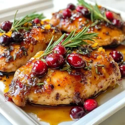 Für dieses Gericht benötigen Sie: - 4 Hühnerbrustfilets (ohne Knochen) - Salz und Pfeffer nach Geschmack - 1 Esslöffel Olivenöl Die Hühnerbrustfilets sind die Hauptzutat. Sie sind zart und leicht zuzubereiten. Mit Salz und Pfeffer würzen Sie das Huhn einfach. Olivenöl hilft, die Brustfilets goldbraun zu braten und gibt Geschmack. Die Glasur bringt das Gericht zum Leben. Hier sind die Zutaten: - 1 Tasse frische Cranberries - 1/2 Tasse frisch gepresster Orangensaft - 1/4 Tasse Honig - 1 Esslöffel Sojasauce - 1 Teelöffel Ingwer, gerieben - 1 Teelöffel Knoblauch, gehackt Diese Zutaten vereinen sich zu einer leckeren Mischung. Die Cranberries und der Orangensaft bieten eine süß-säuerliche Note. Honig macht die Glasur süß, während Sojasauce einen herzhaften Geschmack hinzufügt. Ingwer und Knoblauch bringen Wärme und Tiefe in die Glasur. Für zusätzliche Aromen können Sie hinzufügen: - 1 Esslöffel frisch gehackter Rosmarin (optional) Rosmarin ist eine großartige Wahl, um Ihr Gericht zu verfeinern. Für Beilagen empfehle ich: - Gedämpftes Gemüse - Eine Beilage aus Reis Diese Beilagen ergänzen das Huhn perfekt. Sie bringen Farbe und Nährstoffe auf den Teller. {{ingredient_image_2}} Zuerst heizen Sie Ihren Ofen auf 190°C vor. Dies hilft dem Huhn, gleichmäßig zu garen. Dann würzen Sie die Hühnerbrustfilets mit Salz und Pfeffer. Stellen Sie sicher, dass jede Seite gut gewürzt ist. Das bringt mehr Geschmack ins Gericht. In einem kleinen Topf mischen Sie die frischen Cranberries, den Orangensaft, den Honig, die Sojasauce, den geriebenen Ingwer und den gehackten Knoblauch. Kochen Sie die Mischung bei mittlerer Hitze. Rühren Sie alles um, bis die Cranberries platzen. Das dauert etwa 5–7 Minuten. Nehmen Sie den Topf vom Herd. Lassen Sie die Glasur leicht abkühlen. Erhitzen Sie Olivenöl in einer ofenfesten Pfanne. Nutzen Sie mittlere bis hohe Hitze. Fügen Sie die gewürzten Hühnerbrustfilets hinzu. Braten Sie sie 4–5 Minuten an, bis sie goldbraun sind. Gießen Sie dann die Cranberry-Orangen-Glasur über das Huhn. Stellen Sie sicher, dass es gleichmäßig bedeckt ist. Optional können Sie frisch gehackten Rosmarin darauf streuen. Übertragen Sie dann die Pfanne in den Ofen. Backen Sie das Huhn 25–30 Minuten lang. Es ist fertig, wenn die Innentemperatur 75°C erreicht. Nach dem Garen nehmen Sie die Pfanne aus dem Ofen. Lassen Sie das Huhn 5 Minuten ruhen, bevor Sie es aufschneiden. Richten Sie das Huhn auf einem Teller an. Beträufeln Sie es mit der Glasur. Garnieren Sie das Gericht mit extra Cranberries und Rosmarin. Servieren Sie es mit gedämpftem Gemüse oder Reis für eine komplette Mahlzeit. Um die Glasur perfekt zu machen, nutzen Sie frische Zutaten. Sie bringen den besten Geschmack. Kochen Sie die Cranberries mit dem Orangensaft, bis sie platzen. Das gibt der Glasur Textur und Süße. Rühren Sie oft um, damit nichts anbrennt. Lassen Sie die Glasur leicht abkühlen, bevor Sie sie auf das Huhn geben. So bleibt sie dick und haftet besser. Für saftiges Huhn ist es wichtig, die Hühnerbrustfilets gleichmäßig zu würzen. Salz und Pfeffer betonen den Geschmack. Braten Sie das Huhn zuerst in Olivenöl, bis es goldbraun ist. So versiegeln Sie die Säfte im Fleisch. Wenn Sie das Huhn in den Ofen geben, decken Sie es mit Folie ab, um die Feuchtigkeit zu halten. Lassen Sie das Huhn nach dem Garen ruhen, damit die Säfte sich setzen. Um das Gericht schön anzurichten, verwenden Sie frische Cranberries und Rosmarin. Diese Farben bringen Leben auf den Teller. Servieren Sie das Huhn mit gedämpftem Gemüse oder Reis. Beides ergänzt die süße Glasur gut. Für einen besonderen Touch, fügen Sie geröstete Nüsse hinzu. Sie geben einen knusprigen Biss und mehr Geschmack. Pro Tipps Frische Cranberries: Verwenden Sie frische Cranberries anstelle von gefrorenen, um den besten Geschmack und die beste Textur zu erzielen. Marinieren: Für zusätzlichen Geschmack können Sie die Hühnerbrustfilets vor dem Braten in der Glasur marinieren. Temperatur genau prüfen: Stellen Sie sicher, dass das Huhn eine Innentemperatur von 75°C erreicht, um sicherzustellen, dass es vollständig durchgegart ist. Variationen: Fügen Sie andere Gewürze oder Kräuter hinzu, wie Thymian oder Chili-Flocken, um der Glasur eine interessante Note zu verleihen. {{image_4}} Wenn Sie neue Geschmäcker ausprobieren möchten, probieren Sie andere Obst-Glasuren. Ananas und Mango sind großartige Alternativen. Beide Früchte bringen eine süße Note, die gut zu Huhn passt. Eine Pfirsich-Glasur kann auch sehr lecker sein. Mischen Sie die Früchte mit Honig und etwas Sojasauce für einen tollen Geschmack. Wenn Sie eine vegetarische Option wünschen, können Sie Tofu oder Tempeh verwenden. Marinieren Sie sie mit der Cranberry-Orangen-Glasur. Das gibt ihnen viel Geschmack. Braten Sie die Stücke an und backen Sie sie im Ofen. Das Ergebnis ist ein herzhaftes und köstliches Gericht, das jeder genießen kann. Experimentieren Sie mit verschiedenen Gewürzen, um das Gericht zu verändern. Fügen Sie Zimt oder Muskatnuss hinzu, um eine warme Note zu erreichen. Für einen würzigen Twist können Sie etwas Cayennepfeffer oder Paprika verwenden. Diese Gewürze bringen Tiefe und machen das Gericht noch interessanter. Wenn Sie Reste haben, lagern Sie sie in einem luftdichten Behälter. Lassen Sie das Huhn zuerst auf Raumtemperatur abkühlen. Danach kommt es in den Kühlschrank. Achten Sie darauf, die Reste innerhalb von zwei Tagen zu essen. Um das Gericht wieder aufzuwärmen, heizen Sie den Ofen auf 180°C vor. Legen Sie das Huhn in eine ofenfeste Form. Decken Sie es mit Folie ab, um es feucht zu halten. Backen Sie es etwa 15 bis 20 Minuten lang, bis es heiß ist. Sie können auch die Mikrowelle verwenden. Erwärmen Sie es dann in 30-Sekunden-Intervallen. Die Haltbarkeit im Kühlschrank beträgt etwa drei bis vier Tage. Wenn Sie länger aufbewahren möchten, frieren Sie das Huhn ein. In einem gut verschlossenen Behälter hält es sich bis zu drei Monate. Achten Sie darauf, das Huhn vor dem Verzehr gründlich aufzutauen. Dies hilft, die Lebensmittelsicherheit zu gewährleisten. Das Huhn benötigt 25 bis 30 Minuten im Ofen. Die Innentemperatur sollte 75°C erreichen. So wird das Huhn zart und saftig. Wenn Sie das Huhn in der Pfanne anbraten, braten Sie es vorher 4 bis 5 Minuten pro Seite an. So bekommt es eine schöne goldene Farbe. Ja, gefrorene Cranberries sind eine gute Wahl. Sie sparen Zeit und sind oft günstiger. Achten Sie darauf, sie vor der Verwendung leicht aufzutauen. Das hilft, die Glasur gleichmäßig zu machen. Die gefrorenen Cranberries können etwas länger zum Platzen brauchen, also planen Sie etwas mehr Zeit ein. Zu diesem Gericht passen viele Beilagen. Hier sind einige Ideen: - Gedämpftes Gemüse wie Brokkoli oder grüne Bohnen - Reis oder Quinoa für eine sättigende Beilage - Ein einfacher grüner Salat mit leichtem Dressing - Kartoffelpüree, das wunderbar die Glasur aufnimmt Diese Beilagen ergänzen die süß-sauren Aromen des Huhns perfekt. In diesem Blogbeitrag haben wir die Zutaten für das Hähnchengericht sowie die Vorbereitungsschritte besprochen. Sie wissen jetzt, wie Sie eine köstliche Cranberry-Orangen-Glasur zubereiten. Tipps für saftiges Huhn und passende Beilagen helfen Ihnen, das Gericht perfekt zu machen. Variationen bieten kreative Möglichkeiten für Abwechslung. Nutzen Sie die Aufbewahrungshinweise, um Reste frisch zu halten. Kochen Sie mit Freude und probieren Sie neue Ideen aus. Jetzt sind Sie bereit, dieses Gericht zu genießen!