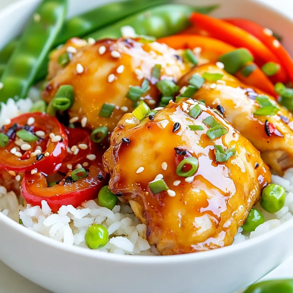Sweet Chili Chicken Thigh Rice Bowls Köstliches Rezept