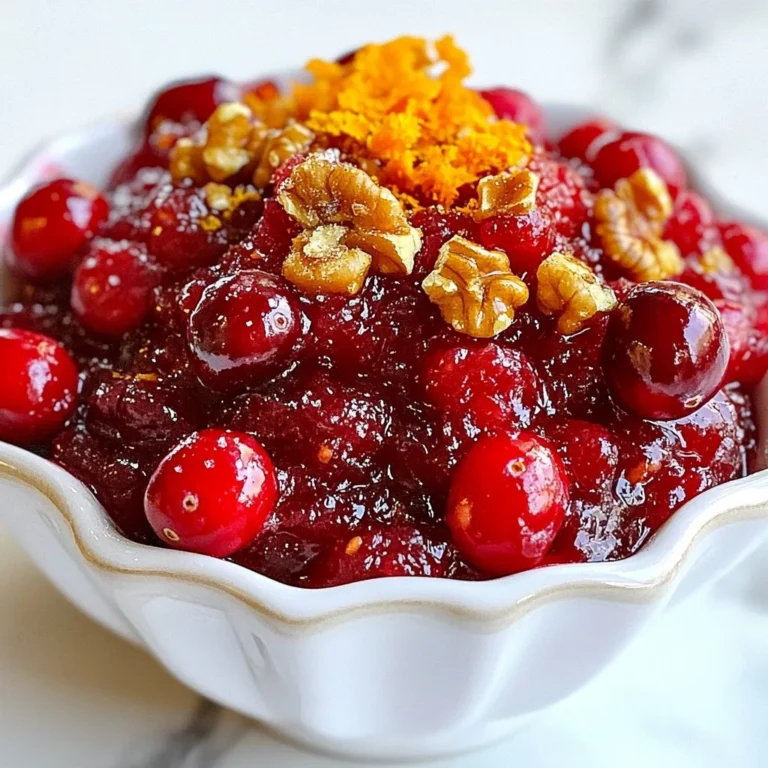 Für eine leckere frische Cranberry-Sauce benötigst du diese Zutaten: - 340 Gramm frische Cranberries (ca. 3 Tassen) - 200 Gramm Zucker - 1 Orange (abgeriebene Schale und Saft) - 1/4 Teelöffel gemahlener Zimt - 1/4 Teelöffel gemahlener Ingwer - 60 ml gehackte Walnüsse oder Pekannüsse (optional) - Eine Prise Salz Diese Zutaten bilden die Basis für ein schmackhaftes Relish. Die frischen Cranberries sorgen für die saure Note, während der Zucker die Süße bringt. Falls du etwas Abwechslung möchtest, probiere diese Zutaten: - Äpfel oder Birnen für eine fruchtige Note - Honig oder Ahornsirup als natürliche Süßungsmittel - Gewürze wie Nelken oder Muskatnuss für mehr Tiefe - Frische Kräuter wie Minze für einen frischen Kick Diese Alternativen helfen dir, die Sauce nach deinem Geschmack zu gestalten. Experimentiere ruhig! Wenn du frische Cranberries kaufst, achte auf Folgendes: - Wähle feste, glänzende Beeren ohne Dellen oder Flecken. - Sie sollten rot und prall sein, mit einem leichten Glanz. - Vermeide matschige oder beschädigte Beeren, da sie den Geschmack beeinträchtigen. Frische Cranberries haben einen tollen Geschmack und sind reich an Nährstoffen. Sie sind die perfekte Wahl für deine Sauce! {{ingredient_image_2}} Zuerst müssen Sie die Cranberries vorbereiten. Nehmen Sie 340 Gramm frische Cranberries. Spülen Sie sie gründlich unter kaltem Wasser ab. Entfernen Sie alle Stiele oder beschädigten Beeren. Dies stellt sicher, dass Ihre Sauce frisch und schmackhaft bleibt. Jetzt kochen wir die Mischung. Nehmen Sie einen mittelgroßen Topf und stellen Sie ihn auf mittlere Hitze. Geben Sie die gewaschenen Cranberries, 200 Gramm Zucker, den Saft einer Orange und die abgeriebene Schale der Orange in den Topf. Fügen Sie 1/4 Teelöffel gemahlenen Zimt und 1/4 Teelöffel gemahlenen Ingwer hinzu. Eine Prise Salz bringt die Aromen gut zur Geltung. Rühren Sie die Mischung gut um. Lassen Sie alles kochen, bis die Cranberries anfangen zu platzen; das dauert etwa 10 Minuten. Reduzieren Sie dann die Hitze auf niedrig und lassen Sie die Sauce für weitere 5 Minuten köcheln. Rühren Sie häufig um, bis die Sauce leicht eindickt. Wenn Sie möchten, fügen Sie 60 ml gehackte Walnüsse oder Pekannüsse für mehr Textur hinzu. Nehmen Sie den Topf vom Herd und lassen Sie die Sauce auf Raumtemperatur abkühlen. Danach füllen Sie das Relish in einen luftdichten Behälter. Lassen Sie die Sauce mindestens 2 Stunden oder über Nacht im Kühlschrank ziehen. Das verbessert den Geschmack und macht die Sauce noch leckerer. Um die beste Konsistenz für Ihre Cranberry-Sauce zu bekommen, achten Sie auf die Kochzeit. Kochen Sie die Cranberries, bis sie platzen. Das dauert etwa 10 Minuten. Danach reduzieren Sie die Hitze und lassen die Sauce leicht köcheln. Rühren Sie oft um, damit sie gleichmäßig eindickt. Wenn die Sauce zu dick wird, können Sie einfach etwas Wasser hinzufügen. Für eine glattere Textur pürieren Sie die Sauce nach dem Kochen. Ein häufiger Fehler ist, die Cranberries nicht richtig vorzubereiten. Achten Sie darauf, alle beschädigten Beeren und Stiele zu entfernen. Ein weiterer Fehler ist, die Sauce zu lange kochen zu lassen. Dadurch kann sie zu dick und zäh werden. Vergessen Sie nicht, den Zucker und die Gewürze gut einzurühren. So verteilen sich die Aromen gleichmäßig. Wenn die Sauce zu süß ist, fügen Sie einfach etwas mehr Orangensaft hinzu, um die Süße auszubalancieren. Servieren Sie die Cranberry-Sauce in einer schönen Schüssel. Das sieht toll aus. Sie können die Sauce mit einer zusätzlichen Schicht Orangenschale oder einem Zweig frischer Minze garnieren. Das gibt einen schönen Farbkontrast. Denken Sie daran, dass die Sauce gut zu vielen Gerichten passt. Sie schmeckt lecker zu Truthahn oder auf einem Sandwich. Auch als Beilage zu Käse ist sie ein Hit. Pro Tipps Frische Cranberries: Verwenden Sie frische Cranberries für den besten Geschmack und die beste Textur. Gefrorene Cranberries können auch verwendet werden, erfordern jedoch möglicherweise eine längere Kochzeit. Zuckeranpassung: Passen Sie die Zuckermenge nach Ihrem Geschmack an. Wenn Sie es weniger süß mögen, reduzieren Sie die Zuckermenge um ein Viertel. Würze variieren: Experimentieren Sie mit zusätzlichen Gewürzen wie Muskatnuss oder Nelken, um Ihrem Relish eine persönliche Note zu verleihen. Aufbewahrung: Das Relish hält sich im Kühlschrank bis zu zwei Wochen. Stellen Sie sicher, dass es in einem luftdichten Behälter aufbewahrt wird, um die Frische zu bewahren. {{image_4}} Wenn Sie Ihre Cranberry-Sauce aufpeppen möchten, denken Sie an Nüsse und Gewürze. Gehackte Walnüsse oder Pekannüsse bringen einen schönen Crunch. Sie fügen auch gesunde Fette hinzu. Eine Prise Zimt oder Ingwer verleiht der Sauce Wärme und Tiefe. Experimentieren Sie mit diesen Zutaten und finden Sie Ihre perfekte Mischung. Cranberry-Sauce ist nicht nur für Thanksgiving. Sie passt gut zu vielen Gerichten. Servieren Sie sie zu gebratenem Fleisch oder als Teil eines festlichen Buffets. Fügen Sie etwas Orange hinzu, um einen frischen Geschmack zu erhalten. Diese Sauce wird ein Hit auf jeder Feier! Wenn Sie auf Zucker verzichten möchten, gibt es Alternativen. Verwenden Sie Stevia oder Honig, um Süße hinzuzufügen. So bleibt der frische Geschmack erhalten. Sie können auch Äpfel oder Birnen pürieren, um die Süße zu erhöhen. Gesunde Cranberry-Sauce ist einfach und lecker! Frische Cranberry-Sauce braucht die richtige Lagerung, um frisch zu bleiben. Bewahre die Sauce in einem luftdichten Behälter auf. Stelle den Behälter in den Kühlschrank. So bleibt die Sauce länger haltbar und behält ihren guten Geschmack. Im Kühlschrank hält sich die frische Cranberry-Sauce etwa eine Woche. Wenn du sie länger aufbewahren möchtest, kannst du sie einfrieren. Fülle die Sauce in einen gefriergeeigneten Behälter. Achte darauf, etwas Platz zum Ausdehnen zu lassen. So bleibt die Sauce frisch und lecker für bis zu drei Monate. Hast du Reste von der Sauce? Keine Sorge! Du kannst sie in vielen Gerichten verwenden. Verwende die Sauce als Topping für Joghurt oder Eis. Mische sie in einen Smoothie für einen fruchtigen Kick. Du kannst sie auch als Füllung für Pfannkuchen oder Waffeln nutzen. So machst du das Beste aus deinen Resten! Um frische Cranberry-Sauce zu machen, brauchst du nur einige Zutaten. Du benötigst: - 340 Gramm frische Cranberries (ca. 3 Tassen) - 200 Gramm Zucker - 1 Orange (abgeriebene Schale und Saft) - 1/4 Teelöffel gemahlener Zimt - 1/4 Teelöffel gemahlener Ingwer - Eine Prise Salz Beginne damit, die Cranberries abzuspülen und alle beschädigten Beeren zu entfernen. Dann gib die Cranberries, Zucker, Orangensaft, Orangenschale, Zimt, Ingwer und Salz in einen Topf. Koche die Mischung bei mittlerer Hitze und rühre gelegentlich um. Nach etwa 10 Minuten platzen die Cranberries. Reduziere die Hitze und lasse die Sauce weitere 5 Minuten köcheln. Lass die Sauce abkühlen und stelle sie in den Kühlschrank. Ja, du kannst frische Cranberries einfrieren. Achte darauf, sie gründlich abzuspülen und Stiele zu entfernen. Lege die Cranberries in eine einzelne Schicht auf ein Backblech. Friere sie für ein paar Stunden ein. Danach kannst du sie in einen luftdichten Behälter oder einen Gefrierbeutel umfüllen. So bleiben sie bis zu einem Jahr frisch. Frische Cranberries sind sehr gesund. Sie sind reich an Vitaminen, besonders Vitamin C. Außerdem enthalten sie Antioxidantien, die das Immunsystem stärken. Cranberries können auch Herzkrankheiten vorbeugen und die Gesundheit der Harnwege fördern. Ihr niedriger Zuckergehalt macht sie zu einer guten Wahl für eine ausgewogene Ernährung. Frische Cranberry-Sauce ist einfach und lecker. Wir haben die besten Zutaten besprochen, die du wählen solltest. Die Schritt-für-Schritt-Anleitung zeigt dir, wie du die Sauce zubereitest. Außerdem haben wir Tipps gegeben, um die perfekte Konsistenz zu erreichen. Variationen mit Nüssen oder Gewürzen bringen Kreativität ins Spiel. Und schließlich ist die Lagerung einfach, wenn du die Tricks befolgst. Nutze die Reste kreativ. Probiere es aus und genieße den frischen Geschmack!