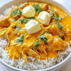 Für dieses leckere Gericht benötigst du folgende Hauptzutaten: - 900 g Hähnchenschenkel (ohne Knochen und Haut) - 1 große Zwiebel, fein gehackt - 4 Knoblauchzehen, gehackt - 1 Esslöffel frischer Ingwer, gerieben - 1 Dose (400 g) zerdrückte Tomaten - 240 ml Kokosmilch - 125 g ungesalzene Butter Die Hähnchenschenkel sind die Hauptquelle für Geschmack und Saftigkeit. Zwiebel, Knoblauch und Ingwer bringen eine tolle aromatische Basis. Die zerdrückten Tomaten und die Kokosmilch sorgen für eine cremige Soße. Die richtigen Gewürze machen den Unterschied. Hier sind die Gewürze, die du brauchst: - 1 Esslöffel Garam Masala - 1 Teelöffel Kreuzkümmel - 1 Teelöffel Kurkuma - 1 Teelöffel Paprika - Salz und Pfeffer nach Geschmack Garam Masala gibt dem Gericht seine besondere Note. Kreuzkümmel und Kurkuma sorgen für Tiefe. Paprika bringt Farbe und ein wenig Süße. Diese Gewürze harmonieren perfekt mit dem Hähnchen und der Kokosmilch. Um das Gericht abzurunden, empfehle ich: - Gekochter Basmati-Reis (zum Servieren) - Frischer Koriander, gehackt (zum Garnieren) Der Basmati-Reis ist die ideale Beilage. Er nimmt die Soße gut auf und ergänzt die Aromen. Frischer Koriander bringt Frische und Farbe. Diesen Schritt solltest du nicht auslassen! {{ingredient_image_2}} Zuerst bereiten wir den Crockpot vor. Nehmen Sie eine große Schüssel und legen Sie sie bereit. Heben Sie die Zwiebel, den Knoblauch und den Ingwer hervor. Hacken Sie die Zwiebel fein. Hacken Sie die Knoblauchzehen klein und reiben Sie den Ingwer frisch. Geben Sie alles gleichmäßig auf den Boden des Crockpots. Diese Basis sorgt für viel Geschmack während des Kochens. Jetzt kommen wir zu den Gewürzen. Nehmen Sie eine kleine Schüssel. Mischen Sie dort Garam Masala, Kreuzkümmel, Kurkuma und Paprika. Fügen Sie Salz und Pfeffer hinzu. Reiben Sie diese Mischung auf die Hähnchenschenkel. Stellen Sie sicher, dass das Hähnchen gut bedeckt ist. So zieht der Geschmack tief in das Fleisch ein. Legen Sie die gewürzten Hähnchenschenkel auf die Zwiebelmischung im Crockpot. Gießen Sie die zerdrückten Tomaten gleichmäßig darüber. Fügen Sie die Kokosmilch hinzu. Schneiden Sie die Butter in kleine Stücke und verteilen Sie sie oben auf das Hähnchen. Jetzt decken Sie den Crockpot ab. Stellen Sie ihn auf die niedrige Stufe für 6-8 Stunden oder auf die hohe Stufe für 4-5 Stunden. Das Hähnchen ist fertig, wenn es zart ist. Sobald das Hähnchen gekocht ist, nehmen Sie zwei Gabeln. Zerkleinern Sie das Hähnchen im Crockpot. Mischen Sie alles gut durch, damit die Aromen sich verbinden. Probieren Sie das Gericht und passen Sie die Gewürze an. Fügen Sie bei Bedarf mehr Salz und Pfeffer hinzu. Servieren Sie das Butter-Hähnchen auf warmem Basmati-Reis. Garnieren Sie es mit frischem, gehacktem Koriander. Beim Kochen von Butter Chicken im Crockpot gibt es einige Fehler, die man vermeiden sollte. Ein häufiger Fehler ist, die Zwiebeln und den Knoblauch nicht richtig zu hacken. Wenn die Stücke zu groß sind, können sie nicht die ganze Aromen abgeben. Ein weiterer Fehler ist, das Hähnchen nicht gut zu würzen. Achten Sie darauf, die Gewürze gleichmäßig zu verteilen. Auch das Hinzufügen von zu viel Flüssigkeit kann das Gericht wässrig machen. Halten Sie sich an die angegebenen Mengen. Die Konsistenz des Butter Chicken ist wichtig für den Genuss. Um eine cremige Soße zu erreichen, verwenden Sie ungesalzene Butter und Kokosmilch. Achten Sie darauf, die Butter in kleinen Stücken hinzuzufügen. Dies hilft, die Soße gleichmäßig zu machen. Wenn die Soße zu dick ist, fügen Sie etwas mehr Kokosmilch hinzu. Für eine dünnere Soße können Sie auch etwas Hühnerbrühe verwenden. Rühren Sie am Ende gut um, um alles zu verbinden. Die Gewürze sind der Schlüssel zu einem guten Butter Chicken. Probieren Sie verschiedene Gewürze aus, um das Gericht nach Ihrem Geschmack anzupassen. Wenn Sie es schärfer mögen, fügen Sie etwas Cayennepfeffer hinzu. Für eine mildere Variante, reduzieren Sie die Menge an Garam Masala. Auch frische Kräuter wie Koriander bringen zusätzliche Aromen. Seien Sie kreativ und passen Sie das Rezept an, um Ihre perfekte Mischung zu finden. Pro Tipps Hähnchen marinieren: Lassen Sie das Hähnchen vor dem Kochen einige Stunden oder über Nacht marinieren, um die Aromen zu intensivieren und das Fleisch zarter zu machen. Gewürze anpassen: Experimentieren Sie mit den Gewürzen, indem Sie zum Beispiel etwas mehr Garam Masala oder eine Prise Zimt hinzufügen, um dem Gericht eine persönliche Note zu verleihen. Kokosmilch variieren: Verwenden Sie verschiedene Arten von Kokosmilch (leicht oder vollfett), je nach gewünschter Cremigkeit und Kaloriengehalt. Beilagen ergänzen: Servieren Sie das Butter-Hähnchen nicht nur mit Basmati-Reis, sondern auch mit Naan-Brot oder einem frischen Salat, um eine ausgewogene Mahlzeit zu kreieren. {{image_4}} Wenn du eine vegetarische Option suchst, ersetze das Hähnchen durch Kichererbsen oder Tofu. Diese Zutaten nehmen die Aromen gut auf. Du kannst die Kichererbsen direkt in den Crockpot geben. Wenn du Tofu verwendest, schneide ihn in Würfel und brate ihn leicht an, um die Textur zu verbessern. Zusätzlich zu Hähnchen kannst du Rindfleisch oder Lamm verwenden. Achte darauf, das Fleisch in kleinere Stücke zu schneiden. Dies hilft beim gleichmäßigen Garen. Die Garzeit kann sich je nach Fleischart ändern. Rindfleisch benötigt oft etwas länger zum Garen als Hähnchen. Um die Soße zu variieren, füge mehr Gewürze hinzu. Du kannst auch frische Tomaten oder andere Gemüsesorten einarbeiten. Für eine schärfere Note nutze Chili oder Cayennepfeffer. Experimentiere mit verschiedenen Kräutern, um neue Geschmäcker zu entdecken. Ein Spritzer Limettensaft kann die Soße aufhellen und frisch machen. Crockpot Butter Chicken bleibt frisch im Kühlschrank. Lassen Sie das Gericht auf Raumtemperatur abkühlen. Füllen Sie es dann in einen luftdichten Behälter. So bleibt es bis zu 3 Tage genießbar. Das Gericht eignet sich gut zum Einfrieren. Teilen Sie es in Portionen auf. Verwenden Sie gefrierfeste Behälter oder Beutel. So bleibt es bis zu 2 Monate haltbar. Zum Aufwärmen, lassen Sie das Gericht im Kühlschrank auftauen. Erhitzen Sie es dann in der Mikrowelle oder auf dem Herd. Im Kühlschrank hält sich das Butter Chicken etwa 3 Tage. Im Gefrierfach bleibt es bis zu 2 Monate frisch. Achten Sie darauf, den Geruch und das Aussehen zu prüfen, bevor Sie es essen. Wenn es seltsam riecht oder verfärbt ist, entsorgen Sie es. Crockpot Butter Chicken braucht insgesamt 6-8 Stunden auf niedriger Stufe. Wenn du die hohe Stufe wählst, sind es 4-5 Stunden. Das Hähnchen ist fertig, wenn es leicht zerfällt. Ja, frisches Gemüse passt gut zu diesem Gericht. Du kannst Paprika, Erbsen oder Karotten hinzufügen. Gib das Gemüse in die letzten 1-2 Stunden der Kochzeit dazu. So bleibt das Gemüse knackig und frisch. Ja, dieses Rezept ist glutenfrei. Alle Zutaten enthalten kein Gluten. Achte darauf, dass du die Gewürze und Saucen auch glutenfrei kaufst. So kannst du sicher sein, dass dein Gericht glutenfrei bleibt. Um das Gericht schärfer zu machen, füge frische Chili oder Cayennepfeffer hinzu. Du kannst auch scharfe Currypaste nutzen. Beginne mit einer kleinen Menge und taste dich langsam an deinen gewünschten Schärfegrad heran. Crockpot Butter Chicken ist einfach und lecker. Wir haben die Hauptzutaten, Gewürze und Beilagen besprochen. Du hast gelernt, wie du Schritt für Schritt vorgehst. Tipps helfen dir, Fehler zu vermeiden und die besten Ergebnisse zu erzielen. Variationen bieten dir kreative Möglichkeiten, das Rezept zu ändern. Informationen zur Lagerung sorgen dafür, dass du Reste sicher aufbewahren kannst. Jetzt bist du bereit, dein eigenes köstliches Gericht zuzubereiten. Viel Spaß beim Kochen und Genuss!