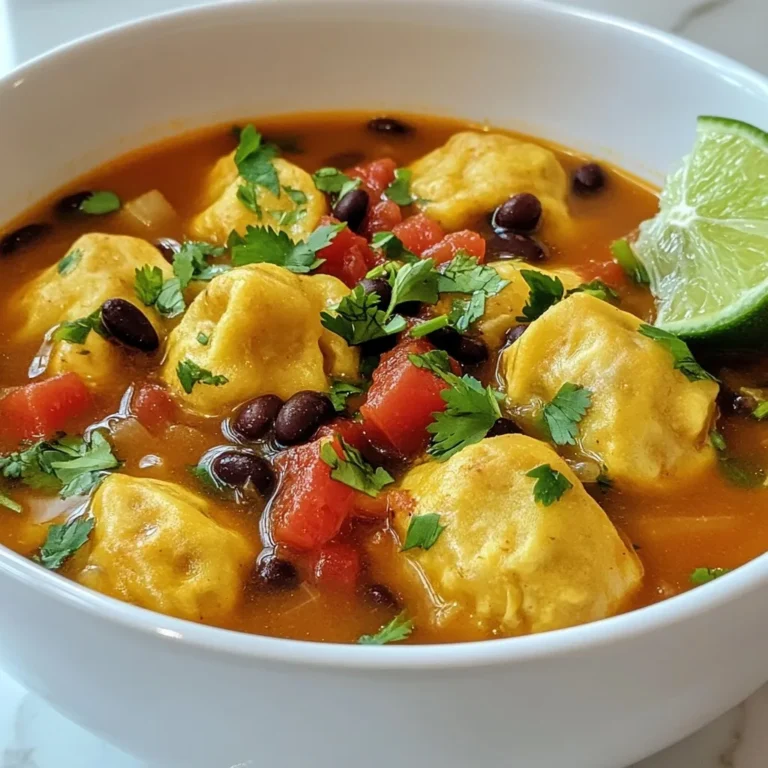 Für die Suppe verwenden wir: - 1 Esslöffel Olivenöl - 1 kleine Zwiebel, gewürfelt - 2 Knoblauchzehen, fein gehackt - 1 Jalapeño, entkernt und gewürfelt - 4 Tassen Gemüsebrühe - 1 Dose (425 g) schwarze Bohnen, abgespült und abgetropft - 1 Dose (410 g) gewürfelte Tomaten mit grünen Chilis - 1 Teelöffel Kreuzkümmel - 1 Teelöffel geräucherter Paprika - Salz und Pfeffer nach Geschmack Diese Zutaten geben der Suppe einen tollen Geschmack. Das Olivenöl sorgt für eine gute Basis. Zwiebel und Knoblauch bringen Aroma. Die Jalapeño fügt eine leichte Schärfe hinzu. Gemüsebrühe macht die Suppe herzhaft und nahrhaft. Schwarze Bohnen und Tomaten bringen Textur und Farbe. Gewürze wie Kreuzkümmel und Paprika runden alles ab. Für die Klöße benötigen wir: - 1 Tasse Masa Harina (Maismehl) - 1/2 Teelöffel Backpulver - 1/3 Tasse Pflanzenfett - 3/4 Tasse Gemüsebrühe (für die Klöße) Masa Harina ist der Hauptbestandteil für die Klöße. Es gibt ihnen die typische Konsistenz. Das Backpulver sorgt für etwas Luftigkeit. Pflanzenfett macht den Teig weich. Mit Gemüsebrühe binden wir alles zusammen. Für die Garnitur verwenden wir: - Frischer Koriander, gehackt - Limettenviertel Frischer Koriander bringt Frische in die Suppe. Limettenviertel geben einen tollen, saftigen Kick. Beides macht das Essen noch schmackhafter. {{ingredient_image_2}} Zuerst erhitzen Sie 1 Esslöffel Olivenöl in einem großen Topf bei mittlerer Hitze. Fügen Sie 1 kleine gewürfelte Zwiebel hinzu und braten Sie sie 3-4 Minuten lang an. Die Zwiebel sollte weich und leicht durchsichtig sein. Dann geben Sie 2 fein gehackte Knoblauchzehen und 1 gewürfelte Jalapeño dazu. Braten Sie alles 1-2 Minuten lang an, bis die Aromen kommen. Gießen Sie nun 4 Tassen Gemüsebrühe in den Topf. Fügen Sie 1 Dose schwarze Bohnen hinzu, die vorher abgespült und abgetropft sind. Geben Sie auch 1 Dose gewürfelte Tomaten mit grünen Chilis dazu. Rühren Sie alles gut um. Würzen Sie die Mischung mit 1 Teelöffel Kreuzkümmel, 1 Teelöffel geräucherter Paprika, Salz und Pfeffer nach Geschmack. Lassen Sie die Suppe 10-15 Minuten bei schwacher Hitze köcheln. Das Köcheln hilft, die Aromen zu verbinden. Während die Suppe köchelt, bereiten Sie die Klöße vor. In einer Schüssel vermengen Sie 1 Tasse Masa Harina und 1/2 Teelöffel Backpulver. Geben Sie 1/3 Tasse Pflanzenfett hinzu und vermischen Sie alles, bis die Mischung krümelig ist. Fügen Sie nach und nach 3/4 Tasse Gemüsebrühe hinzu und kneten Sie, bis ein weicher Teig entsteht. Formen Sie kleine Kugeln aus dem Teig, etwa in der Größe eines Golfballs. Wenn die Suppe köchelt, geben Sie die Klöße vorsichtig in den Topf. Decken Sie den Topf ab und lassen Sie die Klöße 15 Minuten lang kochen, bis sie gar sind. Probieren Sie die Suppe und passen Sie die Gewürze an. Um die Klöße perfekt hinzubekommen, kneten Sie den Teig gut. Achten Sie darauf, dass er weich, aber nicht klebrig ist. Wenn der Teig zu trocken ist, fügen Sie mehr Brühe hinzu. Die Klöße sollten etwa die Größe eines Golfballs haben. So garen sie gleichmäßig in der Suppe. Schmecken Sie die Suppe regelmäßig ab. Jeder hat andere Vorlieben. Mögen Sie es scharf? Fügen Sie mehr Jalapeño hinzu. Für einen zusätzlichen Kick, probieren Sie etwas Cayennepfeffer oder eine Prise Chili. Gewürze wie Oregano oder Koriander passen auch gut zu diesem Gericht. Servieren Sie die Suppe heiß in tiefen Tellern. Garnieren Sie sie mit frischem Koriander. Limettenviertel an der Seite bringen eine frische Note. Ein einfaches Brot passt gut dazu. Für Getränke empfehle ich ein kaltes Glas Wasser oder eine frische Limonade. Pro Tipps Frische Zutaten verwenden: Verwenden Sie frisches Gemüse und Kräuter, um den besten Geschmack in Ihrer Suppe zu erzielen. Variieren Sie die Schärfe: Wenn Sie es weniger scharf mögen, können Sie die Jalapeño weglassen oder eine mildere Paprika verwenden. Klöße perfekt zubereiten: Achten Sie darauf, die Klöße nicht zu lange zu kochen, damit sie nicht zerfallen. 15 Minuten sind ideal. Serviertipps: Garnieren Sie die Suppe mit frischem Koriander und Limetten, um einen zusätzlichen Frischekick zu geben. {{image_4}} Für eine vegetarische oder vegane Version der Tamale Dumpling Soup kannst du pflanzliche Alternativen verwenden. Ersetze das Pflanzenfett durch eine vegane Butter oder Öl. Achte darauf, dass die Gemüsebrühe auch vegan ist. Du kannst sogar mehr Bohnen oder Tofu hinzufügen, um die Proteine zu erhöhen. Du kannst die Suppe anpassen, indem du zusätzliche Zutaten hinzufügst. Zum Beispiel sind Paprika und Zucchini tolle Optionen. Diese Gemüse bringen mehr Geschmack und Textur. Auch gekochte Hühnerbrust oder Rindfleisch passen gut in die Suppe. So hast du mehr Abwechslung und Nährstoffe. Die Schärfe der Suppe kannst du nach deinem Geschmack einstellen. Wenn du es milder magst, entferne die Samen der Jalapeño oder reduziere die Menge. Für eine schärfere Variante füge mehr Jalapeño hinzu oder benutze frische Chilis. So kannst du die perfekte Balance finden, die dir und deinen Gästen gefällt. Um die Tamale Dumpling Soup frisch zu halten, bewahre sie im Kühlschrank auf. Verwende einen luftdichten Behälter. Du kannst die Suppe auch im Gefrierfach lagern. Achte darauf, sie in einem gefrierfesten Behälter zu verstauen. So bleibt sie bis zu drei Monate haltbar. Die Suppe schmeckt am besten, wenn du sie innerhalb von 3-4 Tagen isst. Die Klöße bleiben frisch, solange sie in der Suppe sind. Wenn du Klöße getrennt aufbewahrst, esse sie innerhalb von 2 Tagen. Achte darauf, beim Lagern die Klöße nicht zerdrücken. Um die Suppe aufzuwärmen, benutze die Mikrowelle oder den Herd. Wenn du die Mikrowelle verwendest, erhitze die Suppe in einem mikrowellengeeigneten Behälter. Rühre die Suppe alle 30 Sekunden um, bis sie heiß ist. Wenn du den Herd benutzt, erhitze die Suppe bei mittlerer Hitze. Rühre gelegentlich, damit sie gleichmäßig warm wird. Tamale Dumpling Soup ist ein warmes und herzhaftes Gericht. Es stammt aus der mexikanischen Küche. Die Suppe hat eine Basis aus Gemüsebrühe. Sie enthält schwarze Bohnen und gewürfelte Tomaten. Diese Zutaten geben der Suppe viel Geschmack. Gewürze wie Kreuzkümmel und Paprika verleihen eine besondere Note. Die Klöße bestehen aus Masa Harina, einem speziellen Maismehl. Diese Klöße sind weich und sättigend. Sie schwimmen in der Brühe und machen die Suppe noch besser. Ja, du kannst die Klöße im Voraus zubereiten! Das spart Zeit, wenn du die Suppe servieren möchtest. Bereite die Klöße einfach vor und forme sie. Lege sie dann auf ein Backblech und friere sie ein. Wenn du die Suppe machen möchtest, koche die Brühe zuerst. Füge die gefrorenen Klöße dann direkt hinzu. Sie müssen möglicherweise ein paar Minuten länger garen. So hast du immer frische Klöße zur Hand. Es gibt viele Möglichkeiten, die Suppe anzupassen! Du kannst verschiedene Gemüse hinzufügen, wie Karotten oder Paprika. Wenn du es schärfer magst, füge mehr Jalapeños hinzu. Für eine proteinreichere Suppe kannst du Hähnchen oder Tofu einrühren. Auch die Gewürze kannst du nach deinem Geschmack ändern. Experimentiere mit verschiedenen Kräutern oder Gewürzen. So wird jede Suppe einzigartig! Diese Suppe mit Klößen bietet viele Möglichkeiten. Wir haben frische Zutaten genutzt, um einen tollen Geschmack zu erzielen. Die Zubereitung ist einfach, auch für Anfänger. Mit unseren Tipps kannst du Klöße perfekt machen. Denke daran, deine Suppe nach deinem Geschmack zu variieren. Ob scharf oder milde, die Wahl liegt bei dir. Lagerung und Aufwärmen sind ebenfalls leicht. Lass deiner Kreativität freien Lauf und genieße deine eigene Suppe!