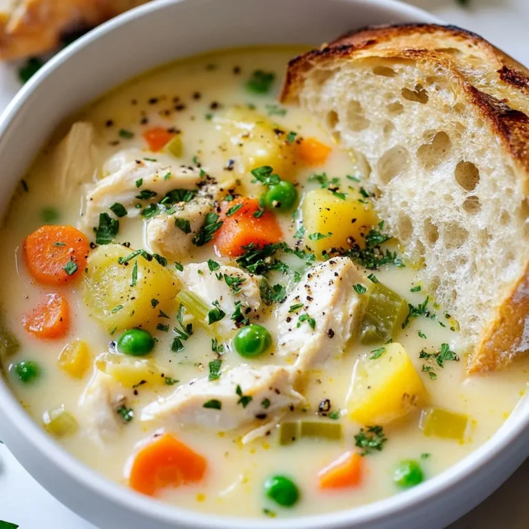 - 450 g Hähnchenbrust, gewürfelt - 1 Esslöffel Olivenöl - 1 Zwiebel, gewürfelt - 2 Karotten, gewürfelt - 2 Selleriestangen, gewürfelt - 3 Knoblauchzehen, gehackt - 950 ml natriumreduzierte Hühnerbrühe - 150 g gefrorene Erbsen - 2 Kartoffeln, gewürfelt - 1 Teelöffel getrockneter Thymian - 1 Teelöffel getrockneter Rosmarin - 240 ml Vollmilch oder ungesüßte Mandelmilch - 30 g Weizenmehl oder glutenfreies Mehl - Salz und Pfeffer nach Geschmack - Frische Petersilie zum Garnieren Die Hauptbestandteile dieser Suppe sind Hähnchen, Gemüse und Gewürze. Hähnchenbrust ist mager und reich an Protein. Das Gemüse bringt Vitamine und Ballaststoffe. Zwiebel, Karotten und Sellerie geben viel Geschmack und Textur. Die Gewürze, wie Thymian und Rosmarin, runden das Aroma ab. Für die Brühe können Sie natriumreduzierte Hühnerbrühe nehmen. Diese sorgt für eine gesunde Basis. Wenn Sie eine milchfreie Option suchen, wählen Sie ungesüßte Mandelmilch. Diese macht die Suppe leicht und cremig. - Zusätzliche Gemüse wie Brokkoli oder Spinat - Glutenfreies Mehl als Ersatz Um die Suppe noch gesünder zu machen, können Sie mehr Gemüse hinzufügen. Brokkoli oder Spinat sind gute Optionen. Diese Gemüse sind nährstoffreich und bringen Farbe in die Suppe. Wenn Sie glutenfrei kochen, verwenden Sie glutenfreies Mehl. Dies macht die Suppe für alle geeignet. So können mehr Menschen die leckere Hähnchen-Pot-Pie-Suppe genießen. {{ingredient_image_2}} 1. Hähnchen anbraten: Nehmen Sie einen großen Topf und erhitzen Sie das Olivenöl bei mittlerer Hitze. Fügen Sie die gewürfelte Hähnchenbrust hinzu. Würzen Sie das Hähnchen mit Salz und Pfeffer. Braten Sie das Hähnchen für etwa 5 bis 7 Minuten an, bis es ganz durchgegart ist. Es sollte nicht mehr rosa sein. Nehmen Sie das Hähnchen aus dem Topf und stellen Sie es beiseite. 2. Gemüse schneiden und anbraten: Im gleichen Topf geben Sie die gewürfelte Zwiebel, Karotten und Sellerie hinzu. Sautieren Sie alles für etwa 5 Minuten. Das Gemüse sollte weich werden. Dann rühren Sie den gehackten Knoblauch ein. Braten Sie ihn für 30 Sekunden, bis er gut duftet. 3. Brühe und Kartoffeln hinzufügen: Geben Sie die natriumreduzierte Hühnerbrühe, die gewürfelten Kartoffeln, getrockneten Thymian und Rosmarin in den Topf. Bringen Sie die Mischung zum Kochen. Reduzieren Sie dann die Hitze und lassen Sie die Suppe 15 Minuten köcheln. Die Kartoffeln sollten zart sein. 4. Eindicken der Suppe: In einer kleinen Schüssel mischen Sie das Weizenmehl mit der Vollmilch oder der ungesüßten Mandelmilch. Rühren Sie diese Mischung langsam unter die Suppe. Lassen Sie die Suppe etwa 5 Minuten eindicken. 5. Hähnchen und Erbsen hinzufügen: Geben Sie das vorgegarte Hähnchen und die gefrorenen Erbsen in den Topf. Rühren Sie alles gut um. Lassen Sie die Suppe für weitere 5 Minuten durchwärmen. 6. Abschmecken und Serviervorschläge: Probieren Sie die Suppe und passen Sie den Geschmack mit Salz und Pfeffer an. Servieren Sie die Suppe in individuellen Schalen und garnieren Sie sie mit frisch gehackter Petersilie. Ein krosses Vollkornbrot passt gut dazu. - Zeitersparnis durch Vorbereitungen: Planen Sie im Voraus. Schneiden Sie das Gemüse am Morgen oder am Vortag. Das spart Zeit beim Kochen. Wenn Sie alles bereit haben, läuft die Zubereitung schneller. - Empfohlene Küchengeräte: Nutzen Sie einen großen Topf für die Suppe. Ein scharfes Messer hilft beim Schneiden des Gemüses. Ein Schneidebrett stützt Ihre Arbeit. Außerdem kann ein Holzlöffel für das Umrühren nützlich sein. - Vorschläge für fettarme Alternativen: Verwenden Sie ungesüßte Mandelmilch anstelle von Vollmilch. Sie können auch weniger Öl verwenden. Ersetzen Sie das Weizenmehl durch glutenfreies Mehl, wenn nötig. So bleibt die Suppe leicht und gesund. - Möglichkeiten zur Portionierung und Kontrolle: Servieren Sie die Suppe in kleinen Schalen. So kontrollieren Sie die Portionsgröße besser. Essen Sie langsam, um den Geschmack zu genießen. So fühlen Sie sich schneller satt und essen weniger. Pro Tipps Hähnchen marinieren: Marinieren Sie das Hähnchen vor dem Anbraten für zusätzlichen Geschmack. Verwenden Sie z.B. Zitronensaft, Knoblauch und Kräuter. Gemüse variieren: Fügen Sie Ihr Lieblingsgemüse hinzu, wie Paprika oder Zucchini, um die Suppe noch bunter und nahrhafter zu machen. Glutenfreie Option: Verwenden Sie glutenfreies Mehl, um die Suppe für glutenempfindliche Personen geeignet zu machen. Kräuter frisch hinzufügen: Frische Kräuter wie Basilikum oder Schnittlauch kurz vor dem Servieren hinzufügen, um das Aroma zu intensivieren. {{image_4}} Für eine vegane Version der Hähnchen-Pot-Pie-Suppe, verwenden Sie pflanzliches Protein. Tofu oder Seitan sind gute Optionen. Sie haben eine ähnliche Textur wie Hähnchen. Für eine vegetarische Variante können Sie die Hähnchenbrust einfach durch Kichererbsen ersetzen. Diese sind nahrhaft und sehr lecker. Zusätzlich können Sie verschiedene Gemüsesorten ausprobieren. Zucchini, Brokkoli oder Spinat passen gut in die Suppe. Sie bringen Farbe und viele Nährstoffe. Achten Sie darauf, das Gemüse in kleine Stücke zu schneiden, damit es gleichmäßig gar wird. Wenn Sie glutenfrei essen, nutzen Sie glutenfreies Mehl in der Suppe. Hierbei gibt es viele gute Sorten auf dem Markt. Mais- oder Reismehl können ebenfalls verwendet werden. Diese Mehle funktionieren gut zum Andicken der Suppe. Berücksichtigen Sie Allergien und Unverträglichkeiten. Wenn jemand in Ihrer Familie Nüsse nicht verträgt, verwenden Sie einfach Vollmilch. Dies macht die Suppe cremig und lecker. Achten Sie darauf, alle Zutaten zu prüfen, um sicherzustellen, dass sie für alle geeignet sind. Um die Gesunde Hähnchen-Pot-Pie-Suppe frisch zu halten, kannst du sie im Kühlschrank aufbewahren. Fülle die Suppe in einen luftdichten Behälter. So bleibt der Geschmack erhalten. Stelle sicher, dass die Suppe abgekühlt ist, bevor du sie in den Kühlschrank stellst. So schützt du die Qualität der Suppe. Wenn du die Suppe länger lagern möchtest, kannst du sie einfrieren. Fülle die abgekühlte Suppe in gefriergeeignete Behälter oder Beutel. Achte darauf, etwas Platz zu lassen, da sich die Suppe beim Einfrieren ausdehnt. Beschrifte die Behälter mit dem Datum. So weißt du, wie lange sie schon eingefroren ist. Die Suppe bleibt im Kühlschrank etwa 3 bis 4 Tage frisch. Um Verderb zu vermeiden, achte auf Anzeichen wie einen schlechten Geruch oder eine veränderte Farbe. Wenn du dir unsicher bist, schmecke die Suppe, bevor du sie isst. Wenn du die Suppe eingefroren hast, kann sie bis zu 3 Monate haltbar sein. Für den besten Geschmack ist es gut, die Suppe langsam im Kühlschrank aufzutauen. Du kannst sie auch in der Mikrowelle oder in einem Topf auf dem Herd wiedererwärmen. Rühre die Suppe gut um, damit sie gleichmäßig warm wird. Schmecke sie nach dem Erwärmen ab und füge nach Bedarf Salz und Pfeffer hinzu. Sie können die Suppe mit mehr Gemüse aufpeppen. Fügen Sie Spinat, Brokkoli oder Zucchini hinzu. Diese Gemüse liefern viele Vitamine und Mineralstoffe. Gewürze wie Kurkuma oder Paprika bringen Geschmack und haben auch gesundheitliche Vorteile. Experimentieren Sie mit frischen Kräutern wie Basilikum oder Oregano. Diese machen die Suppe aromatischer und gesünder. Ja, frisches Hähnchen ist eine tolle Wahl! Es wird saftig und schmackhaft. Schneiden Sie die Hähnchenbrust in kleine Würfel. Braten Sie sie wie im Rezept beschrieben an. Achten Sie darauf, dass das Hähnchen ganz durchgegart ist. Dies dauert etwa 5-7 Minuten, bis es nicht mehr rosa ist. So bleibt es zart und lecker. Zu dieser Suppe passen viele Beilagen. Ein krosses Vollkornbrot ist eine gute Wahl. Es ergänzt die Suppe perfekt. Ein frischer Salat mit leichtem Dressing bringt Farbe und Vitamine. Sie können auch knusprige Cracker hinzufügen. Diese sorgen für einen tollen Crunch! Diese Suppe ist einfach lecker und nahrhaft. Wir haben die Zutaten und die Zubereitung besprochen. Du kannst mit Gemüse und Gewürzen kreativ umgehen. Du hast auch Tipps erhalten, um die Suppe gesünder zu machen. Denk an die Lagerung, um den besten Geschmack zu halten. Probiere verschiedene Variationen für deine Diät aus. Diese Suppe ist vielseitig und kann allen schmecken. Viel Spaß beim Kochen und Genießen deiner eigenen Version!